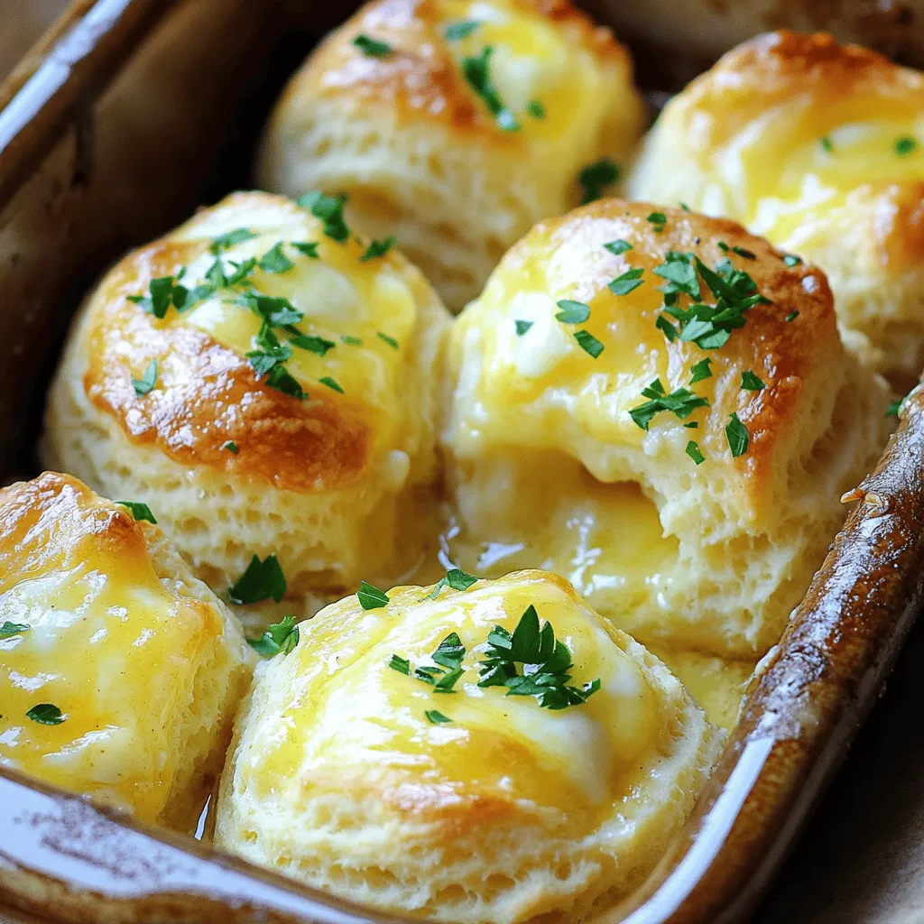 - 1 can of refrigerated biscuit dough (8 biscuits) - 1 cup shredded mozzarella cheese - 1/2 cup unsalted butter (1 stick), melted - 4 cloves garlic, minced Cheesy garlic butter bombs need simple, tasty ingredients. The refrigerated biscuit dough makes them soft and fluffy. I like using shredded mozzarella cheese because it melts perfectly. Unsalted butter adds richness, while minced garlic gives a strong flavor. These four ingredients create a tasty base for our treat. - 1 teaspoon dried Italian herbs (oregano, basil, or thyme) - 1/4 teaspoon red pepper flakes (optional, for a spicy kick) - 1/4 cup fresh parsley, chopped (for garnish) Feel free to get creative! Dried Italian herbs can add extra flavor. If you like heat, add red pepper flakes. Fresh parsley is great for a pop of color and freshness on top. These optional ingredients let you tailor the bombs to your taste. - Baking dish or parchment paper - Mixing bowl - Oven You will need a few tools for this recipe. A baking dish or parchment paper is key for easy cleanup. A mixing bowl helps combine the butter and garlic. Lastly, your oven will bake these cheesy delights to golden perfection. Using the right tools makes cooking easier and more fun. For the full recipe, check the section on Full Recipe. - Preheat the oven to 375°F (190°C). - Grease the baking dish or line it with parchment paper. - In a small bowl, combine melted butter, minced garlic, and dried Italian herbs. - Add red pepper flakes and salt to taste. Mix well. - Open the can of biscuit dough and separate the biscuits. - Flatten each biscuit slightly with your hands. Place a tablespoon of mozzarella cheese in the center. - Gather the edges of the biscuit to enclose the cheese completely. Pinch to seal, ensuring no openings remain. - Place the filled biscuits seam side down in the prepared baking dish. - Pour the garlic butter mixture evenly over the biscuit bombs. - Bake for 15-20 minutes until golden brown and fluffy. - For extra crispiness, broil for 1-2 minutes at the end. To make the best cheesy garlic butter bombs, sealing the biscuits is key. After placing cheese inside, gather the edges. Pinch them tightly to close. This step keeps the cheese from leaking during baking. If the biscuits are not sealed well, you might end up with a cheesy mess in your baking dish. Using fresh ingredients also boosts the flavor. Fresh garlic packs a punch that dried garlic cannot match. Choose high-quality mozzarella for that gooey, stretchy texture. Fresh herbs give a bright taste that dried herbs lack. If you can, use herbs from your garden or a local market. These cheesy garlic butter bombs pair well with dips. Marinara sauce is a classic choice. Its tangy flavor matches the richness of the bombs. You can also try ranch dressing or a creamy garlic dip. If you want a complete meal, serve them with a fresh salad or pasta. The crispy bombs add a fun twist to any dinner. Storing leftovers is simple. Place them in an airtight container. They stay fresh in the fridge for about three days. If you want to keep them longer, you can freeze them. Just make sure they cool down first. For reheating, the oven works best. Preheat to 350°F (175°C) and place the bombs on a baking sheet. Heat for about 10-15 minutes. This method keeps them crispy and delicious. You can also use a microwave, but they may turn soft. Enjoy your cheesy garlic butter bombs anytime! {{image_2}} You can mix things up with cheese. Try adding cheddar or gouda. Each cheese gives a fun twist. You can even use a blend of cheeses for more depth. Herbs and spices can change the taste, too. Basil, thyme, and rosemary work great. You can add garlic powder, too, for extra flavor. A little cumin can also add a nice touch. If you need gluten-free options, use gluten-free biscuit dough. Many brands offer great choices. Just check the label to make sure. For vegan substitutes, use dairy-free butter and cheese. Look for plant-based mozzarella. This keeps it cheesy without the dairy. You can still enjoy all the flavors! You can turn these into an appetizer. Just pull apart each bomb for a cheesy experience. Serve with marinara sauce for dipping. It’s fun and tasty! You can also use the filling in other dishes. Try it in pasta or as a pizza topping. The cheesy garlic mix adds flavor to many meals. Don't be afraid to get creative! Check out the Full Recipe for more details on making these delicious treats. You can find the Full Recipe for Cheesy Garlic Butter Bombs below. This recipe is simple and packed with flavor. Here’s what you need: - 1 can of refrigerated biscuit dough (8 biscuits) - 1 cup shredded mozzarella cheese - 1/2 cup unsalted butter (1 stick), melted - 4 cloves garlic, minced - 1 teaspoon dried Italian herbs (oregano, basil, or thyme) - 1/4 teaspoon red pepper flakes (optional) - 1/4 cup fresh parsley, chopped - Salt to taste Follow these instructions for a tasty treat: 1. Preheat your oven to 375°F (190°C). Grease a baking dish or use parchment paper. 2. Mix melted butter, minced garlic, Italian herbs, red pepper flakes, and salt in a bowl. 3. Open the biscuit dough and separate the biscuits. Flatten each biscuit and add a tablespoon of mozzarella cheese in the center. 4. Gather the edges of each biscuit around the cheese and pinch to seal. Make sure no cheese escapes. 5. Place the sealed biscuits seam side down in the baking dish. 6. Pour the garlic butter mixture over the biscuit bombs. Make sure they are well coated. 7. Bake for 15-20 minutes until golden brown and fluffy. Broil for 1-2 minutes for extra crispiness. 8. Once done, sprinkle with fresh parsley. Serve warm and enjoy! This recipe serves 8 people. It’s quick to prep and fun to eat. Perfect for parties or a cozy night at home! You can prepare the garlic butter bombs a few hours in advance. Make the filling and fill the biscuits. Place them in the baking dish, cover, and chill in the fridge. When you are ready, simply bake them as usual. If you don’t have mozzarella, you can use cheddar or gouda. Both will melt nicely and add flavor. Cream cheese can also work for a rich, creamy texture. Yes, you can freeze them! After assembling, place the bombs on a baking sheet and freeze them. Once frozen, transfer them to a freezer bag. Bake them straight from the freezer when needed. To avoid burning, keep an eye on them while baking. If they seem to brown too quickly, cover them loosely with foil. Also, make sure your oven temperature is accurate. You can switch up the herbs or add spices. Try adding some diced jalapeños for heat. For a herb flavor, use fresh basil or rosemary. Mixing in some cooked bacon bits can also add a tasty twist. You now have a simple guide to making Cheesy Garlic Butter Bombs. We covered key ingredients like biscuit dough and mozzarella cheese. You learned step-by-step instructions to prepare and bake them perfectly. We included tips for using fresh herbs and serving suggestions. Don't forget to explore variations, including dietary adaptations. These cheesy bites make a great snack or appetizer. Enjoy experimenting with flavors and serving ideas. You'll impress your friends and family with these tasty treats!