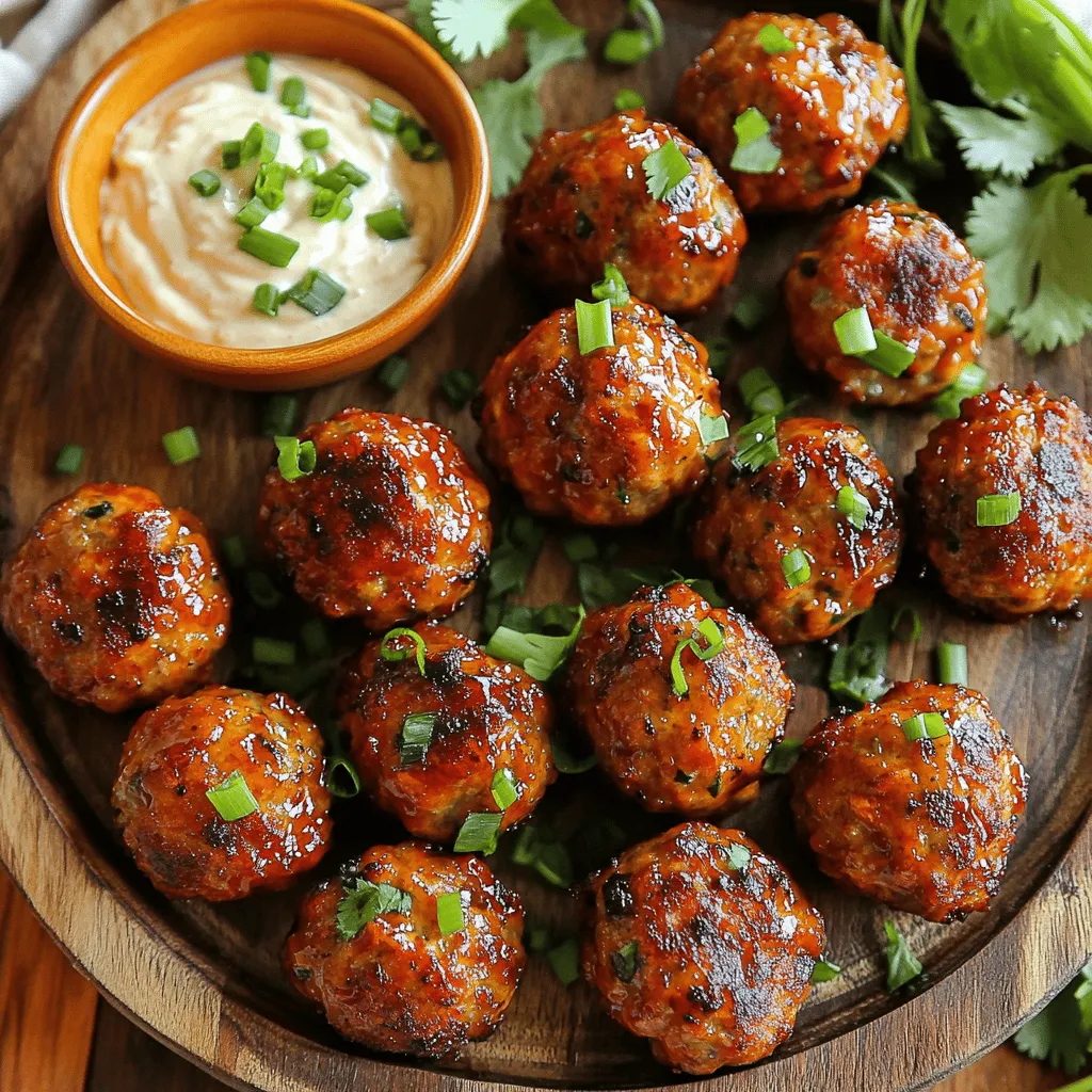 - 1 lb ground beef (or ground chicken) - 1/4 cup breadcrumbs - 1/4 cup green onions, finely chopped - 2 cloves garlic, minced - 1 tablespoon ginger, grated - 2 tablespoons soy sauce - 1 tablespoon sesame oil - 1 tablespoon brown sugar - 1 teaspoon black pepper - 1 teaspoon red pepper flakes - 1 egg, beaten - Optional garnish: 1 tablespoon cilantro, chopped - 1/2 cup mayonnaise - 1 tablespoon Sriracha - 1 teaspoon lemon juice - Pinch of salt When making Korean BBQ meatballs, the right ingredients make all the difference. I love using fresh veggies and quality meat. For the meatballs, I often choose ground beef for its rich flavor, but ground chicken works too. The breadcrumbs help bind the mixture and add some texture. Green onions bring a fresh taste, while garlic adds depth. Ginger is key for that warm, spicy kick. The soy sauce and sesame oil provide a savory base. Brown sugar balances the flavors with a touch of sweetness. Black pepper and red pepper flakes add some heat, so adjust to your taste. For the spicy mayo dip, combine mayonnaise, Sriracha, lemon juice, and salt. This dip is creamy and spicy, perfect for pairing with the meatballs. You can find the full recipe [here](#). Enjoy the process of mixing and matching these ingredients to create something special! - Preheat your oven to 400°F (200°C). - Line a baking sheet with parchment paper. - In a large bowl, mix all the meatball ingredients well. - Shape the mixture into 1-inch meatballs. - Place them on the prepared baking sheet. - Bake for 15-20 minutes until they turn golden brown. - In a small bowl, whisk together mayonnaise, Sriracha, lemon juice, and a pinch of salt. - Let the meatballs cool briefly after baking. - Serve them warm with the spicy mayo dip on the side. You can find the full recipe for Korean BBQ meatballs with spicy mayo dip above. Enjoy the cooking! To make your Korean BBQ meatballs really pop, try these tips: - Experiment with different herbs like cilantro or basil. - Use freshly minced garlic and ginger for a bold taste. These small changes can uplift the flavor profile of your dish. You can choose different cooking methods for your meatballs: - Baking gives a nice, even cook and keeps the meatballs moist. - Pan-frying adds a crisp texture on the outside. Remember to adjust the cooking time based on the size of your meatballs. Smaller ones cook faster; larger ones may take longer. Think about how you want to serve your meatballs: - Pair them with rice or noodles for a complete meal. - You can also add them as a topping on salads for a fresh twist. Each option adds a new layer of enjoyment to your dish. For more details on making these tasty meatballs, check the Full Recipe. {{image_2}} You can change the meat in this recipe easily. Substitute ground chicken or turkey for a lighter choice. If you prefer plant-based meals, use plant-based meat alternatives. They work great and keep the flavors intact. Love spice? Adjust the Sriracha in the dip to make it mild or spicy. You can even add chili oil to the meatballs for extra heat. This gives you control over how much kick you want in every bite. Want to make your meatballs even better? Incorporate veggies like chopped bell peppers. They add crunch and color. You can also add cheese for a cheesy meatball variant. It melts beautifully and enhances the flavor. For the full recipe, check out the complete details above. To keep your Korean BBQ meatballs fresh, refrigerate them in an airtight container. They will stay good for up to 3 days. If you want to store them for longer, freeze the meatballs. This way, they will last for several months. When it’s time to enjoy your leftovers, reheat them in the oven. This method helps keep the meatballs nice and crispy. If you're in a hurry, you can use the microwave for quick reheating. Just be careful not to overcook them. Making these meatballs in bulk is a great idea. You can freeze them for quick meals later. Pair the meatballs with sides like rice, noodles, or veggies. This makes a complete meal that’s easy to prepare on busy days. For the full recipe, check out the previous sections! Yes, you can prepare these meatballs ahead of time. Just refrigerate or freeze them for later use. This saves you time on busy days. You can enjoy the same great taste even when made in advance. To make the dip less spicy, reduce the amount of Sriracha you add. You can also use mayonnaise only for a milder flavor. This way, everyone can enjoy the dip without the heat. You can serve these meatballs with steamed rice, fresh veggies, or a salad. This adds balance to your meal and makes it more satisfying. Pairing them with different sides can enhance their flavor. Yes, you can use lean meat for the meatballs. Just be mindful of moisture levels. Lean meat may cook differently, so check for doneness to ensure they stay juicy and flavorful. In this post, we explored how to make delicious meatballs. We covered key ingredients, step-by-step instructions, and tips for extra flavor. You learned how to whip up a tasty spicy mayo dip, along with ideas for variations. Meal prep and storage tips help you enjoy these meatballs later. Make these meatballs for your next meal and impress everyone with your skills!