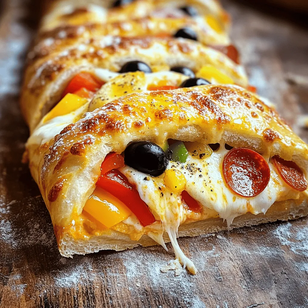 To make a tasty Italian Stromboli, you need a few key ingredients: - 1 lb pizza dough - 1 cup marinara sauce - 1 ½ cups shredded mozzarella cheese - ½ cup sliced pepperoni - Additional toppings as desired These ingredients form the base of your Stromboli. The pizza dough wraps around the fillings. The marinara sauce gives a nice, rich flavor. The mozzarella melts beautifully and holds the Stromboli together. Pepperoni adds a classic touch, but feel free to mix in your favorites. You can also enhance your Stromboli with these extras: - ½ cup sliced bell peppers (red, green, or yellow) - ¼ cup sliced black olives - 2 tablespoons grated Parmesan cheese - 1 tablespoon Italian seasoning - 1 egg (for egg wash) - Olive oil (for drizzling) Bell peppers add color and crunch. Black olives bring a salty taste that contrasts well with the cheese. The Parmesan cheese adds depth. Italian seasoning boosts the flavor of your filling. An egg wash gives your Stromboli a golden shine. Don’t skip the olive oil; it helps create a crisp crust. For the full recipe, check out Stromboli Delight. Enjoy making this delicious dish! First, preheat your oven to 400°F (200°C). This step is key for a crispy crust. Next, lightly dust your work surface with flour. Grab your pizza dough and roll it out to a rectangle. Aim for about 14x10 inches. A rolling pin helps here. Spread a layer of marinara sauce over the dough. Leave a small border around the edges. Next, sprinkle the shredded mozzarella cheese evenly. This cheese melts beautifully! Now, layer on your toppings. Add pepperoni, bell peppers, and black olives. Top it off with grated Parmesan cheese and Italian seasoning. Starting from one long side, carefully roll the dough into a tight log. Keep the fillings inside. Pinch the seams and ends to seal it well. Place the Stromboli seam-side down on a baking sheet lined with parchment paper. To give your Stromboli a nice shine, whisk an egg in a bowl. Brush the egg over the top. This step makes it golden. Lightly drizzle some olive oil for extra flavor. Bake it in your preheated oven for about 20-25 minutes. Look for a golden brown color to know it’s done. Let it cool for a few minutes before slicing. Enjoy your delicious Stromboli! For more details, check out the Full Recipe. To roll and seal your Stromboli well, start with the right dough. Use a pizza dough that is fresh and easy to work with. Roll it out to a rectangle, about 14x10 inches. This shape helps fit all your fillings. When rolling, tuck the filling inside tightly. Pinch the seams and ends firmly to keep everything in. This step ensures your Stromboli stays closed during baking. For an even bake, place your Stromboli seam-side down on a baking sheet. Use parchment paper to avoid sticking. The parchment also helps with even heat flow. This way, the bottom gets crispy too. One common mistake is overfilling the Stromboli. While it's tempting to add more toppings, this can lead to a messy outcome. Stick to the recommended amounts for the best results. Aim for a balance between flavor and structure. Another mistake is not using parchment paper. This simple step makes a big difference. It helps with easy removal after baking. Plus, it makes cleaning up a breeze. Using fresh ingredients gives your Stromboli a big flavor boost. Fresh veggies like bell peppers add crunch and color. Fresh mozzarella melts beautifully and enhances taste. For herbs and spices, I recommend Italian seasoning. It adds warmth and depth to each bite. You can also sprinkle some crushed red pepper for heat. A touch of garlic powder can elevate the flavor too. These simple additions make your Stromboli memorable. For the full recipe, you can check out Stromboli Delight 🥖. {{image_2}} Classic Italian Stromboli uses simple, fresh ingredients. You need pizza dough, marinara sauce, and cheese. Add pepperoni, bell peppers, and olives for a traditional touch. These flavors come together to make a rich taste. Many people love the classic mix of mozzarella and Parmesan. In modern recipes, cooks often add different meats and cheeses. Some use prosciutto or salami for a twist. Others might add spinach or artichokes for a fresh taste. These new flavors make Stromboli more exciting. For a meatless Stromboli, swap out the meats for veggies. You can use mushrooms, zucchini, or even eggplant. These give a nice texture and flavor. To keep it creamy, try dairy-free cheese. Brands now offer many tasty options. They melt well and make the dish rich. You can also add more spices or herbs to boost flavor. Fresh basil or oregano works great. This way, you can enjoy a delicious Stromboli without meat or dairy. Want to try something different? Make a sweet Stromboli! You can use Nutella and bananas. This mix creates a dessert that is fun and tasty. Another option is to explore regional styles. Some areas in Italy use local cheeses or meats. You might find smoked cheeses or spicy sausages. Each region has its own special twist on Stromboli. For more ideas, check out the Full Recipe. It has delicious options for every taste. To keep your Stromboli fresh, follow these steps: - Refrigeration: Wrap the Stromboli in plastic wrap or foil. Place it in an airtight container. It can last for 3 to 4 days in the fridge. - Freezing: For longer storage, slice the Stromboli first. Wrap each slice in plastic wrap, then in foil. You can freeze it for up to 3 months. When you are ready to enjoy your Stromboli again, use these methods: - Oven: Preheat your oven to 350°F (175°C). Place the Stromboli on a baking sheet. Heat for about 10-15 minutes. This keeps it crispy. - Air Fryer: Set your air fryer to 350°F (175°C). Heat for 5-8 minutes. This is quick and keeps the crust crunchy. - Microwave: If you're in a hurry, use the microwave. Heat for about 30 seconds to 1 minute. This is not the best for crispiness, but it’s fast. These storage and reheating tips will help you enjoy your Stromboli at its best. For more details, check out the Full Recipe. Italian Stromboli comes from the United States. It is inspired by Italian dishes, like pizza. The name comes from Stromboli, a volcano in Italy. This dish combines rolled pizza with various toppings. It's a fun way to enjoy classic Italian flavors in a new form. Yes, you can prepare Stromboli ahead of time. You can roll it up and place it in the fridge before baking. Just keep it covered to avoid drying out. When you're ready, bake it as normal. This makes it great for parties or busy weeknights. Homemade Stromboli lasts for about three days in the fridge. Store it in an airtight container to keep it fresh. If you want to keep it longer, freeze it. Wrapped well, it can last up to three months in the freezer. Stromboli pairs well with many sides. You can serve it with a fresh salad. A simple Caesar or mixed greens works great. Marinara sauce for dipping adds extra flavor. Garlic bread or roasted vegetables also make tasty sides. No, Stromboli and calzone are not the same. Stromboli is a rolled dish, while calzone is folded. The fillings also differ; Stromboli has a variety of toppings inside. Calzone usually has cheese and meat, but fewer veggies. Both are delicious Italian treats, just in different forms! For a delightful homemade Stromboli, check out the Full Recipe. Stromboli is a fun dish that combines pizza and a rolled sandwich. You can fill it with your favorite items. The best part? It's simple to make! - 1 lb pizza dough - 1 cup marinara sauce - 1 ½ cups shredded mozzarella cheese - ½ cup sliced pepperoni - ½ cup sliced bell peppers (red, green, or yellow) - ¼ cup sliced black olives - 2 tablespoons grated Parmesan cheese - 1 tablespoon Italian seasoning - 1 egg (for egg wash) - Olive oil (for drizzling) - Flour (for dusting) 1. Preheat your oven to 400°F (200°C). This gets it hot for baking. 2. On a floured surface, roll the pizza dough into a rectangle. Aim for about 14x10 inches. 3. Spread marinara sauce over the dough. Leave a small border around the edges. 4. Evenly sprinkle the shredded mozzarella cheese on top of the sauce. 5. Layer the pepperoni, bell peppers, and black olives over the cheese. 6. Add the grated Parmesan cheese and Italian seasoning on top. 7. Start from one long side and roll the dough into a tight log. Keep the fillings inside. 8. Pinch the seams and ends to seal the Stromboli well. 9. Put the Stromboli seam-side down on a baking sheet with parchment paper. 10. In a small bowl, whisk the egg. Brush it over the top for a golden finish. 11. Drizzle olive oil over the top for extra flavor. 12. Bake for 20-25 minutes. You want it golden brown and cooked through. 13. Let it cool for a few minutes before slicing. This Stromboli makes a great meal for family or friends. Enjoy your tasty creation! Making Stromboli combines simple steps and fresh ingredients for a tasty dish. We covered essential components like pizza dough, marinara, and mozzarella. You learned assembly tips, baking secrets, and how to steer clear of common mistakes. Variations allow for creativity, from classic Italian to vegan options. In conclusion, enjoy crafting your Stromboli. Each bite can reflect your unique taste. Keep experimenting with flavors and enjoy sharing your creation with others. Happy cooking!