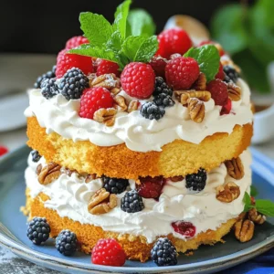 To create a Quick Italian Cream Cake, you will need the following ingredients: - 1 ½ cups all-purpose flour - 1 cup sugar - 1 teaspoon baking powder - ½ teaspoon baking soda - ½ teaspoon salt - ½ cup unsalted butter, softened - 1 cup buttermilk - 3 large eggs - 1 teaspoon vanilla extract - ½ cup shredded sweetened coconut - ½ cup chopped pecans - 1 cup heavy cream - ¼ cup confectioners’ sugar - 1 teaspoon vanilla extract (for whipping cream) - Fresh berries and mint leaves for garnish (optional) These ingredients create a soft and tasty cake. The flour forms the base, while sugar adds sweetness. Baking powder and baking soda help it rise, giving it that light texture. Using unsalted butter adds richness, while buttermilk keeps it moist. Eggs bind everything together. The vanilla extract adds great flavor. Shredded coconut and pecans give it a unique twist. For the whipped cream, heavy cream and confectioners' sugar make it light and sweet. The extra vanilla in the whipped cream offers a nice touch. Feel free to add fresh berries or mint leaves on top for a lovely finish. This cake is simple yet full of flavor. You can find the full recipe for more details. Set your oven temperature to 350°F (175°C). This is the perfect heat for baking. While the oven warms up, grease and flour two 9-inch round cake pans. This helps the cake slide out easily once it is baked. Start by combining the dry ingredients. In a medium bowl, whisk together 1 ½ cups of all-purpose flour, 1 teaspoon of baking powder, ½ teaspoon of baking soda, and ½ teaspoon of salt. Set this bowl aside. In a large mixing bowl, cream together ½ cup of softened unsalted butter and 1 cup of sugar. Beat them until the mixture is light and fluffy. This should take about 2-3 minutes. Next, add the eggs, one at a time. Mix well after adding each egg. Then, stir in 1 teaspoon of vanilla extract. Gradually add the dry flour mixture into the butter mixture. Alternate this with 1 cup of buttermilk. Start and end with the dry ingredients. Mix until just combined. Finally, fold in ½ cup of shredded sweetened coconut and ½ cup of chopped pecans until you see an even mix. Divide the batter evenly between the prepared cake pans. Smooth the tops with a spatula. Bake for 25-30 minutes. To check if your cakes are done, insert a toothpick into the center. If it comes out clean, they are ready. Let the cakes cool in the pans for 10 minutes. After that, transfer them to a wire rack to cool completely. - Using premade whipped cream: If you are short on time, use store-bought whipped cream. It saves time and tastes great. Just spread it between the cake layers and on top. - Substituting ingredients: You can use a box cake mix instead of making the batter from scratch. Just add the coconut and pecans as directed in the recipe. - Tips for mixing techniques: Mix the butter and sugar until light. This step adds air to your cake. When adding dry and wet ingredients, stir gently. Do not overmix. - Importance of room temperature ingredients: Use room temperature butter and eggs for the best results. They mix better and help create a light texture. Let your eggs sit out for about 30 minutes before using. This cake is simple and full of flavor. For the full recipe, check out the instructions above. {{image_2}} You can make Quick Italian Cream Cake even more fun by adding flavors. Try using different extracts like almond or citrus. Almond extract gives a nutty taste, while citrus adds a fresh zing. Both can change the cake's character and make it unique. You can also add spices like cinnamon or nutmeg. These spices bring warmth and depth to the cake. Just a pinch can make a big difference. Experiment with what you like! If you need to change some ingredients, that's easy! You can use gluten-free flour instead of all-purpose flour. Many great blends work well in cakes. Look for ones that say they’re good for baking. For a dairy-free option, you can swap buttermilk with almond milk or coconut milk. You can add a splash of vinegar to make it tangy. For the whipped cream, coconut cream is a great substitute. It whips up nicely and tastes amazing! To keep your Quick Italian Cream Cake fresh, you have two great options. You can store it in an airtight container. This method helps keep moisture in and stops the cake from drying out. If you don’t have a container, you can cover it with plastic wrap. This also works well to seal in freshness. When it comes to the whipped cream, you should keep it in the fridge. If you leave it out, it can spoil quickly. Store it in a separate container. This way, it stays fluffy and tasty for longer. If you want to save some cake for later, freezing is a good idea. The best way to freeze cake layers is to wrap each layer in plastic wrap. Then, put them in a freezer bag. Label the bag with the date so you know when you froze it. This keeps the cake fresh for up to three months. When you are ready to eat your cake, take it out of the freezer. Let it thaw in the fridge for several hours or overnight. If you want to warm it up, you can use the oven. Preheat it to 350°F (175°C) and heat the cake for about 10-15 minutes. This step makes it taste fresh again! Enjoy your delicious treat! For the full recipe, check out the earlier section. Yes, you can make this cake ahead of time. Bake the cake layers and let them cool completely. Wrap each layer in plastic wrap. Store them in the fridge for up to three days. If you want to keep them longer, freeze them for up to three months. Thaw the layers in the fridge before frosting. To check if the cake is done, look for a few signs. The cake should be golden brown and spring back when you touch it lightly. A toothpick inserted in the center should come out clean. If it has wet batter, bake it a few more minutes. If you don't have buttermilk, you can make a simple substitute. Mix 1 cup of milk with 1 tablespoon of lemon juice or white vinegar. Let it sit for about five minutes. This makes a good stand-in for buttermilk. You can also use plain yogurt or sour cream mixed with a little water. This blog post covered the key ingredients and steps to bake a delicious cake. We also shared tips for texture and quick shortcuts. Variations offered exciting flavors and dietary options. Finally, we discussed how to store and freeze your cake. Now, you can confidently create your own tasty cake, knowing the essential details. Enjoy experimenting with flavors and techniques! Your baking skills will surely impress everyone.