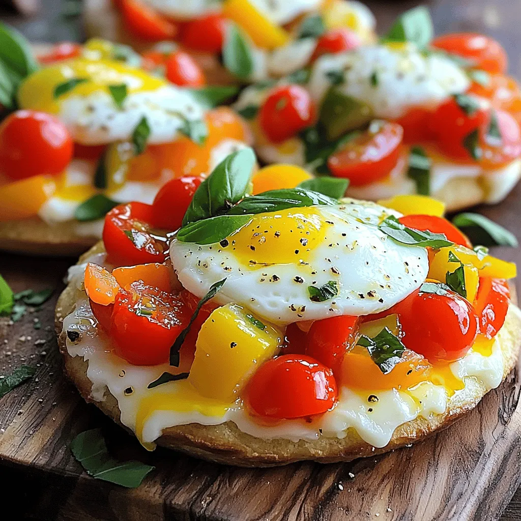 To make English muffin breakfast pizza, you will need: - 2 whole English muffins, split in half - 4 large eggs - 1/2 cup shredded mozzarella cheese - 1/2 cup cherry tomatoes, halved - 1/4 cup cooked breakfast sausage, crumbled (optional) - 1/4 cup bell pepper, diced - 1/4 teaspoon oregano - 1/4 teaspoon salt - 1/4 teaspoon black pepper - Fresh basil leaves for garnish - Olive oil for drizzling This list includes everything you need for a simple and tasty meal. You can easily swap ingredients to fit your taste. Try using: - Whole wheat muffins for a healthier option - Cheddar or feta cheese for different flavors - Spinach or zucchini instead of bell peppers - Turkey sausage or bacon instead of pork sausage These changes keep the dish fun and fresh while still being easy to make. Using fresh herbs can add more flavor. Fresh basil gives a nice touch. Dried herbs are also great for convenience. Oregano works well dried. If you use dried herbs, use less than fresh. Start with half the amount. This helps prevent overpowering the dish. Start by preheating your oven to 375°F (190°C). Grab a baking sheet and line it with parchment paper. This step helps with easy cleanup. Now, split your English muffins in half. Place each muffin half cut side up on the baking sheet. Drizzle a little olive oil on top. This adds flavor and helps them get crispy. Next, take a skillet and heat it on medium. Crack the eggs into the skillet one at a time. Cook them until the whites are set and the yolks are still a bit runny. This usually takes about 3–4 minutes. You can cook them longer if you like firmer yolks. The runny yolk adds a nice touch to the pizza. While the eggs cook, sprinkle shredded mozzarella cheese evenly over each muffin half. Then, add the cherry tomato halves, diced bell peppers, and crumbled sausage if you’re using it. Carefully place one cooked egg on each muffin half. Season everything with oregano, salt, and black pepper. Finally, put the baking sheet in the oven. Bake for 10–12 minutes until the cheese melts and the edges of the muffins turn golden. Once done, let them cool for a minute. You can garnish with fresh basil leaves for a lovely finish. For the full recipe, check out the details above. To get the best eggs, crack them gently into a hot skillet. Cook them over medium heat for about 3 to 4 minutes. The whites should be set, but the yolks need to stay a bit runny. If you want firmer yolks, just cook them a little longer. This step is key for a tasty breakfast pizza. Choosing the right toppings can make your breakfast pizza shine. Use fresh cherry tomatoes for sweetness. Diced bell peppers add crunch and color. You can sprinkle in crumbled breakfast sausage for extra flavor. Don't forget the mozzarella cheese; it melts beautifully and ties everything together. For herbs, fresh basil adds a bright finish. You can even try different cheeses for a twist! Serve your English muffin breakfast pizza on a rustic wooden board for a fun look. Drizzle a bit of olive oil over the top for added richness. A sprinkle of extra basil gives it a fresh touch. Enjoy it with a side of fruit or a simple salad to balance the meal. This way, you create a wholesome breakfast experience that’s both filling and delicious. {{image_2}} You can make this breakfast pizza without meat. Swap the sausage for more veggies. Try adding spinach, mushrooms, or zucchini. You can also toss in some artichoke hearts for a unique taste. This way, you keep it hearty and delicious. If you need a gluten-free option, use gluten-free English muffins. They come in many brands and flavors. You can also try using polenta rounds or cauliflower crusts. Both options work well and still taste great when topped with eggs and cheese. For a little heat, add some sliced jalapeños or crushed red pepper flakes. You can also mix in spicy sausage instead of regular sausage. A drizzle of hot sauce before serving adds a nice kick. Adjust spice levels to your taste, so it’s just right for you. For more details, check the Full Recipe. If you have any leftover English muffin breakfast pizza, store it in an airtight container. Keep it in the fridge for up to three days. Make sure it cools down before putting it away. This helps prevent sogginess. To reheat, place the pizza on a baking sheet in the oven. Set it to 350°F (175°C) and heat for about 10 minutes. This warms it through and keeps the crust crispy. You can also use a microwave, but it may make the muffin soft. You can freeze leftover breakfast pizza for later. Wrap each piece tightly in plastic wrap, then place them in a freezer bag. This way, they stay fresh for up to a month. To enjoy, thaw in the fridge overnight and reheat as mentioned above. Yes, you can use other cheeses! Cheddar, gouda, or even feta can work well. Each cheese adds its own flavor and texture. Experiment to find your favorite mix. If you like a bit of spice, try pepper jack cheese. It melts nicely and adds a kick. To make this recipe ahead, prepare the muffins and toppings first. Split and toast the muffins lightly. Cook the veggies and sausage, then store them in the fridge. When ready to bake, just add the eggs and cheese. You can bake them fresh for breakfast or brunch. You can add many fun toppings! Try spinach, mushrooms, or even avocado. You can also use different meats, like ham or bacon. For a twist, top with salsa or hot sauce. Each topping brings new flavors to your breakfast pizza. This blog post shared key ingredients for tasty muffins, pizza, and eggs. We explored fresh and dried herbs, plus great ingredient swaps. Step-by-step, you learned how to prepare, cook, and assemble your meals. Tips included perfecting your egg cook and serving options. We also covered variations for all diets and gave storage suggestions. Remember, cooking is fun! Use these ideas to make your meals even better. Enjoy trying different flavors and combinations.