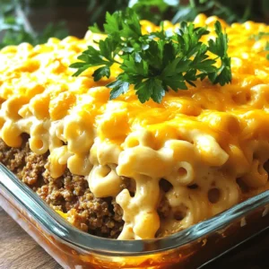 - 1 lb ground beef - 1 cup breadcrumbs - 1 egg - 2 cups cooked macaroni pasta - 2 cups shredded cheddar cheese - 1 cup milk - 1/2 cup sour cream - 1/2 cup grated Parmesan cheese - 1 teaspoon garlic powder - 1 teaspoon onion powder - 1 teaspoon smoked paprika - Salt and pepper to taste Gathering the right ingredients is key for a great Mac and Cheese Meatloaf Casserole. Start with the main ingredients. You need one pound of ground beef. This will be the heart of the dish. Add one cup of breadcrumbs to bind everything together. Crack in one egg. This helps the meatloaf hold its shape. Don't forget the two cups of cooked macaroni pasta. This makes it a true comfort meal. Next, let’s talk about the dairy. For that creamy mac and cheese flavor, you need two cups of shredded cheddar cheese. This is what makes it ooey-gooey. One cup of milk adds moisture. Half a cup of sour cream gives richness. Finally, include half a cup of grated Parmesan cheese for an extra cheesy kick. Now, let's spice things up. You want flavor in every bite. Add one teaspoon of garlic powder. This adds a nice depth. One teaspoon of onion powder gives sweetness. Then, add one teaspoon of smoked paprika for a subtle, smoky taste. Lastly, season with salt and pepper to taste. With these ingredients in hand, you are set to make a delicious dish. For the complete preparation steps, check the Full Recipe. - Preheat the oven to 350°F (175°C). - Prepare the 9x13 inch casserole dish with grease. - Combine ground beef, breadcrumbs, egg, garlic powder, onion powder, smoked paprika, salt, and pepper. - Mix until everything is well combined. - Form the meat mixture into a base layer in the casserole dish. - Mix the cooked macaroni, 1 cup of shredded cheddar cheese, milk, and sour cream. - Stir until the macaroni is well coated. - Layer the macaroni mixture on top of the meat mixture in the casserole dish. - Pour marinara sauce evenly over the macaroni layer. - Sprinkle the remaining shredded cheddar cheese and grated Parmesan cheese on top. - Bake for 30-35 minutes, until the cheese is melted and bubbly. - Remove from the oven and let it rest for 5 minutes before serving. For the full recipe, check out the ingredients listed above. - Ensure the meat is cooked thoroughly before serving. - Use a thermometer to check the internal temperature of 160°F. When you cook this dish, checking the meat is key. Undercooked meat can lead to foodborne illness. That’s why a thermometer is your best friend. It gives you a precise reading. - Pair with a fresh side salad or garlic bread. - Garnish with fresh parsley for presentation. For a tasty meal, I love serving this casserole with a crisp salad. A side of garlic bread adds a warm touch. Don’t forget to sprinkle fresh parsley on top. It adds color and a nice flavor boost. - Avoid overcooking the macaroni before mixing. - Ensure layers are even for consistent cooking. One big mistake is overcooking the macaroni. If you do this, it can get mushy in the oven. Also, make sure your layers are even. This helps the dish cook evenly and taste great. For the full recipe, check out the [Full Recipe]. {{image_2}} You can make this dish even tastier by adding different cheeses. Try using mozzarella for a stretchy texture or pepper jack for a kick. I love mixing in cream cheese; it gives the casserole a rich and creamy taste. This simple swap elevates the classic mac and cheese flavor. For a lighter version, switch the ground beef with ground turkey or chicken. This change keeps the dish healthy while still being delicious. If you want a smoky flavor, add bacon bits to the meat mixture. The crispy bits add a fun crunch and a savory twist. Adding vegetables is a great way to boost nutrition. I like to mix in spinach, zucchini, or bell peppers for color and flavor. Mushrooms also work well, giving your casserole an earthy taste. You can sneak in these veggies without losing the comfort of mac and cheese. After enjoying your Mac and Cheese Meatloaf Casserole, store leftovers in an airtight container. It will stay fresh in the fridge for 3-4 days. When you're ready to eat, reheat it in the oven or microwave. This keeps the flavors intact and the cheese melty. If you want to save some for later, freeze portions in airtight containers. They can last for up to 2 months in the freezer. When you want to enjoy it again, simply thaw it in the fridge overnight before reheating. This way, you can savor this comforting dish even on busy days. For the complete guide, check out the Full Recipe. You can boost the flavor of this dish easily. Try adding spices like cumin or chili powder. Fresh herbs, like basil or thyme, can also elevate it. A dash of hot sauce can bring some heat. Mix in some sautéed onions or peppers for added taste and texture. Yes, you can prepare this dish a day in advance. Assemble the layers and cover the casserole. Refrigerate it overnight. When you're ready to bake, take it out of the fridge and let it sit for a bit. This helps the dish to cook evenly. This casserole pairs well with a fresh side. Steamed vegetables like broccoli or green beans work great. A simple coleslaw adds crunch and a nice contrast. These sides balance the richness of the casserole. For more ideas, check the Full Recipe for extra tips! This blog post outlined how to make a tasty Mac and Cheese Meatloaf Casserole. We covered key ingredients, step-by-step instructions, and helpful tips. I’ve shared storage advice and some fun variations to try. This dish is simple to make and packed with flavor. You can customize it to fit your taste. Now, gather your ingredients and enjoy making this hearty meal with those you love. Happy cooking!