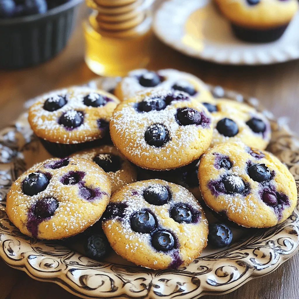 To make blueberry muffin cookies, gather these simple items: - 1 cup all-purpose flour - 1/2 teaspoon baking powder - 1/4 teaspoon baking soda - 1/4 teaspoon salt - 1/2 cup unsalted butter, softened - 1/2 cup brown sugar, packed - 1/4 cup granulated sugar - 1 large egg - 1 teaspoon vanilla extract - 1/2 teaspoon ground cinnamon - 1 cup fresh blueberries (or frozen, if preferred) - 1/4 cup rolled oats - 1/4 cup chopped walnuts (optional) These ingredients blend well to create a sweet and soft cookie. You can swap some ingredients if needed. Here are a few ideas: - Use coconut oil instead of butter for a dairy-free option. - Replace brown sugar with coconut sugar for a different sweetness. - Omit walnuts if you want a nut-free cookie. - For gluten-free cookies, use a gluten-free flour blend. These swaps keep your cookies delicious while meeting your needs. Both fresh and frozen blueberries work well in these cookies. Fresh blueberries add a burst of flavor. They also look great in the cookie. Frozen blueberries are a good choice too. They can be easier to find and store. If you use frozen berries, do not thaw them. Adding them straight from the freezer helps keep the cookie dough from being too wet. This choice ensures your cookies stay thick and chewy. To start, gather all your ingredients. You will need: - 1 cup all-purpose flour - 1/2 teaspoon baking powder - 1/4 teaspoon baking soda - 1/4 teaspoon salt - 1/2 cup unsalted butter, softened - 1/2 cup brown sugar, packed - 1/4 cup granulated sugar - 1 large egg - 1 teaspoon vanilla extract - 1/2 teaspoon ground cinnamon - 1 cup fresh blueberries (or frozen) - 1/4 cup rolled oats - 1/4 cup chopped walnuts (optional) Next, preheat your oven to 350°F (175°C). Line a baking sheet with parchment paper. This will help prevent sticking and make clean-up easy. In a small bowl, mix the flour, baking powder, baking soda, salt, and cinnamon. Set this aside. In a large bowl, cream the softened butter, brown sugar, and granulated sugar together until it is light and fluffy. This step is important for the texture. Add in the egg and vanilla extract to the butter mixture. Beat until everything is mixed well. Gradually stir in the dry ingredients. Mix until just combined. Be careful not to over-mix; this keeps your cookies soft. Now, gently fold in the blueberries, rolled oats, and walnuts if you choose to use them. Use a cookie scoop or a spoon to drop rounded tablespoons of dough onto your prepared baking sheet. Space them a couple of inches apart to give them room to spread. Bake the cookies for 12-15 minutes or until the edges are lightly golden. After baking, let the cookies cool on the baking sheet for about 5 minutes. This helps them set and makes them easier to move. Then, transfer them to a wire rack to cool completely. For a lovely presentation, arrange the cookies on a decorative plate. You can dust them with powdered sugar for a cute finish. Serve them with honey or maple syrup on the side for dipping. These cookies are perfect for any occasion and sure to please! When baking blueberry muffin cookies, avoid these common mistakes: - Overmixing the dough: This can make your cookies tough. Mix just until combined. - Using cold butter: Cold butter does not blend well. Always use softened butter for best results. - Skipping the parchment paper: This can lead to sticking. Always line your baking sheet. - Not measuring ingredients correctly: Use the right tools to measure flour and sugar. Too much flour can ruin texture. To get soft and chewy cookies, follow these steps: - Use room temperature ingredients: This helps them blend better and creates a smooth dough. - Cream butter and sugars well: Mix until light and fluffy. This adds air and makes cookies rise nicely. - Chill the dough: If you have time, chill the dough for 30 minutes before baking. This helps control spread. - Check baking time: Remove cookies when edges are golden. They will firm up as they cool. To boost the flavor of your blueberry muffin cookies, try these tips: - Add lemon zest: A teaspoon of lemon zest brightens the taste. - Include vanilla bean: For a richer flavor, use vanilla bean instead of extract. - Sprinkle with sea salt: A pinch of salt on top adds a nice contrast to the sweetness. - Mix in spices: Try adding nutmeg or cardamom for a unique twist. For the full recipe, check out the details above. {{image_2}} You can change the texture and taste by adding different nuts or fruits. Try chopped pecans or almonds for a nutty crunch. If you love fruit, add some diced apples or raspberries. Mix in dried cranberries for a tart twist. Each choice gives a new spin on the classic cookie! You can make these cookies vegan by swapping the egg for a flax egg. To do this, mix one tablespoon of ground flaxseed with three tablespoons of water. Let it sit for five minutes. For gluten-free cookies, use a gluten-free flour blend. Both options keep the cookies tasty and fun! Change the flavors with the seasons. In fall, add pumpkin spice or chopped apples. For winter, try a hint of peppermint extract. In summer, mix in lemon zest or fresh peaches. These twists make the cookies feel new and exciting all year long. For a full guide on how to bake these delicious treats, check the Full Recipe. To keep your blueberry muffin cookies fresh, store them in an airtight container. This helps keep moisture in and prevents them from drying out. Place parchment paper between layers if you stack them. This step keeps them from sticking together. Store the cookies at room temperature for the best taste. You can freeze blueberry muffin cookies for later. Just place them in a single layer on a baking sheet. Freeze for a couple of hours. Once firm, transfer them to a freezer bag. They will stay fresh for up to three months. To reheat, take them out and let them thaw. Heat in the oven at 300°F (150°C) for 5-7 minutes. This makes them warm and soft again. Blueberry muffin cookies last about a week at room temperature. If you store them in the fridge, they can last up to two weeks. Remember, the fresher the cookie, the better it tastes! For the best experience, enjoy them within a week. If you want to have a sweet snack on hand, make a double batch. You will love having extra cookies ready to go. For the full recipe, check out the details above. Blueberry muffin cookies are a mix of cookies and muffins. They have a soft, chewy texture. These cookies are sweet and packed with juicy blueberries. The flavors remind you of fresh blueberry muffins. You can enjoy them as a snack or dessert. They are great for any occasion, from breakfast to afternoon tea. To make blueberry muffin cookies healthier, use whole wheat flour instead of all-purpose flour. You can also reduce the sugar by half. Adding less butter will cut down on fat. Using unsweetened applesauce can replace some butter for moisture. Add ground flaxseed for extra fiber and nutrients. Yes, you can use other fruits in these cookies. Raspberries, strawberries, or chopped apples work well. Just cut the fruit into small pieces. Adjust the sugar based on the fruit's sweetness. Each fruit will give a unique flavor to the cookies. Absolutely! You can freeze blueberry muffin cookies for later. After baking, let them cool completely. Place the cookies in an airtight container or freezer bag. They can last up to three months in the freezer. When you want one, just thaw at room temperature. Blueberry muffin cookies last about a week at room temperature. Store them in an airtight container to keep them fresh. You can keep them for two weeks in the fridge. For longer storage, freeze them as mentioned before. Yes, adding nuts can enhance the flavor and texture. Chopped walnuts or pecans add crunch. Just mix them in with the blueberries. Make sure no one has nut allergies before serving these cookies. For toppings, you can sprinkle powdered sugar on top. A drizzle of honey or maple syrup works great too. You can also serve them with yogurt or whipped cream for a treat. This adds extra flavor and makes them look nice. Yes, these cookies are simple to make. The steps are easy to follow, even for beginners. In about 30 minutes, you can have fresh cookies ready. The recipe is fun for kids and adults. You can find the full recipe for blueberry muffin cookies in the earlier sections of this article. It lists all the ingredients and steps clearly. Enjoy baking these delightful treats! Blueberry muffin cookies bring joy to any meal. They mix the taste of muffins and cookies. You can enjoy them for breakfast, snacks, or dessert. Let’s dive into the fun details of this tasty treat. - 1 cup all-purpose flour - 1/2 teaspoon baking powder - 1/4 teaspoon baking soda - 1/4 teaspoon salt - 1/2 cup unsalted butter, softened - 1/2 cup brown sugar, packed - 1/4 cup granulated sugar - 1 large egg - 1 teaspoon vanilla extract - 1/2 teaspoon ground cinnamon - 1 cup fresh blueberries (or frozen, if preferred) - 1/4 cup rolled oats - 1/4 cup chopped walnuts (optional) When you gather these ingredients, take a moment to appreciate their freshness. This recipe uses simple items you can find in any store. The blueberries shine as the star of this recipe. They add a burst of flavor and color. The flour gives a nice base for your cookies. The butter makes them rich and soft. Brown sugar adds depth, while granulated sugar adds sweetness. The egg keeps everything together. Cinnamon adds warmth, making the cookies feel cozy. Using fresh blueberries gives the best taste. You can use frozen ones if needed, but fresh makes a difference. Walnuts add crunch, but they are optional. Each ingredient plays a role in making your cookies delightful. You can find the full recipe above. Follow the steps closely for the best results. Enjoy baking these blueberry muffin cookies! To make the perfect Blueberry Muffin Cookies, focus on key ingredients and alternatives. A clear baking process ensures your cookies turn out great every time. Avoid common mistakes to achieve the best texture. You can also explore fun variations and seasonal flavors. In conclusion, these cookies are simple and delicious. With the right tips and tricks, you can customize them to your taste. Following the storage tips keeps them fresh longer. Enjoy baking and sharing these delightful treats!