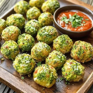 To make Garlic Parmesan Broccoli Bites, you need a few simple ingredients. They all come together to create a tasty snack. Here’s the list of what you will need: - 2 cups fresh broccoli florets - 1 cup grated Parmesan cheese - 1/2 cup breadcrumbs (preferably whole wheat for extra texture) - 3 cloves garlic, minced - 2 large eggs - 1 teaspoon garlic powder - 1 teaspoon onion powder - Salt and pepper to taste - 2 tablespoons olive oil - Fresh parsley, finely chopped (for garnish) Each ingredient plays an important role. The broccoli adds a fresh crunch. Parmesan cheese gives a rich, savory flavor. Breadcrumbs help hold everything together and add a nice texture. Minced garlic provides a robust taste, while eggs bind the mix. Seasonings enhance the overall flavor. Olive oil ensures a crispy finish, and parsley adds a lovely touch when you serve the bites. For the full recipe, you can check out the detailed instructions. To start, you need fresh broccoli florets. First, steam them for about 3-4 minutes. This makes them bright green and slightly tender. After steaming, let them cool. Now, chop the florets into smaller pieces. Aim for bite-size chunks. This helps the flavors mix well later. Next, grab a large bowl. Add the chopped broccoli, grated Parmesan cheese, and breadcrumbs. Then, mix in the minced garlic, eggs, garlic powder, onion powder, salt, and pepper. I like to use my hands for this. It helps you feel the texture. Make sure everything blends well. You want a good consistency for forming bites. Now it’s time to shape your mixture. Use your hands to form small patties, about 1.5 inches wide. This size cooks evenly and stays crispy. Make sure they are not too thick. You want them to bake through properly. Preheat your oven to 400°F (200°C). Line a baking sheet with parchment paper for easy cleanup. Place your broccoli bites on the sheet. Drizzle olive oil over each one. This adds crispiness. Bake for 20-25 minutes. Flip them halfway through for even browning. When they turn golden brown, they are ready. Enjoy your Garlic Parmesan Broccoli Bites! You can find the full recipe above for extra details. To make your Garlic Parmesan Broccoli Bites crispy, olive oil is key. It helps the bites brown nicely. Drizzle it on top before baking. You can use a baking rack too. This allows air to circulate around the bites, making them crispier than using a regular baking sheet. You can boost the flavor of your bites. Add spices like smoked paprika or cayenne for heat. Fresh herbs like thyme or basil also work well. If you want to try different cheeses, use cheddar or feta. Each will give you a new taste experience. Sometimes the mixture can be too wet or too dry. If it's too wet, add more breadcrumbs. If it's too dry, a splash of water or a bit more egg can help. Always mix well to avoid lumps. Fixing these small mistakes will lead to better bites! {{image_2}} If you want to make this dish vegan, you can swap the eggs. Use 1/4 cup of unsweetened applesauce or a flax egg. To make a flax egg, mix 1 tablespoon of ground flaxseed with 2.5 tablespoons of water. Let it sit for a few minutes until it thickens. When it comes to cheese, you have options too. Nutritional yeast is a great choice for a cheesy taste without dairy. You can also use vegan cheese shreds. Just ensure they melt well. Want to boost nutrition? Add more veggies! You can mix in finely chopped carrots, bell peppers, or zucchini. These vegetables blend well with broccoli. They add color and extra nutrients. Consider taste too. Carrots add sweetness, while bell peppers bring a slight crunch. Zucchini can add moisture, but chop it finely to avoid excess water. Do you like heat? Try adding chili flakes or diced jalapeños to the mix. Start with a teaspoon of chili flakes. If you love spice, add more! For dipping sauces, spicy ranch or a zesty salsa work great. They complement the garlic and cheese flavors. Enjoy experimenting! For the full recipe, check out the Garlic Parmesan Broccoli Bites recipe above. To keep your Garlic Parmesan Broccoli Bites fresh, store them in the fridge. Place them in an airtight container. They stay good for about 3 to 5 days. If you want to keep them longer, consider freezing. To freeze, first cool the bites completely. Then, lay them on a baking sheet without touching each other. Freeze them for about an hour. After that, transfer them to a freezer-safe bag. They can last up to 3 months in the freezer. Reheating is easy, and the method you choose matters. The oven is best for keeping the bites crispy. Preheat it to 350°F (175°C). Place the bites on a baking sheet and heat for about 10-15 minutes. This keeps them golden and crunchy. If you're in a hurry, you can use the microwave. Place a few bites on a plate, cover with a paper towel, and heat for about 30-45 seconds. They won't be as crispy, but they will still taste good. For the full recipe, check out the earlier section. Yes, you can make Garlic Parmesan Broccoli Bites ahead of time. Prepare the mixture and shape the bites. Place them on a baking sheet and cover with plastic wrap. You can store them in the fridge for up to 24 hours. This way, you save time when it's time to bake. If you want to keep them longer, freeze the uncooked bites. Just make sure to separate them on a tray before you transfer them to a freezer bag. When you're ready to bake, just add a few extra minutes to the cooking time. These bites are great as a snack or appetizer. You can serve them with marinara sauce or garlic aioli for dipping. A fresh salad also pairs nicely. Try adding a side of carrot sticks or cucumber slices for a crunchy touch. For a heartier meal, serve them alongside grilled chicken or fish. They also go well with quinoa or rice dishes. Yes, you can make these bites gluten-free. Instead of regular breadcrumbs, use gluten-free breadcrumbs made from rice or corn. You can also use ground oats as a substitute. They provide a similar texture and hold the mixture together. Always check the labels to ensure they are gluten-free. This way, everyone can enjoy these tasty bites! In this blog post, we covered how to make Garlic Parmesan Broccoli Bites. We looked at ingredients, step-by-step instructions, tips for flavor, and variations. Fresh broccoli, Parmesan, and spices combine for a tasty dish. Try different veggies or make it vegan to suit your taste. Storing and reheating tips help keep them crispy. With these easy steps, you can enjoy a healthy snack. Dive in and make them today!
