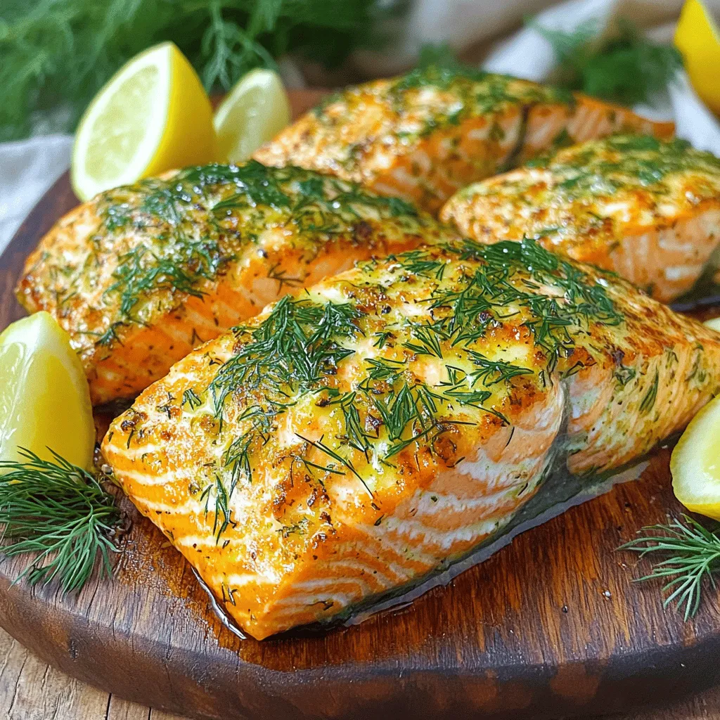 - 4 salmon fillets (skin-on) - 2 tablespoons olive oil - 1 tablespoon fresh dill, chopped - 1 tablespoon fresh parsley, chopped - 1 teaspoon garlic powder - 1 teaspoon lemon zest - Salt and pepper to taste - Lemon wedges for serving Air-fried salmon is packed with good nutrients. Each salmon fillet gives you about: - 250 calories - 25 grams of protein - 15 grams of fat - 0 grams of carbs - High in omega-3 fatty acids Air-fried salmon offers many health perks. First, it is rich in omega-3 fatty acids. These fats help your heart stay healthy. They also support brain health and reduce inflammation. Salmon is a great protein source. It helps build muscle and repair tissue. Using an air fryer cuts down on oil. This makes it a healthier choice than frying. Eating salmon can also boost your mood. It contains vitamin D, which is good for your mind. So, enjoy this crispy and flavorful dish! For the full recipe, check out the recipe section. Start with fresh salmon fillets. I prefer skin-on fillets because they hold moisture. Use a paper towel to pat the salmon dry. This helps get a crispy texture when cooking. In a small bowl, combine olive oil, chopped dill, and parsley. Add garlic powder and lemon zest for flavor. Season with salt and pepper. Mix it well so all the herbs blend together. This marinade adds great taste to the salmon. Preheat your air fryer to 400°F (200°C) for about 5 minutes. Brush the marinade generously over each salmon fillet. Make sure to cover them evenly. Place the fillets in the air fryer basket, skin side down. Don’t overcrowd them, or they won't cook evenly. Cook for 8-12 minutes, depending on how thick the fillets are. The salmon should be opaque and flake easily with a fork. Remove it carefully and let it rest for a minute before serving. You can find the full recipe above to follow along. To get that perfect crisp on your air fryer salmon, start by drying the fillets. Use a paper towel to blot moisture. This step helps the skin crisp up nicely. Next, use enough oil in your marinade. The oil will help with browning. Don't skip the salt. It pulls moisture from the fish, making it crispy. Cook your salmon at 400°F (200°C) for the best results. This high heat helps the salmon cook fast and evenly. Depending on the thickness, cook for 8-12 minutes. If the fillets are thicker, lean toward the longer time. Always check the salmon; it should be opaque and flake easily with a fork. One common mistake is overcrowding the air fryer basket. Give each fillet space to cook evenly. Another mistake is not preheating the air fryer. Preheating is key for that crispy texture. Also, don’t skip the resting time after cooking. Letting the salmon sit for a minute enhances its juiciness. For a detailed recipe, check out the Full Recipe. {{image_2}} For a sweet and savory twist, try teriyaki glaze. - Start with the basic salmon recipe. - Replace the olive oil with teriyaki sauce. - Brush the sauce on the salmon before cooking. - Cook in the air fryer as usual. - This gives you a delicious, sticky finish. Lemon pepper adds a zesty kick. - Use the base recipe for salmon. - Mix lemon zest with black pepper and salt. - Rub this mix on your salmon before air frying. - The bright citrus flavor pairs well with the fish. - It’s fresh and perfect for summer meals. Add some spice with Cajun seasoning for a bold flavor. - Take your salmon fillets and pat them dry. - Coat them with olive oil first. - Sprinkle Cajun seasoning all over the fillets. - Fry them in the air fryer until cooked through. - This variation brings heat that many enjoy. These variations keep your meals exciting. Try them all to find your favorite! For the base recipe, check out the Full Recipe. To keep your air-fried salmon fresh, first let it cool to room temp. Then, wrap each fillet in plastic wrap or foil. Place the wrapped salmon in an airtight container. Store it in the fridge for up to three days. This way, you can enjoy it later without losing flavor. When you're ready to eat the leftover salmon, preheat your air fryer to 350°F (175°C). Place the salmon fillets in the basket. Heat them for about 3-5 minutes. This will help the salmon regain its crispiness. You can also use a microwave, but that may make the salmon soggy. If you want to store it for longer, freezing is a good option. Wrap the cooled salmon fillets tightly in plastic wrap. Then, put them in a freezer-safe bag or container. Label it with the date. Frozen salmon can last up to three months. When you're ready to eat, thaw it in the fridge overnight before reheating. To cook salmon in an air fryer, set it for 8 to 12 minutes. The cook time depends on the thickness of your fillets. Thinner pieces need less time, while thicker ones require more. Always check if the salmon flakes easily with a fork. This means it is done. Cooking at 400°F (200°C) gives the best results for crispiness. Yes, you can cook frozen salmon in an air fryer. It saves time and still tastes great. Just increase the cooking time to about 12 to 15 minutes. There is no need to thaw it first. You may want to season the salmon halfway through cooking. This helps the flavors soak in well. The best way to season salmon is with simple, fresh ingredients. I love using olive oil, salt, and pepper as a base. Add herbs like dill and parsley for a fresh taste. You can also use garlic powder and lemon zest for extra flavor. This way, the salmon shines without overpowering it. For more ideas, check the Full Recipe. Air-fried salmon offers tasty flavors and many health benefits. We covered the key ingredients, prep steps, and tips for a perfect dish. I shared delicious variations and storage tips to keep your meal fresh. With this guide, you can cook salmon that is crispy and juicy. Enjoy experimenting and find your favorite recipe. Cooking air-fried salmon is simple and rewarding. Happy cooking!