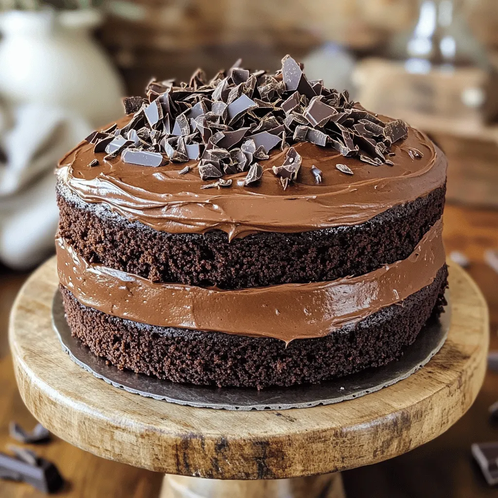 Gather these simple ingredients for Ina Garten's Chocolate Cake. Each one plays a key role in creating a rich and moist dessert. - 1 ¾ cups all-purpose flour - 2 cups granulated sugar - ¾ cup unsweetened cocoa powder - 1 ½ teaspoons baking powder - 1 ½ teaspoons baking soda - 1 teaspoon salt - 2 large eggs - 1 cup whole milk - ½ cup vegetable oil - 2 teaspoons vanilla extract - 1 cup boiling water - 1 cup semi-sweet chocolate chips (optional) Each ingredient adds special flavor and texture. The flour gives structure, while sugar sweetens the cake. Cocoa powder brings a deep chocolate flavor. Baking powder and baking soda help the cake rise. Salt enhances the other flavors. Eggs add moisture and richness. Milk and oil keep the cake soft. Vanilla extract gives a sweet aroma. Boiling water helps mix everything well. If you want extra chocolatey goodness, add chocolate chips. They melt and create pockets of rich chocolate. For the full recipe, check out the complete instructions on how to bring these ingredients together. - Preheat oven to 350°F (175°C). - Grease or line two 9-inch round cake pans. - In a large bowl, mix flour, sugar, cocoa powder, baking powder, baking soda, and salt. - Add eggs, milk, vegetable oil, and vanilla extract to the dry mix. - Stir in boiling water; the batter will be thin. - If desired, fold in chocolate chips for extra richness. - Divide the batter evenly between the pans. - Bake for 30-35 minutes or until a toothpick comes out clean. Follow these steps carefully for a delightful treat! For the complete process, check the Full Recipe. - Ensuring proper oven temperature Always preheat your oven to 350°F (175°C). An accurate oven helps the cake rise well. Use an oven thermometer if you doubt your oven's accuracy. - Testing for doneness with a toothpick Insert a toothpick in the center of the cake. If it comes out clean, your cake is ready. If it has wet batter, bake a bit longer, checking every few minutes. - Best types of chocolate frosting to use I love using a rich buttercream or ganache. Both add a creamy texture and deep chocolate flavor. You can also try cream cheese frosting for a tangy twist. - Tips for an even frosting application Start with a crumb coat. This thin layer traps crumbs. Chill the cake for about 30 minutes. Then, apply a thicker layer of frosting. Use a spatula to smooth it out. - Garnishing with chocolate shavings Use a vegetable peeler to create shavings from a chocolate bar. Sprinkle these on top for a beautiful touch. It adds elegance and extra chocolate flavor. - Using powdered sugar for an elegant finish Dust powdered sugar over the finished cake. This gives a lovely, snowy effect. It’s an easy way to make your cake look sophisticated without much effort. {{image_2}} You can easily boost the cake's flavor. Try adding espresso for a mocha twist. Just mix in one tablespoon of instant espresso powder with the dry ingredients. It adds depth and richness. Another fun option is to add orange zest. Use about one tablespoon of fresh zest from an orange. It gives the cake a bright, citrus note that pairs well with the chocolate. The frosting can change the whole cake. Cream cheese frosting offers a tangy contrast. To make it, beat together cream cheese, butter, powdered sugar, and vanilla. Spread it thickly on the cake for a rich taste. Whipped ganache is another choice. It’s light and airy, which makes it perfect for a less heavy finish. Heat heavy cream, pour it over chocolate, and let it cool. Whip it until fluffy, then frost your cake with it. If you need gluten-free options, almond flour or coconut flour works well. Use a mix that will give you the right texture. For dairy-free variations, substitute almond milk or oat milk for regular milk. You can also use flax eggs instead of chicken eggs. Mix one tablespoon of flaxseed meal with three tablespoons of water. Let it sit for five minutes, and it works great in the cake. For the complete recipe, check the Full Recipe section. Store your cake at room temperature for the best flavor. Keep it in an airtight container. This method keeps the cake soft and moist. If stored right, it stays fresh for about three days. Make sure to place it away from direct sunlight. This will help maintain its taste and texture. If you need to store the cake longer, the fridge works well. Wrap it tightly in plastic wrap or foil. This step keeps it from drying out. The cake can last up to a week in the fridge. Just remember to let it warm up a bit before serving. This helps to bring back its soft texture. Freezing is a great way to save cake for later. You can freeze whole cakes or just the layers. First, let the cake cool completely. Then wrap it tightly in plastic wrap, followed by aluminum foil. This method prevents freezer burn. It can last up to three months in the freezer. When you're ready to enjoy it, thaw it in the fridge overnight. This keeps the cake moist and tasty. To make this cake even more moist, try these tips: - Use buttermilk instead of whole milk. It adds a rich flavor and moisture. - Add an extra egg. This gives the cake more structure and moisture. - Include a bit of sour cream. Just ½ cup can help keep it moist. - Pour in some brewed coffee. It enhances the chocolate flavor and adds moisture. Consider these options to boost your cake's moisture. Each choice adds a unique taste while keeping the cake soft and delicious. Yes, you can make this cake ahead of time. Here are some ideas: - Bake the cakes and let them cool completely. Wrap them tightly in plastic wrap. They can stay fresh for up to three days at room temperature. - You can also freeze the layers. Just wrap them well and store in the freezer. They can last for up to three months. Thaw them in the fridge overnight before frosting. - Make the frosting ahead too. Store it in the fridge for up to a week. Just give it a good mix before using. These tips help you prepare in advance, so you can enjoy the cake stress-free. Frosting a layered cake can be fun! Here’s how to do it neatly: - Start with cooled cake layers. This helps prevent melting. - Place the first layer on a flat surface. Use a cake stand if you have one. - Spread a thin layer of frosting on top. This is called a crumb coat. It seals in crumbs. - Chill the cake for 30 minutes. This helps the crumb coat set. - Add the final layer of frosting. Spread it smoothly with a spatula. - For a clean edge, use a bench scraper. It helps create sharp, neat sides. These steps keep your cake looking beautiful and tasty. Enjoy the process of making it perfect! This article covered a simple, delicious cake recipe. You learned about the ingredients, steps to bake, and ways to store your cake. I shared tips for flavor and frosting variations to keep it exciting. Baking can be fun and easy. With the right steps, anyone can create a tasty treat. Experiment and enjoy the process. Your cake will impress friends and family, and they will love every bite. Happy baking!