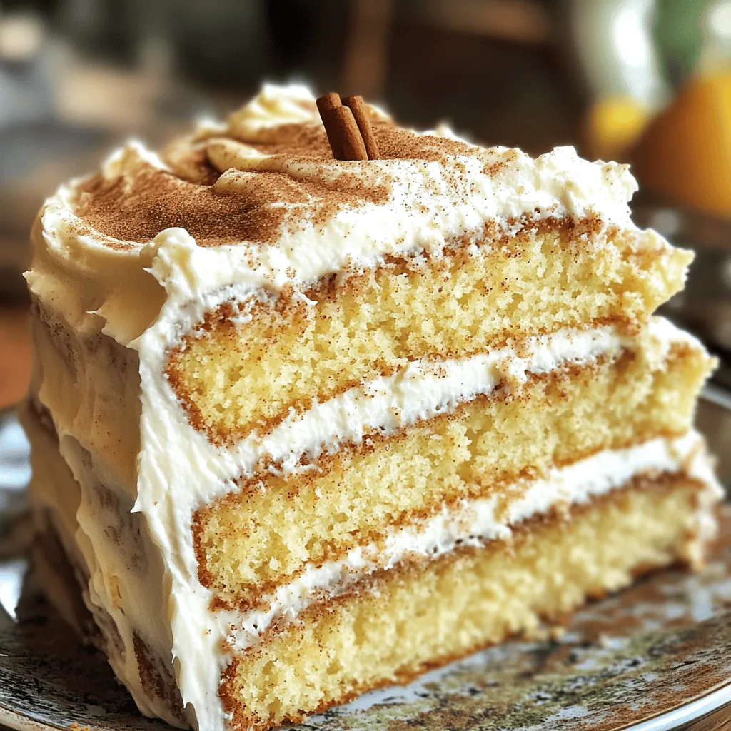 To make a delicious Cinnamon Swirl Cake, gather these ingredients: - 2 cups all-purpose flour - 1 ½ cups granulated sugar - ½ cup unsalted butter, softened - 1 cup buttermilk - 3 large eggs - 2 teaspoons baking powder - 1 teaspoon baking soda - 1 teaspoon vanilla extract - 1 teaspoon salt - 2 tablespoons ground cinnamon - 1 cup brown sugar, packed For the creamy frosting, you will need: - 8 oz cream cheese, softened - ½ cup unsalted butter, softened - 4 cups powdered sugar - 1 teaspoon vanilla extract - 2-3 tablespoons milk (if needed for consistency) You can swap some ingredients based on your needs: - For all-purpose flour, use gluten-free flour for a gluten-free option. - Substitute buttermilk with regular milk, adding a splash of vinegar for tang. - Use margarine instead of butter if you want a dairy-free option. - For a lower sugar version, try using a sugar substitute in the cake. These tips help you customize your cake while keeping it tasty. You can find the full recipe linked above to guide you through each step. First, gather all your ingredients. You will need flour, sugar, eggs, butter, and buttermilk. Preheat your oven to 350°F (175°C). This temperature helps the cake rise well. Next, grease and flour a 9x13 inch baking pan. This step prevents the cake from sticking. In a large bowl, cream the softened butter and granulated sugar together. Mix until it becomes light and fluffy. This takes about 2-3 minutes. Then, add the eggs one by one. Make sure to mix well after each egg. Finally, add the vanilla extract. In another bowl, whisk together the flour, baking powder, baking soda, and salt. This combines the dry ingredients. Gradually add the dry mix to the butter mix. Alternate this with the buttermilk. Start and end with the flour mix. Mix until just combined. Now, prepare the cinnamon swirl. In a small bowl, mix the brown sugar with the ground cinnamon. Pour half of the cake batter into the prepared pan. Sprinkle half of the cinnamon mixture over the batter. Then, pour the rest of the batter on top. Sprinkle the remaining cinnamon mixture over the batter. Use a knife or skewer to swirl it gently into the batter. Be careful not to mix it too much. Bake your cake in the preheated oven. It should take about 25-30 minutes. To check if it's done, insert a toothpick into the center. It should come out clean. Once baked, allow the cake to cool completely in the pan on a wire rack. While the cake cools, prepare the cream cheese frosting. In a mixing bowl, beat the softened cream cheese with the softened butter. Mix until smooth and creamy. Gradually add the powdered sugar. Keep mixing until it becomes airy and fluffy. Add the vanilla extract and mix until well combined. If your frosting is too thick, add milk one tablespoon at a time. Mix until you reach your desired consistency. Once your cake is cool, frost the top generously with the cream cheese frosting. For the full recipe, you can refer to the full recipe section. To get that beautiful cinnamon swirl, follow these steps. First, pour half of your cake batter into the pan. Next, sprinkle half of the cinnamon-sugar mix on top. Then, pour the rest of the batter over this layer. Finally, sprinkle the rest of the cinnamon mix. Use a knife to gently swirl. Just go in circles to mix, but don’t blend it fully. You want to see those lovely swirls! Baking is a science, so precision is key. Make sure your oven is preheated to 350°F (175°C) before you start. Use fresh ingredients for the best flavor. Check if your eggs are at room temperature. This helps them mix well. Always measure your flour correctly by spooning it into the cup and leveling it off. A kitchen scale can help if you have one. Bake until a toothpick comes out clean. This can take 25 to 30 minutes. For a smooth cream cheese frosting, start with soft cream cheese and butter. Beat them together until creamy. Gradually add powdered sugar to avoid lumps. If your frosting gets too thick, add milk one tablespoon at a time. This helps you get the right spreadable texture. To frost the cake, start in the center and work your way out. This makes it easy to cover the whole top. You can also use a spatula for nice edges. Now, enjoy your beautiful cake! {{image_2}} You can play with flavors in your Cinnamon Swirl Cake to keep things fresh. Here are a few ideas: - Chocolate Cinnamon Swirl: Add a half cup of cocoa powder to the flour. This gives a rich chocolate flavor that pairs well with cinnamon. - Nutmeg Twist: Mix in a teaspoon of nutmeg with your cinnamon for a warm, spicy kick. - Fruit Additions: Consider folding in some chopped apples or pears for a fruity touch. They add moisture and a sweet surprise. If you need to adjust for dietary needs, here are some easy swaps: - Gluten-Free: Use a gluten-free all-purpose flour blend. This keeps the cake soft and fluffy. - Vegan: Replace eggs with flax eggs or applesauce. Use plant-based butter and non-dairy milk for moisture. - Lower Sugar: Cut down on sugar by using a sugar substitute like stevia or erythritol. When it comes to serving your cake, think about what makes it shine: - Coffee or Tea: Pair a slice with a warm cup of coffee or tea. The flavors meld beautifully. - Fresh Berries: Serve with fresh berries on the side. They add a nice tartness that balances the sweetness. - Ice Cream: A scoop of vanilla ice cream makes a delightful addition. The cold creaminess contrasts well with the warm cake. For a full recipe, you can refer to the complete instructions above. Enjoy experimenting with these variations! To keep your Cinnamon Swirl Cake fresh, store it in an airtight container. This will keep it moist and tasty. Place the container at room temperature for up to three days. If you want to keep it longer, try refrigerating it. Just remember to let it come to room temp before serving again. You can freeze this cake for later! First, let it cool completely. Then, wrap it tightly in plastic wrap. After that, place it in a freezer bag or container. It can last up to three months in the freezer. When you're ready to enjoy it, just thaw it in the fridge overnight. If you want to warm up your cake, do it gently. Preheat your oven to 350°F (175°C). Place the cake on a baking sheet and cover it with foil. Heat it for about 10-15 minutes. This will help keep it moist. You can also use the microwave for a quick reheat. Just warm a piece for about 10-15 seconds. Enjoy your cake with fresh frosting for that delightful taste! For the full recipe, check out the details above. Cinnamon Swirl Cake stays fresh for about 3 to 5 days at room temperature. Keep it in an airtight container. If you store it in the fridge, it can last up to one week. Freezing is also an option. Wrap it well and store it in the freezer for 2 to 3 months. Yes, you can make the cake ahead of time. Bake it, cool it, and wrap it tightly. Store it in the fridge for up to a week. You can also freeze it. Just thaw it before serving. Prepare the cream cheese frosting on the day you plan to eat it for the best taste. If you don't have buttermilk, you can make a quick substitute. Mix 1 cup of regular milk with 1 tablespoon of vinegar or lemon juice. Let it sit for about 5 minutes. This will create an acidic milk that works well in the recipe. You can also use yogurt or sour cream mixed with water. For the full recipe, check out the detailed steps and ingredients list. In this blog, we explored how to make a delicious Cinnamon Swirl Cake. We covered essential ingredients, step-by-step baking, and tips for success. I shared ways to customize the cake and how to store it properly. Remember, small changes can lead to big flavor. Don't hesitate to experiment with flavors and variations. Enjoy baking this treat and share it with friends and family. Happy baking!