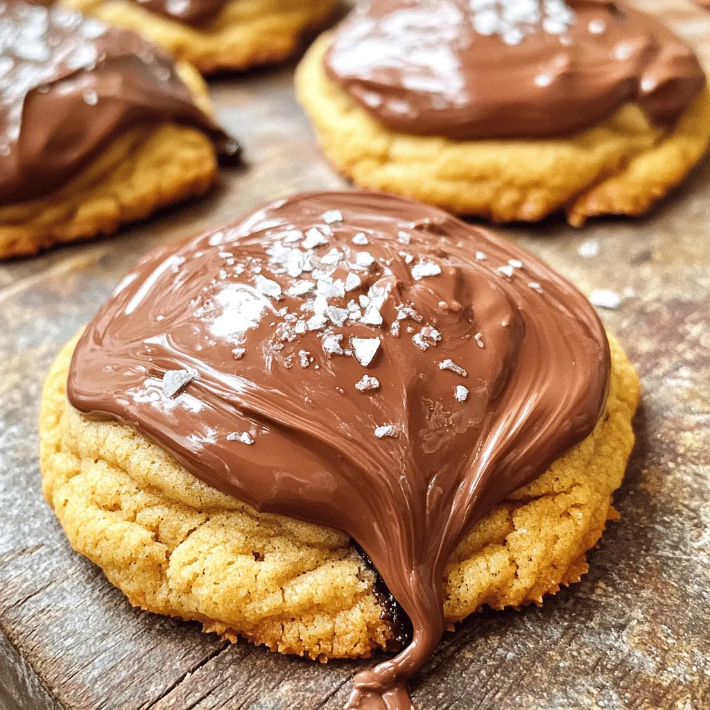 Let’s dive into what you need to make Nutella Lava Cookies. This list will help you gather all the right items. - 1 cup all-purpose flour - 1/2 teaspoon baking soda - 1/4 teaspoon salt - 1/2 cup unsalted butter, softened - 1/2 cup granulated sugar - 1/4 cup brown sugar, packed - 1 teaspoon vanilla extract - 1 large egg - 1/3 cup Nutella (plus more for filling) - 1/2 cup chocolate chips (milk or dark) - Sea salt flakes, for sprinkling These ingredients create the base for your cookies. Each item plays a key role. The flour gives the cookie structure. The butter and sugars keep it soft and sweet. The Nutella adds a rich, gooey center that makes these cookies special. Gather some tools to make the process smooth. You’ll need: - Mixing bowls - Whisk - Cookie scoop - Parchment paper - Baking sheet - Wire rack Using the right equipment helps you mix well and bake evenly. The mixing bowls let you combine ingredients easily. A cookie scoop helps form perfect dough balls. Parchment paper keeps cookies from sticking to the sheet. Finally, the wire rack cools them down after baking. With these ingredients and tools, you are ready to create a delicious treat! For the full recipe, check out the detailed instructions. - Preheat your oven to 350°F (175°C) and line a baking sheet with parchment paper. - In a bowl, whisk together 1 cup of flour, 1/2 teaspoon of baking soda, and 1/4 teaspoon of salt. Set this mix aside. - In a large bowl, cream 1/2 cup of softened butter, 1/2 cup of granulated sugar, and 1/4 cup of brown sugar until light and fluffy. This takes about 2-3 minutes. - Beat in 1 teaspoon of vanilla extract and 1 large egg until well mixed. - Gradually add in the dry mix, stirring just until combined. Be careful not to overmix. - Gently fold in 1/3 cup of Nutella and 1/2 cup of chocolate chips into the dough. Make sure they are evenly spread. - Use a cookie scoop to form balls of dough, placing them on the prepared sheet with space in between. - Press your thumb into the center of each ball to make a small well. Fill this well with a dollop of additional Nutella and cover it with more dough. - Sprinkle a pinch of sea salt flakes on top of each cookie before baking. - Bake in the preheated oven for 10-12 minutes. The edges should be golden, and the center should look soft. - Let the cookies cool on the baking sheet for 5 minutes before transferring them to a wire rack. Enjoy them warm for that gooey center! For the full recipe, check out the detailed instructions above! To get that perfect gooey center, you need to bake just right. Start with chilled dough. This helps control spreading. When you form the cookies, make a small well in the center. Fill it with Nutella. This makes every bite rich and melty. Ingredient temperature matters too. Use softened butter for smooth mixing. Cold eggs can make the dough tough. So, bring them to room temp for best results. Avoid overmixing the dough. Mix just until you see no flour. This keeps your cookies soft and chewy. Using too much flour is a common problem. Stick to the amount in the [Full Recipe]. Extra flour makes cookies dry and tough. Letting the cookies cool properly is key. If you move them too soon, they may break. Allow them to sit for five minutes on the sheet. Then, transfer them to a wire rack to cool completely. Misjudging baking time can ruin your cookies. Keep an eye on them. The edges should be golden, and the center soft. If you overbake, the gooey center will disappear. {{image_2}} You can change up Nutella Lava Cookies in fun ways. Here are a few ideas: - Adding nuts or sprinkles: Chopped nuts add crunch. Try walnuts or hazelnuts. Sprinkles bring color and fun. - Different types of chocolate: Swap chocolate chips for white or dark chocolate. Each type gives a unique taste. - Using peanut butter or other spreads: Replace Nutella with peanut butter for a nutty twist. You can also try almond or cookie butter. You can make Nutella Lava Cookies fit different diets. Here are some options: - Gluten-free options: Use a gluten-free flour blend instead of all-purpose flour. This keeps the cookies soft and gooey. - Vegan substitutions: Replace the egg with a flax egg or applesauce. Use vegan butter and dairy-free chocolate chips. - Lower sugar variations: Cut the sugar in half or use a sugar substitute. This helps if you want a less sweet treat. These variations let you enjoy Nutella Lava Cookies your way! For the full recipe, check the earlier section. To keep your Nutella lava cookies fresh, use an airtight container. Glass or plastic containers work well. Store cookies at room temperature. They stay soft and gooey for about three days. If you want to extend their life, put them in the fridge. Refrigerated cookies can last up to a week. Just remember, cold cookies lose some of their gooey charm. You can freeze the cookie dough for later use. Form the dough balls and place them on a baking sheet. Freeze the balls for about an hour until firm. After that, transfer them to a freezer-safe bag. They can stay frozen for up to three months. To bake frozen cookies, do not thaw them. Just add a couple of extra minutes to the baking time. Enjoy warm, gooey cookies anytime! Nutella Lava Cookies are soft, gooey cookies. They have a warm, melting center filled with Nutella. The outside is lightly crispy, while the inside is rich and chocolatey. Each bite brings a burst of flavor that makes them hard to resist. To check if the cookies are done, look for golden edges. The center should look soft and slightly undercooked. You can also gently press the cookies. If they spring back slightly, they are ready. Remember, they will firm up as they cool. Yes, you can make Nutella Lava Cookies ahead of time. Prepare the dough and chill it in the fridge for up to 24 hours. When you are ready, scoop and bake them. You can also freeze the dough for up to three months. Just thaw and bake when you crave them. You can find Nutella in most grocery stores. Look in the baking aisle or near the peanut butter. If you can't find it locally, you can order it online from many retailers. It’s easy to get your hands on this delicious spread. Yes! While Nutella is a favorite, you can use other spreads. Hazelnut or dark chocolate spreads work well. Feel free to experiment with different flavors to find your perfect match in these cookies. You learned how to make delicious Nutella Lava Cookies with easy steps and tips. Use the right ingredients and tools for the best results. Remember to avoid common mistakes to keep your cookies gooey and tasty. You can even try fun variations to mix things up! Enjoy baking and sharing these cookies with friends and family. They are sure to impress! Keep practicing, and you'll become a cookie expert in no time. Happy baking!