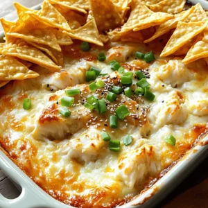 - 8 oz cream cheese, softened - ½ cup crab meat (fresh or canned) - ½ cup shredded mozzarella cheese - ¼ cup green onions, finely chopped - 2 cloves garlic, minced - 1 tsp Worcestershire sauce - 1 tsp soy sauce - ½ tsp sesame oil - Salt and pepper to taste - 12 wonton wrappers - Oil for frying or baking - Optional: Sweet chili sauce for dipping Crab Rangoon Dip is fun and easy to make. The key is in the blend of flavors. Start with cream cheese, which gives the dip its creamy base. This mix pairs perfectly with crab meat, which adds a sweet and savory touch. Adding mozzarella makes the dip stretchy and cheesy. Green onions add a fresh crunch, while garlic brings a warm flavor. The Worcestershire sauce and soy sauce give it a little kick. Sesame oil adds a nutty note. Don't forget salt and pepper for balance. Now, let’s talk about the wonton chips. These are super crispy and perfect for dipping. You can fry or bake them. Wonton wrappers are easy to find and fun to work with. Cut them into triangles for chips. You can add sweet chili sauce for dipping if you like a little sweetness. For the full recipe, check the section above. Enjoy creating this tasty snack! In a large mixing bowl, add the softened cream cheese. Next, mix in the crab meat and shredded mozzarella cheese. Then, add the chopped green onions and minced garlic. Pour in Worcestershire sauce, soy sauce, and sesame oil. Season with a pinch of salt and pepper. Stir all ingredients together until the mixture is creamy and smooth. First, preheat your oven to 350°F (175°C) if you plan to bake the chips. If frying, heat oil in a deep pan over medium heat. Next, take the wonton wrappers and cut them into triangles. You can cut each wrapper into four pieces. Set them aside while you prepare to cook. For baking, place the wonton triangles on a lined baking sheet. Brush them lightly with oil and sprinkle with salt. Bake them for 8-10 minutes or until they are golden and crispy. Flip them halfway through for even cooking. For frying, carefully place the wonton triangles in the hot oil. Cook them for 2-3 minutes until they turn golden brown. Flip them occasionally to cook evenly. Once ready, remove them and place them on paper towels to absorb extra oil. Transfer the crab dip mixture into a baking dish. Bake the dip for 15-20 minutes or until it heats through and bubbles slightly on top. When ready, place the warm dip in the center and arrange the crispy wonton chips around it for easy dipping. For a fun twist, you can drizzle sweet chili sauce over the dip or keep it on the side. For a rich flavor, use fresh crab meat. It brings a sweet taste to the dip. Canned crab meat works, but it can lack freshness. If you use canned, choose a high-quality brand for the best results. The cream cheese must be soft. This helps it blend smoothly with the other ingredients. If it's too firm, the dip may end up chunky. Aim for a creamy texture that spreads easily on the wonton chips. To bake wonton chips, brush them with a light layer of oil. This makes them crispy. Bake at 350°F (175°C) for about 8-10 minutes. Flip them halfway to ensure even browning. Keep an eye on them, so they do not burn. If you prefer frying, heat oil in a deep pan. Fry the wonton triangles for 2-3 minutes. They should turn golden brown. Use a slotted spoon to remove them and place them on paper towels. This drains excess oil and keeps them crispy. Garnishing the dip makes it more appealing. You can add extra chopped green onions. A sprinkle of sesame seeds also adds a nice touch. For added flavor, drizzle sweet chili sauce on top or serve it on the side. This gives a pop of color and an extra layer of taste. Explore more about the Crab Rangoon Dip with the [Full Recipe]. {{image_2}} You can add spicy jalapeños or sriracha to this dip for a kick. These ingredients bring a zesty flavor that many love. If you want to switch up the cheese, try using cheddar or cream cheese. Each cheese adds its own unique taste. Mixing different cheeses can make your dip even creamier and more flavorful. For a fun twist, pair this dip with various sauces. Sweet chili sauce works well, adding a nice contrast. You could also serve it in a bread bowl. The bread will soak up the flavors and give a nice touch when you dip. Both options will impress your guests and make for a great presentation. To keep your crab rangoon dip fresh, store it in an airtight container. Place it in the fridge right after serving. The dip stays good for about 3 to 5 days. If you want to save it for longer, you can freeze it. Just make sure it's in a freezer-safe container. When you want to eat it again, let it thaw in the fridge overnight before reheating. Leftover wonton chips are best stored in a zip-top bag. Keep them at room temperature. They can lose their crunch if stored in the fridge. If they get soft, you can crisp them up again. Preheat your oven to 350°F (175°C) and bake them for about 5 minutes. This will bring back their crunch! Enjoy your crab rangoon dip with fresh, crispy chips again. For the full recipe, check the details above. Yes, you can make this dip ahead of time. Just mix the ingredients and store them in the fridge. Cover it well to keep it fresh. When you’re ready to serve, bake it until hot and bubbly. This will save you time during a party. If you need a substitute for crab meat, use cooked shrimp or even canned tuna. For a vegetarian option, you can use artichoke hearts or mushrooms. These choices keep the dish tasty while meeting dietary needs. To make wonton chips in an air fryer, cut the wrappers as usual. Spritz them with cooking oil for even crisping. Air fry at 350°F for about 3-5 minutes. Check often to avoid burning. This method gives you a healthier snack without frying. For the complete recipe, check out the [Full Recipe]. This blog post covered how to make Crab Rangoon Dip and crispy wonton chips. We explored the main ingredients, preparation steps, and variations to make it your own. Don’t hesitate to try new flavors or dips. Storing leftovers properly ensures you can enjoy this treat later. With these tips, you'll impress guests at your next gathering. Enjoy creating a snack that everyone will love!