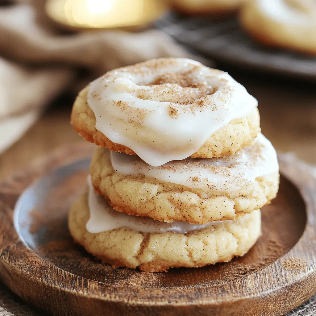 To make these cookies, you need specific items. Here’s what you will need: - 2 ½ cups all-purpose flour - 1 teaspoon baking soda - 1 teaspoon baking powder - ½ teaspoon salt - 1 tablespoon ground cinnamon - 1 cup unsalted butter, softened - 1 cup granulated sugar - 1 cup brown sugar, packed - 2 large eggs - 1 teaspoon vanilla extract - ½ cup powdered sugar (for icing) - 2 tablespoons milk (for icing) - Extra cinnamon sugar for rolling: 3 tablespoons granulated sugar mixed with 1 teaspoon ground cinnamon These ingredients create the soft and chewy texture you’ll love. For best results, measure your ingredients carefully. Use a kitchen scale for the flour if you have one. If you need to make changes, here are some options: - Butter: You can use margarine, but it may change the taste. - Sugar: Coconut sugar can replace brown sugar for a unique flavor. - Eggs: Flax eggs work well for a vegan option. Use one tablespoon of ground flaxseed with three tablespoons of water. These substitutions keep the cookies tasty while fitting your needs. Icing makes these cookies extra special. The icing adds sweetness and a nice finish. Here’s what you can use: - Powdered sugar: This is essential for the icing. - Milk: Use any milk you have, like almond or oat milk. - Extra cinnamon sugar: Sprinkle this on top for added flavor. Feel free to get creative with toppings. You can even add sprinkles for a fun touch. For the full recipe, check out the complete guide. Start by gathering all your ingredients. This will make baking easy and fun. You need: - 2 ½ cups all-purpose flour - 1 teaspoon baking soda - 1 teaspoon baking powder - ½ teaspoon salt - 1 tablespoon ground cinnamon - 1 cup unsalted butter, softened - 1 cup granulated sugar - 1 cup brown sugar, packed - 2 large eggs - 1 teaspoon vanilla extract - ½ cup powdered sugar (for icing) - 2 tablespoons milk (for icing) - Extra cinnamon sugar for rolling: 3 tablespoons granulated sugar mixed with 1 teaspoon ground cinnamon Next, preheat your oven to 350°F (175°C). This step warms up the oven and gets it ready for your cookies. Line two baking sheets with parchment paper. This helps the cookies not stick. First, mix the dry ingredients. In a medium bowl, whisk the flour, baking soda, baking powder, salt, and cinnamon together. This gives the cookies a nice flavor. In a large bowl, cream the softened butter with the granulated and brown sugars. Beat this mixture until it is light and fluffy. This usually takes about 3-4 minutes. Then, add the eggs one at a time, mixing well after each one. Add the vanilla extract last. Now, slowly mix the dry ingredients into the wet mixture. Be careful not to overmix, as this can change the cookie texture. Once combined, cover the dough with plastic wrap. Chill it in the fridge for at least 30 minutes. This makes the dough easier to handle. After chilling, scoop tablespoon-sized balls of dough. Roll each ball in the cinnamon sugar mixture until fully coated. Place the dough balls on your baking sheets. Make sure to leave enough space between them. Bake the cookies for 10-12 minutes. Look for lightly golden edges while the centers remain soft. Once baked, let them cool on the sheets for 5 minutes before moving them to a wire rack. Always keep an eye on your cookies while baking. Ovens can vary in temperature. If you notice your cookies browning too fast, reduce the temperature to 325°F (160°C). For soft and chewy cookies, the centers should look slightly underbaked when you take them out. Check for doneness by gently pressing the edges. They should be firm but not hard. If they flatten too much, your dough might be too warm. Remember, cooling the cookies on a wire rack helps them maintain their soft texture. For perfect icing, whisk together powdered sugar and milk until smooth. Drizzle or pipe this over the cooled cookies for that sweet finish. For more tips and the complete recipe, check out the Full Recipe. To get the best texture, always use room-temperature butter. This helps mix well with sugars. Cream the butter and sugars until light and fluffy. This should take about 3-4 minutes. Chill the dough before baking. This helps the cookies hold their shape. Bake them until the edges are golden but the centers stay soft. This is key for that chewy texture. One big mistake is overmixing the dough. Mix just until combined. Overmixing makes cookies tough. Another mistake is not chilling the dough. Chilling helps with handling and texture. Also, don’t skip the cinnamon sugar coating. It adds flavor and a nice look. Lastly, be careful with baking times. Each oven is different. Start checking your cookies at 10 minutes. Make sure cookies are cool before icing. Warm cookies can melt the icing. Use a whisk for a smooth icing. Mix the powdered sugar and milk until it's not lumpy. You can drizzle or pipe the icing based on your style. For a fun twist, add more cinnamon to the icing. This adds a nice touch. If you want, sprinkle some cinnamon sugar on top too. It makes them even prettier. For the full recipe, check the instructions above! {{image_2}} You can change these cookies easily. For a nutty taste, add chopped walnuts or pecans. Nuts give a nice crunch and pair well with cinnamon. If you love chocolate, mix in chocolate chips. The sweet chocolate will melt your heart. You can also try white chocolate or butterscotch chips for a fun twist. Each add-in can change the flavor and make every batch unique. If you need gluten-free cookies, no problem! Use a gluten-free flour blend instead of all-purpose flour. Many blends work well in cookies. Just look for one that includes xanthan gum. This will help keep the cookies soft and chewy. Be sure to check all other ingredients, like baking soda and baking powder, to ensure they are gluten-free. This way, everyone can enjoy these tasty treats! You can make these cookies vegan too! Swap the butter for vegan butter or coconut oil. Replace the eggs with flax eggs or applesauce. Use 1 tablespoon of flaxseed meal mixed with 2.5 tablespoons of water for each egg. This works great for binding. Also, check your sugar to ensure it’s vegan-friendly. With these swaps, you’ll have soft and chewy cookies that everyone can share. For the full recipe, make sure to check the original source. To keep your soft and chewy cinnamon roll sugar cookies fresh, store them in an airtight container. This helps maintain their soft texture and prevents them from drying out. You can layer parchment paper between the cookies to avoid sticking. For added freshness, try placing a slice of bread in the container. The cookies will absorb moisture from the bread, staying soft longer. Freezing unbaked dough is a smart way to save time. First, scoop dough balls and place them on a baking sheet lined with parchment paper. Freeze them for about an hour until solid. Then, transfer the dough balls to a freezer bag. Make sure to label the bag with the date and type of cookie. When you're ready to bake, just take out the desired amount and bake them straight from the freezer. You may need to add a minute or two to the baking time. When stored properly in an airtight container, these cookies can last up to one week at room temperature. If you freeze them, they can last up to three months. Just remember to let them thaw at room temperature before serving. For the best flavor and texture, enjoy them within the first month after freezing. If you want to impress guests or treat yourself, check out the Full Recipe for all the details! Yes, you can make the dough ahead of time. After mixing, cover it well and chill it in the fridge. This lets the flavors meld and makes the dough easier to shape later. You can store the dough for up to three days. Just remember to let it sit at room temperature for a few minutes before rolling. The secret is in the butter and sugars. Using both granulated and brown sugar gives a nice balance of sweetness. Brown sugar adds moisture, which keeps the cookies soft. Plus, chilling the dough before baking keeps the cookies from spreading too much, maintaining that chewy center. You want to watch for the edges turning golden brown. The centers should look slightly underbaked. They will continue to cook a bit after you take them out. If you let them cool on the baking sheets for five minutes, they will firm up nicely. This method helps you keep that soft and chewy texture. For the full recipe, check the earlier section. You now have all the tools to make soft and chewy cinnamon roll sugar cookies. We've covered essential ingredients, the baking process, and tips to avoid common mistakes. You can even try fun flavor variations and learn to store them well. With this knowledge, you can impress friends and family with your baking skills. Enjoy every bite, and remember, practice makes perfect. Happy baking!