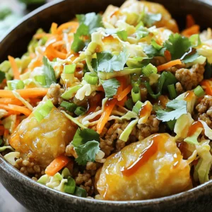 To make Egg Roll in a Bowl, you need simple ingredients that pack a punch of flavor. Here’s what you’ll need: - 1 pound ground chicken or turkey - 1 tablespoon sesame oil - 1 cup shredded carrots - 2 cups coleslaw mix (cabbage and carrots) - 3 green onions, chopped - 2 cloves garlic, minced - 1 teaspoon ginger, grated - 2 tablespoons soy sauce (or tamari for gluten-free) - 1 tablespoon rice vinegar - 1 tablespoon sriracha (optional for heat) - Salt and pepper to taste - Chopped cilantro for garnish Each serving of Egg Roll in a Bowl is delicious and nutritious. Here’s what you get per serving: - Calories: 320 - Protein: 25g - Carbohydrates: 15g - Dietary Fiber: 3g - Total Fat: 20g - Saturated Fat: 4g - Sodium: 600mg You can easily swap some ingredients for your needs or preferences: - Ground Chicken/Turkey: Use ground pork or tofu for a different flavor. - Sesame Oil: You can use olive oil if you don’t have sesame oil. - Coleslaw Mix: Swap with fresh cabbage or any mixed greens you like. - Soy Sauce: Use coconut aminos for a soy-free option. - Sriracha: Replace with chili flakes or omit for less heat. These substitutions can help you customize the dish while keeping it tasty! For the full recipe, check out the detailed instructions. To start, gather all your ingredients. This makes cooking smooth and fast. You will need: - 1 pound ground chicken or turkey - 1 tablespoon sesame oil - 1 cup shredded carrots - 2 cups coleslaw mix (cabbage and carrots) - 3 green onions, chopped - 2 cloves garlic, minced - 1 teaspoon ginger, grated - 2 tablespoons soy sauce (or tamari for gluten-free) - 1 tablespoon rice vinegar - 1 tablespoon sriracha (optional for heat) - Salt and pepper to taste - Chopped cilantro for garnish Next, chop your green onions and mince the garlic. Grate the ginger. Measure the soy sauce and rice vinegar. This prep saves time later. Heat the sesame oil in a large skillet over medium-high heat. This oil adds a nice nutty taste. Add the ground chicken or turkey, breaking it apart with a spatula. Cook until it turns brown, about 5-7 minutes. This step is key for flavor. Once the meat cooks, stir in the minced garlic and grated ginger. Cook for another 1-2 minutes until you smell their aroma. Then add your shredded carrots and coleslaw mix. Sauté for 3-5 minutes. The veggies should be tender but still crisp. Pour in the soy sauce, rice vinegar, and sriracha if you want some heat. Stir well and sauté for one more minute. This combines all the flavors together. Finally, season with salt and pepper to taste. Prep time takes about 10 minutes. Cooking the dish takes just 10 minutes. So, the total time is only 20 minutes! You can serve this meal hot and garnished with chopped cilantro. It’s a quick and tasty option for any night. For the full recipe, check out the complete details above. To make Egg Roll in a Bowl healthier, swap out some ingredients. You can use lean ground turkey instead of chicken. This choice lowers fat and adds protein. You can also add more veggies. Try bell peppers, broccoli, or zucchini for extra fiber. Use low-sodium soy sauce to cut back on salt. Another great tip is to skip the sriracha if you want less heat. You can also add more fresh herbs like cilantro. These changes will keep the dish tasty and nutritious. Using the right tools can make cooking easier. A large skillet is key for this recipe. It allows you to cook all the ingredients at once. A good spatula helps you mix everything well without sticking. A sharp knife is essential for chopping vegetables quickly. A cutting board is also necessary for safe and easy prep. Finally, having measuring spoons can help you get the right amount of sauce. These tools will speed up your cooking process and ensure great results. Many people make simple mistakes when cooking Egg Roll in a Bowl. One common error is overcooking the vegetables. Sauté them just until they are tender but still crisp. Overcooked veggies can lose their flavor and crunch. Another mistake is not breaking the meat apart while cooking. This can lead to clumps instead of evenly cooked meat. Lastly, be careful not to skip seasoning. Taste your dish and adjust flavors as needed. These small changes will help you create a better meal. {{image_2}} You can easily turn this meal into a vegetarian or vegan dish. Use tofu or tempeh instead of chicken or turkey. Just crumble the tofu or cut the tempeh into small pieces. Cook them in the same way as the meat. You can add mushrooms for extra flavor and texture. Also, check your soy sauce to ensure it's vegan. For low-carb or keto diets, swap out the carrots and coleslaw mix. Use shredded zucchini or cauliflower rice instead. These options are low in carbs and still give you that great crunch. You can also skip the rice vinegar and sriracha if you want even fewer carbs. This keeps the dish light and tasty. You can adjust the flavor to fit your taste. If you love heat, add more sriracha or chili flakes. For a touch of sweetness, mix in a bit of honey or coconut sugar. To make it tangy, add more rice vinegar. Feel free to experiment with different herbs like basil or cilantro for a fresh twist. You can craft a version that suits your cravings! For the complete method, visit the Full Recipe. To store leftovers, let your egg roll in a bowl cool down first. Then, place it in an airtight container. Keep it in the fridge. You can enjoy it for up to three days. Make sure to label your container with the date. This helps you know when to eat it. You can freeze egg roll in a bowl for later. Use a freezer-safe container or bag. It can last in the freezer for about three months. When you are ready to eat, thaw it overnight in the fridge. Reheat it in a skillet over medium heat. Stir regularly until it is heated through. You can also use the microwave. Heat it in short bursts, stirring in between. The ingredients in egg roll in a bowl have different shelf lives. Here’s a quick guide: - Ground chicken or turkey: Use within one to two days if raw. Cooked meat lasts about three to four days in the fridge. - Shredded carrots and coleslaw mix: These stay fresh for about a week in the fridge. - Green onions: Use them within a week for the best flavor. - Sauces: Soy sauce lasts a long time, but rice vinegar is good for about a year unopened. Keeping track of these dates helps you keep your meals fresh and tasty. Yes, you can use many proteins. Ground pork, beef, or tofu work well. Each option brings a unique taste. For tofu, use firm or extra-firm for best results. Just ensure it is cooked until crispy. Adjust cooking time as needed. To make it gluten-free, swap regular soy sauce for tamari. Tamari is a great option that tastes similar. Always check the labels to ensure no gluten hidden in sauces. You can also use coconut aminos as a soy sauce alternative. This keeps the flavor while making it safe for gluten-free diets. Egg Roll in a Bowl stands well on its own, but sides can enhance the meal. Here are a few great options: - Steamed jasmine rice - Cauliflower rice for a low-carb choice - Fresh cucumber salad for a crunchy contrast - Egg drop soup for a warm, comforting side These pairings add variety and flavor to the meal. Egg Roll in a Bowl is simple and tasty. You can make it in just 20 minutes. Here are the key ingredients you will need: - 1 pound ground chicken or turkey - 1 tablespoon sesame oil - 1 cup shredded carrots - 2 cups coleslaw mix (cabbage and carrots) - 3 green onions, chopped - 2 cloves garlic, minced - 1 teaspoon ginger, grated - 2 tablespoons soy sauce (or tamari for gluten-free) - 1 tablespoon rice vinegar - 1 tablespoon sriracha (optional) - Salt and pepper to taste - Chopped cilantro for garnish To make this dish, first heat the sesame oil in a large skillet. Then, add the ground chicken or turkey. Cook until browned, about 5 to 7 minutes. Next, stir in minced garlic and grated ginger. Cook for another 1 to 2 minutes. Now, add the shredded carrots and coleslaw mix. Sauté for about 3 to 5 minutes until the veggies are tender. Then pour in the soy sauce, rice vinegar, and sriracha. Stir well and cook for another minute. Season with salt and pepper. Finally, remove from heat and add the chopped green onions. Serve hot, garnished with cilantro. For the full recipe, check the earlier section. Enjoy your delicious, easy meal! This article covers everything you need for making Egg Roll in a Bowl. We went through the ingredients, nutrition, and how to make it healthier. You learned step-by-step instructions and key cooking techniques to enhance flavor. I shared tips to avoid common mistakes and gave alternatives for different diets. Proper storage and reheating tips help keep leftovers fresh. Try this dish with your own twists. With these insights, you can create a fun, tasty meal everyone will enjoy. Happy cooking!