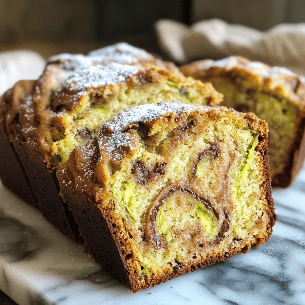 To make this delightful zucchini bread, you need key ingredients. Here’s what you must gather: - 2 cups grated zucchini (about 2 medium zucchinis) - 1 ½ cups all-purpose flour - 1 teaspoon baking soda - 1 teaspoon baking powder - 1 teaspoon ground cinnamon - ½ teaspoon ground nutmeg - ½ teaspoon salt - ½ cup granulated sugar - ½ cup brown sugar, packed - 2 large eggs - ½ cup vegetable oil - 1 teaspoon vanilla extract These main ingredients work together to create a moist and flavorful bread. The cinnamon swirl adds a tasty twist to the bread. For this, you need: - 2 tablespoons granulated sugar - 1 tablespoon ground cinnamon Mix these two in a small bowl to create the sweet swirl that makes this bread special. You can customize your zucchini bread with some fun add-ins. Here are a few suggestions: - ½ cup chopped walnuts - ½ cup mini chocolate chips Adding these gives your bread extra texture and flavor. You can choose what you like best! Start by washing two medium zucchinis. Grate them using a box grater. Place the grated zucchini in a large bowl. Add a pinch of salt and mix well. Let it sit for about ten minutes. This step helps to pull out extra moisture. After ten minutes, take a clean kitchen towel. Squeeze the zucchini to remove more moisture. Set it aside for later. In a separate bowl, combine the dry ingredients. Add 1 ½ cups of all-purpose flour, 1 teaspoon of baking soda, 1 teaspoon of baking powder, 1 teaspoon of ground cinnamon, ½ teaspoon of ground nutmeg, and ½ teaspoon of salt. Whisk these ingredients together until they are well mixed. In a large mixing bowl, add ½ cup of granulated sugar, ½ cup of brown sugar, and two large eggs. Pour in ½ cup of vegetable oil and 1 teaspoon of vanilla extract. Mix this well until it becomes smooth and fluffy. Gradually add the dry mixture to the wet ingredients. Mix carefully, stopping when just combined. Overmixing can make the bread tough. Fold in the prepared zucchini into the batter. If you want, add ½ cup of chopped walnuts or ½ cup of mini chocolate chips for extra flavor. In a small bowl, mix 2 tablespoons of granulated sugar and 1 tablespoon of ground cinnamon. This will be your swirl mixture. Pour half of the zucchini batter into a greased 9x5-inch loaf pan. Spread it out evenly. Sprinkle half of the cinnamon mixture over the batter. Then, pour the rest of the batter on top. Sprinkle the remaining cinnamon mixture over this layer. Take a knife and gently swirl it to create a marbled look. Bake in a preheated oven at 350°F for 55 to 65 minutes. Check if it’s done by inserting a toothpick into the center. If it comes out clean, your bread is ready! Let it cool in the pan for ten minutes before moving it to a wire rack to cool completely. For a delightful touch, serve it warm with butter or cream cheese. You can find the Full Recipe for additional details and serving suggestions. Grating zucchini is key. Use the large holes on a box grater. This makes the pieces thin and easy to mix. After grating, sprinkle a pinch of salt on it. Let it sit for about 10 minutes. This step helps draw out extra water. Then, squeeze the zucchini in a clean kitchen towel. This helps to remove even more moisture. The drier your zucchini, the better your bread will be. One common mistake is not removing enough moisture from the zucchini. This can make your bread soggy. Another mistake is overmixing the batter. Mix just until the dry ingredients blend in. Too much mixing can make the bread tough. Lastly, do not skip the cinnamon swirl layer. It adds a fantastic flavor and look to the bread. To create the best swirl, mix sugar and cinnamon well in a small bowl. Spread half of the batter in your loaf pan first. Then, sprinkle half of the cinnamon mixture over it. Pour the rest of the batter on top. Make sure to sprinkle the remaining cinnamon mixture over that layer too. Use a knife to gently swirl the batter. This creates a beautiful marbled effect. Follow these tips to make your bread truly delightful. For the complete recipe, check out the [Full Recipe]. {{image_2}} You can make this bread gluten-free! To do this, use a gluten-free all-purpose flour blend. This blend often has xanthan gum, which helps with texture. Mix the flour with the other dry ingredients, just like in the original recipe. The taste and texture will still be soft and moist. Want a vegan option? You can replace the eggs with flaxseed meal. Mix 1 tablespoon of flaxseed meal with 2.5 tablespoons of water. Let it sit for a few minutes to thicken. For the oil, you can use applesauce or a plant-based oil. This keeps the bread moist and fluffy. Your vegan zucchini bread will still taste delicious! You can play with flavors in your zucchini bread. Try adding different spices like ginger or cloves for a warm kick. You can also mix in nuts or seeds for crunch. Mini chocolate chips add sweetness, while dried fruits like raisins bring a chewy texture. Each choice makes your bread unique. For a full recipe of this delightful treat, check out the details above. To keep your cinnamon swirl zucchini bread fresh, let it cool fully. Wrap the bread tightly in plastic wrap or aluminum foil. Place it in an airtight container or a resealable bag. Store it at room temperature for up to three days. For longer storage, keep it in the fridge. Chilling helps the flavors meld, making each slice even tastier. If you want to save some for later, freezing is a great option. Slice the bread first. Wrap each slice in plastic wrap. Then, place the wrapped slices in a freezer bag. Remove as much air as possible before sealing. This method keeps your bread fresh for up to three months. When you’re ready to eat, simply thaw it at room temperature or in the microwave. To enjoy your zucchini bread warm, you can reheat it easily. Preheat your oven to 350°F (175°C). Place the slices on a baking sheet. Heat them for about 10 minutes. You can also use a microwave. Place a slice on a plate and heat it for 15-20 seconds. Be careful not to overheat, or it may dry out! For extra delight, spread some butter or cream cheese on top before serving. Yes, you can use frozen zucchini. Just thaw it first. Squeeze out extra water before mixing it in. This helps keep your bread moist and fluffy. Using frozen zucchini is a great way to save time and prevent waste. Zucchini bread can last for about 3 to 4 days at room temperature. Store it in an airtight container. You can also keep it in the fridge for about a week. For longer storage, freeze it for up to three months. Just wrap it well to avoid freezer burn. You can use applesauce instead of oil. This will keep the bread moist and add a slight sweetness. You can also try melted coconut oil or yogurt for a different flavor. Each option brings its own twist to the recipe. You've learned how to make delicious cinnamon swirl zucchini bread. We covered the key ingredients, step-by-step instructions, and helpful tips. You can also explore variations for gluten-free or vegan options. Remember to store your bread properly for the best taste later. Enjoy baking and sharing this yummy treat! With these simple steps and ideas, you’re ready to impress everyone with your new skills. Happy baking!