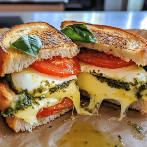 - Rustic Italian bread - Fresh mozzarella - Aged provolone - Tomato - Fresh basil - Pesto sauce - Olive oil When choosing cheese, opt for fresh mozzarella and aged provolone. They melt well and add great taste. You can also try buffalo mozzarella for a creamier texture. For pesto, look for brands that use fresh basil and quality olive oil. Homemade pesto can elevate your sandwich, giving it a personal touch. Adding salt and pepper enhances the flavors of the sandwich. A pinch of salt brings out the taste of the cheese and veggies. Freshly cracked black pepper adds a nice kick. You can also sprinkle in some dried oregano or garlic powder for extra flavor. Keeping these seasonings simple allows the fresh ingredients to shine. To create a tasty Italian grilled cheese, start with fresh ingredients. For the cheese, use fresh mozzarella and aged provolone. Slice them evenly to ensure they melt well. A sharp knife works best for this job. Next, slice the tomato into thin rounds. Fresh basil leaves add a burst of flavor. Keep them whole to maintain their scent and taste. Even heat is key for grilling sandwiches. I prefer medium heat on my skillet. This allows the bread to crisp while the cheese melts. Cook each side for about 3-4 minutes. Keep an eye on the color. Both sides should turn golden brown. You don't want to burn the bread. If the heat feels too high, turn it down a bit. Now it’s time to layer your sandwich. Start with one slice of bread, oiled side down. Spread pesto on the un-oiled side. Then, stack the mozzarella, provolone, tomato, and basil. A sprinkle of salt and pepper adds flavor. Top with the second slice of bread, oiled side up. When flipping the sandwich, use a sturdy spatula. This helps keep everything inside. Flip gently to avoid spilling the delicious filling. For the full recipe, check out the [Full Recipe]. To get that perfect crispiness, start with medium heat. If it's too hot, the bread burns, and the cheese won’t melt. Keep an eye on the sandwich as it cooks. Flip it when the bottom is golden brown. Managing heat levels is key. If your sandwich cooks too fast, lower the heat. You want both sides to crisp up evenly. This way, you get a crunchy outside and gooey cheese inside. To boost flavor, think about adding fresh herbs like oregano or thyme. These add a nice touch. You can also sprinkle garlic powder for an extra kick. Try different types of bread too. Sourdough adds a tangy flavor, while ciabatta gives a chewy bite. Each bread type can change the whole sandwich. Pair your Italian grilled cheese with a side salad for a fresh touch. A simple arugula salad with lemon is perfect. You can also serve it with tomato soup for a classic combo. For dips, try a balsamic glaze or extra pesto. They add great flavor and make the meal more fun. You can even mix a little olive oil with balsamic vinegar for a tasty dip. For the full recipe, check out Italian Grilled Cheese Delight. {{image_2}} You can create many flavors with Italian grilled cheese. Start by mixing different cheeses. Try using fontina, gouda, or even goat cheese. Each will give a new taste. You can also add fun fillings. Think about roasted red peppers or artichokes. Adding veggies makes your sandwich better. Spinach or arugula adds a fresh touch. Not everyone can eat regular bread or cheese. For gluten-free options, look for gluten-free bread in stores. Many brands taste great and hold up well. You can also make this sandwich vegan. Use dairy-free cheese and vegan pesto. These swaps let everyone enjoy this meal. Seasons change what we find in stores. In spring, add fresh asparagus. In summer, use ripe tomatoes and basil. Fall brings squash and mushrooms. In winter, consider roasted root veggies. For holidays, make themed sandwiches. Use cranberry sauce for a festive twist. These ideas keep your meals exciting and fresh. To keep your Italian grilled cheese sandwiches fresh, wrap them in foil or plastic wrap. This helps prevent them from drying out. You can also place them in an airtight container. Store your sandwiches in the fridge for up to three days. Just remember that the longer they sit, the less fresh they will taste. When reheating, I recommend using a skillet. Heat it over medium-low. Place the sandwich in the skillet. Cover it with a lid for a few minutes. This method keeps the cheese melty without burning the bread. If you want it crisp again, flip the sandwich and toast both sides for a couple of minutes. To freeze sandwiches, wrap each one tightly in plastic wrap. Then, place them in a freezer-safe bag. This way, they can last up to a month. When you're ready to eat, thaw them overnight in the fridge. Then, reheat in a skillet for the best results. Enjoy your tasty creation anytime! To melt cheese well, use low heat. This allows the cheese to warm up slowly. I recommend cutting the cheese into thin slices. This helps it melt faster. You can also cover the pan with a lid. This traps heat and helps the cheese melt evenly. Yes, you can use a panini press. Preheat the press before adding the sandwich. Brush the outside of the bread with olive oil. Place the sandwich in the press. Close the lid and cook for about 4-5 minutes. Check for a golden brown color. The cheese should be melted and gooey! You can serve many tasty sides with your sandwiches: - A crisp green salad - Tomato soup - Fresh fruit like grapes or apple slices - A simple pasta salad - Sparkling water or iced tea These pair well and enhance the meal without overpowering it. To make this recipe vegetarian, use the right cheeses. Stick with mozzarella and provolone as they are vegetarian. You can add more veggies too. Try spinach, bell peppers, or zucchini. These add flavor and texture. Use a vegan pesto for a fully plant-based option. You can enjoy a delicious sandwich without meat! This blog post covers everything you need for an Italian grilled cheese sandwich. We explored the best ingredients, cooking techniques, and unique variations to elevate your meal. Remember, fresh ingredients make a big difference in flavor. Use quality cheeses and seasonings for the best taste. Don’t hesitate to experiment with different breads and fillings. Whether serving at a party or enjoying at home, these sandwiches will impress everyone. With the right tips, you can achieve the perfect melt every time. Enjoy crafting your delicious masterpiece!