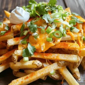 To make Louisiana Voodoo Fries, gather these key items: - 4 large russet potatoes - 1 tablespoon cornstarch - 2 tablespoons olive oil - 1 teaspoon garlic powder - 1 teaspoon paprika - 1 teaspoon Cajun seasoning - 1/2 teaspoon cayenne pepper (adjust for spice level) - Salt and pepper to taste - 1 cup shredded pepper jack cheese - 1/2 cup sliced green onions - 1/2 cup sour cream (optional) - 1/4 cup chopped fresh cilantro (for garnish) You can switch things up with these optional items: - Additional spices like onion powder or chili flakes - Different cheese like cheddar or mozzarella - Fresh herbs like parsley or chives If you need swaps, here’s what you can use: - Sweet potatoes instead of russet potatoes for a sweeter taste - Any oil like canola or avocado oil in place of olive oil - For a dairy-free option, use vegan cheese or omit it These ingredients create a rich and bold flavor in your Louisiana Voodoo Fries. Be sure to check the [Full Recipe] for detailed steps to bring all these flavors together! Start by washing the russet potatoes. Peel them to get rid of the skin. Cut the potatoes into thin, even fries. This helps them cook evenly. Soak the cut fries in cold water for at least 30 minutes. This step removes extra starch, which helps them get crispy. Once the fries have soaked, drain the water. Pat the fries dry with paper towels. This is key for crispiness. In a large bowl, toss the dried fries with cornstarch. Make sure every fry is well-coated. Drizzle olive oil over the fries. Then, add garlic powder, paprika, Cajun seasoning, cayenne pepper, salt, and pepper. Toss everything until the fries are fully coated with spices. Preheat your oven to 425°F (220°C). Spread the seasoned fries in a single layer on a lined baking sheet. This prevents sticking and makes cleanup easy. Bake for 25-30 minutes. Flip the fries halfway through for even cooking. They should turn golden and crispy. Once done baking, remove them from the oven. Sprinkle shredded pepper jack cheese over the hot fries. Return the fries to the oven for 5 more minutes, or until the cheese melts. Remove the fries and top with sliced green onions and cilantro. Serve with sour cream on the side if you like. Enjoy your tasty Louisiana Voodoo Fries! For the full recipe, check the details above. To get those fries crispy, start by soaking the cut potatoes. This step removes extra starch. Soak them in cold water for 30 minutes. After soaking, dry them well with paper towels. A dry surface helps the fries crisp up nicely. Toss the fries in cornstarch before seasoning. This makes them even crunchier when baked. You can control the heat in your Louisiana Voodoo Fries. Start with just a pinch of cayenne pepper. If you like it hotter, add more to taste. You can also swap the Cajun seasoning for other spices you enjoy. Just remember to taste as you go. Adjust the spices to fit your palate and those of your guests. Serve your Louisiana Voodoo Fries with a side of sour cream. This cool dip balances the spice. You can also add extra toppings like sliced jalapeños or more green onions. For a fun twist, pair the fries with a tangy dipping sauce. The Full Recipe gives you all the steps to create this tasty dish. Enjoy these fries as a snack, side, or even a main dish! {{image_2}} If you want a vegetarian version, skip the cheese. Use a plant-based cheese or no cheese at all. You can also add more vegetables. Try adding roasted bell peppers or jalapeños for extra flavor. These veggies bring a nice crunch and color to the dish. You can change the toppings to fit your taste. Try adding black beans for protein. They add a nice texture and a bit of earthiness. You could also use guacamole instead of sour cream for a fresh twist. For a bit of sweetness, add some roasted corn. It pairs well with the spicy fries! Think about mixing cultures! You can make a taco-inspired version. Add taco meat, diced tomatoes, and a drizzle of salsa. Or go Italian and top with marinara sauce and mozzarella cheese. This will give you a fun pizza fry. The options are endless, and they all taste great. You can mix and match to create your own unique dish. Enjoy your culinary journey with Louisiana Voodoo Fries! After enjoying your Louisiana Voodoo Fries, you may have some left. Place them in an airtight container. Store them in the fridge for up to three days. This helps keep them fresh and tasty. To reheat, the oven is your best friend. Preheat your oven to 375°F (190°C). Spread the fries on a baking sheet. Bake for about 10-15 minutes until they are hot and crispy again. You can also use an air fryer for a quicker option. Heat them at 350°F (175°C) for about 5-7 minutes. You can freeze Voodoo Fries too! First, let them cool completely. Spread them in a single layer on a baking sheet. Freeze for 1-2 hours until firm. Then, transfer them to a freezer bag. They can last up to two months in the freezer. When ready to eat, bake from frozen. Increase the baking time to ensure they heat through. For the best results, use the Full Recipe for fresh fries. Louisiana Voodoo Fries are a tasty dish that combines crispy fries with bold flavors. They start with fried potatoes. Then, they get coated in spices like garlic powder, paprika, and Cajun seasoning. The dish tops off with melted pepper jack cheese and fresh green onions. You can also add cilantro for a fresh touch. It's all about layers of flavor that create a fun and satisfying meal. You can find great Louisiana Voodoo Fries in many places. Look for Cajun or Creole restaurants, especially in Louisiana. Food trucks often serve delicious versions too. Some bars and pubs have them as a fun appetizer. If you can't find them nearby, making them at home is easy with the Full Recipe! To make your Louisiana Voodoo Fries spicy, add more cayenne pepper. Start with a little, then taste and adjust. You can also mix in some hot sauce into the seasoning. Another option is to use spicy cheese, like jalapeño jack. These simple tweaks can bring out the heat while keeping the great flavors. Experiment until you find your perfect spice level! In this article, we covered how to make Louisiana Voodoo Fries. We discussed key ingredients, optional add-ins, and better ways to use them. You learned to bake perfect fries and achieve crispiness. We shared tips for spice levels and flavor boosts. Remember, you can store leftovers or freeze extra fries. Experiment with variations and enjoy! Making fries can be fun, tasty, and easy.