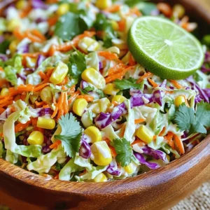 To make a fresh and tasty Mexican coleslaw, gather these key ingredients. First, you need two types of cabbage for color and crunch. I like to use: - 1 small head green cabbage, finely shredded - 1 cup purple cabbage, finely shredded Next, add some additional vegetables for flavor and texture. These will brighten up your dish: - 1 carrot, grated - 1 cup corn (fresh or canned, drained) - 1 red bell pepper, diced - 1 jalapeño, deseeded and minced (optional for extra heat) - 1/4 cup fresh cilantro, chopped Now, let’s create a creamy dressing that ties everything together. The dressing adds a zesty kick: - 1/4 cup mayonnaise - 2 tablespoons lime juice - 1 tablespoon honey (or agave syrup for a vegan option) - 1 teaspoon cumin - Salt and pepper to taste These ingredients come together to create a vibrant coleslaw. You can find the detailed instructions in the Full Recipe. Enjoy the fresh and flavorful delight! Start by shredding the cabbages. Use a sharp knife or a mandoline for this task. Shred one small head of green cabbage and one cup of purple cabbage. You want fine pieces for a great texture. Next, grate one carrot. This adds color and a sweet crunch. Now, dice one red bell pepper into small pieces. This will give a nice pop of flavor. If you like some heat, mincing one jalapeño is a great idea. Just remove the seeds if you want less spice. In a large bowl, combine all your fresh ingredients: the shredded cabbages, grated carrot, diced bell pepper, and minced jalapeño. Add one cup of corn and a quarter cup of chopped cilantro. Mix well to ensure even distribution. In a separate bowl, whisk together the dressing. Combine a quarter cup of mayonnaise, two tablespoons of lime juice, one tablespoon of honey, and one teaspoon of cumin. Add salt and pepper to taste. This dressing should be creamy and tangy. Taste the dressing and adjust the seasonings if needed. You may want more lime juice or honey, depending on your preference. Once your dressing is ready, pour it over the vegetable mix. Toss everything together thoroughly. You want each piece of vegetable coated in the dressing. Now, let the coleslaw chill in the refrigerator for at least 15 minutes. This step enhances the flavors and makes it even more refreshing. Serve chilled as a tasty side dish or a topping for tacos. You can find the complete details in the Full Recipe. To make your coleslaw shine, let it marinate. This helps the flavors mix well. I suggest chilling it for at least 15 minutes. This small step makes a big difference in taste. Always use fresh ingredients. Fresh cabbage and crisp veggies add crunch and vibrant color. They really make the dish pop. Want a spicy kick? Adjust the heat by adding jalapeño. Just deseed and mince it before mixing. If you want to swap ingredients, go ahead! You can use different veggies like radishes or even add fruits like mango. This gives a fun twist and fits your diet needs. This coleslaw is great as a taco topping. It adds a refreshing crunch. You can also pair it with grilled meats. It works well as a standalone side too. Whether you’re hosting a fiesta or enjoying a quiet meal, this coleslaw fits perfectly on any plate. For the complete recipe, check out the Full Recipe. {{image_2}} You can make this coleslaw heartier by adding protein. Shredded chicken works great. Just mix it in when you combine the veggies. Tofu is another option. It’s a great choice for vegetarians. Use firm tofu and shred it into small pieces. This adds texture and taste to the coleslaw. You don’t need to stick with mayonnaise. Yogurt is a healthier choice. It gives a nice tangy flavor. If you prefer vegan options, use vegan mayonnaise. You can also play with herbs and spices. Try adding dill or cilantro for a fresh twist. A pinch of chili powder adds a kick. Using seasonal vegetables can enhance your coleslaw. In summer, add fresh tomatoes or cucumbers. In winter, try shredded carrots or radishes. Adjust the flavors based on the season. A splash of apple cider vinegar brightens up winter dishes. Your coleslaw can be a fresh delight year-round! To keep your Easy Mexican Coleslaw fresh, store it in the refrigerator. Use an airtight container to prevent air from getting in. A glass jar or a plastic container works well for this. Make sure your coleslaw is cool before sealing it. This helps maintain its crunchiness. Your coleslaw can last about 3 to 5 days in the fridge. Check for signs of spoilage before eating. If it smells sour or looks wilted, it is best to toss it. Fresh ingredients keep it vibrant and tasty, so use them wisely. Can you freeze this coleslaw? Yes, but it may change in texture. If you want to freeze it, use a freezer-safe bag. Remove as much air as possible before sealing. When ready to eat, thaw it in the fridge overnight. To restore some crunch, mix in fresh veggies after thawing. For the complete recipe, check the Full Recipe link! To make this coleslaw, start by shredding the cabbages and grating the carrot. Then, dice the red bell pepper and mince the jalapeño if you want some heat. Mix all these fresh veggies together in a big bowl. In another bowl, whisk together the mayonnaise, lime juice, honey, cumin, salt, and pepper. Pour the dressing over the veggies and toss them well. Let it chill in the fridge for 15 minutes. This helps the flavors blend together nicely. Yes, you can make this coleslaw ahead. It stays fresh for about two days in the fridge. Just mix everything but the dressing. Store the veggies in one bowl and the dressing in another. When you're ready to serve, combine them. This keeps the veggies crisp and fresh. If you want a lighter option, try Greek yogurt. It adds creaminess and protein. Another good choice is avocado. Mash it up and mix it with lime juice for a healthy twist. You can also use vegan mayonnaise if you want a plant-based option. You can control the heat level. If you like it mild, skip the jalapeño. For a little kick, add it in. You can also adjust the amount based on your taste. If you want more spice, try adding chili powder or hot sauce. Serve this coleslaw chilled. It makes a great side dish for tacos or grilled meats. You can also pile it on top of tortillas for some crunch. For a pretty presentation, use a clear bowl to show off the colorful veggies. For detailed instructions, check out the Full Recipe. You learned how to make a tasty Mexican coleslaw using fresh vegetables and a simple dressing. The recipe includes tips for customization and storing leftovers. You can enjoy this coleslaw in many ways, like on tacos or with grilled meats. Remember to use fresh ingredients for the best flavor and adjust spice levels to suit your taste. This dish is versatile and perfect for any meal or occasion. Try it out and enjoy the fresh, crisp flavors!