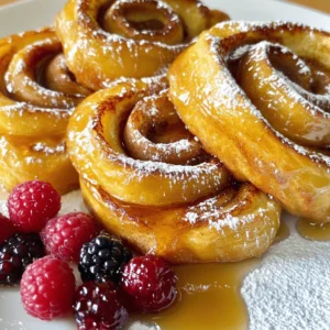 - 4 large cinnamon rolls (store-bought or homemade) - 4 large eggs - 1 cup milk (whole or almond) - 1 teaspoon vanilla extract - 1 teaspoon ground cinnamon - 1/4 teaspoon nutmeg (optional) - 2 tablespoons butter (for frying) - Powdered sugar (for dusting) - Maple syrup (for serving) To make Cinnamon Roll French Toast, gather these simple ingredients. You can use store-bought cinnamon rolls for ease or make your own if you prefer. I often choose almond milk for a nutty twist, but whole milk works just as well. The eggs create a rich batter that binds everything together. The key flavor notes come from the vanilla extract and ground cinnamon. You can add nutmeg for a warm spice touch. Always keep butter handy for frying, as it gives a nice golden color. Finally, have powdered sugar and maple syrup ready for a sweet finish. Trust me; these toppings elevate the dish! This recipe is quick and fun to make, perfect for breakfast or brunch. For the full recipe, check out the details above! - Slice the cinnamon rolls in half horizontally. - Gather all ingredients to make the process smooth. - In a large bowl, whisk together: - 4 large eggs - 1 cup milk (whole or almond) - 1 teaspoon vanilla extract - 1 teaspoon ground cinnamon - 1/4 teaspoon nutmeg (optional) This mix will soak into the cinnamon rolls. - Dip each cinnamon roll half into the egg mixture. Soak for 20-30 seconds on each side. - Heat a large skillet over medium heat and add 2 tablespoons of butter. - Once the butter melts, place the soaked cinnamon rolls cut side down. - Cook for 3-4 minutes until golden brown, then flip. - Cook the other side for an additional 2-3 minutes. - Ensure both sides are golden and the insides are warm. - Remove from the skillet and place on a plate. - Dust with powdered sugar and drizzle with warm maple syrup. These steps create a tasty dish you’ll enjoy. For the complete guide, check the Full Recipe. - Optimal frying temperature: Heat your skillet to medium heat. This keeps your French toast from burning. Use a small drop of water to test if the skillet is ready. If it sizzles, you’re good to go! - Ensuring even cooking: When frying, keep an eye on the cinnamon rolls. Flip them carefully to cook both sides evenly. If one side cooks faster, it may burn. - Garnishing ideas with berries: Fresh berries add color and flavor. Try strawberries, blueberries, or raspberries. Scatter them over your French toast for a pretty look. - Serving suggestions with syrup: Serve warm with a drizzle of maple syrup. You can also add a dusting of powdered sugar for sweetness. Stack them high on a plate for a delightful feast! For the full recipe, check out the detailed steps above to make this delicious dish! {{image_2}} You can spice up your cinnamon roll French toast in fun ways. One great option is to add a cream cheese filling. To do this, mix softened cream cheese with a bit of sugar and vanilla. Spread this mixture onto the cut sides of the cinnamon rolls before soaking them. This creates a rich, creamy taste that pairs well with the cinnamon. You can also experiment with different spices. Instead of just cinnamon, try adding ginger or cardamom. These spices give a warm and inviting flavor. You can even mix in some cocoa powder for a chocolate twist. Each spice can add a unique touch to this dish. If you need dairy-free options, you can use almond milk or coconut milk. These alternatives work well and keep the taste delicious. You can also swap out the eggs for a mix of ground flaxseed and water. This mix binds ingredients like eggs do. For those who need gluten-free alternatives, use gluten-free cinnamon rolls. Many stores carry these. Just ensure they are fresh and tasty. This way, everyone can enjoy cinnamon roll French toast, regardless of their dietary needs. For the full recipe, check the earlier section. To keep your Cinnamon Roll French Toast fresh, store leftovers in the fridge. Place slices in an airtight container to avoid drying out. They should stay good for up to three days. If you want to save them longer, consider freezing. Wrap each slice in plastic wrap, then place them in a freezer bag. They can last in the freezer for about two months. When you're ready to enjoy your leftover slices, there are a few easy ways to heat them up. You can use a microwave for a quick option. Just place a slice on a microwave-safe plate and heat for about 30 seconds. If you want a crispy texture, use a skillet. Heat a little butter in the pan and warm each slice for 1-2 minutes on each side. This will keep them nice and toasty. Can I use frozen cinnamon rolls? Yes, you can use frozen cinnamon rolls for this recipe. Just thaw them first. Place them in the fridge overnight or let them sit at room temperature for a few hours. Once thawed, slice them as directed in the recipe. Using frozen rolls saves time and still gives you great taste. How to make this recipe ahead of time? To prepare in advance, you can mix the egg batter and store it in the fridge. Slice the cinnamon rolls and soak them right before cooking. You can also cook them the night before and reheat them in the morning. This keeps your breakfast quick and easy. What’s the best way to ensure they don’t stick to the pan? To prevent sticking, use a non-stick skillet or add enough butter. Melt the butter until it sizzles, then add the soaked cinnamon rolls. Make sure to keep the heat at medium to avoid burning. It’s all about that perfect balance for a great cook! This blog post shows you how to make yummy cinnamon roll French toast. We covered the ingredients, from cinnamon rolls to eggs and spices. I provided clear steps to prepare and cook this tasty dish. Tips for cooking and presenting your meal were shared, along with fun variations and storage info. In closing, this recipe is easy and fun. You’ll impress everyone at breakfast. Enjoy every bite of this sweet delight!
