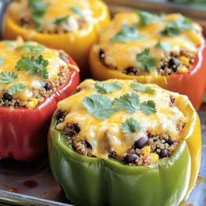 - Ground turkey - Bell peppers (any color) - Cooked quinoa - Black beans - Corn kernels - Diced tomatoes - Cumin and chili powder - Shredded cheese (cheddar or Mexican blend) - Fresh cilantro Ground turkey is a lean meat. It is great for health. Bell peppers add color and taste. You can use any color of bell pepper. They all work well in this dish. For additional ingredients, I like to add cooked quinoa. It gives extra protein and makes the meal filling. Black beans add fiber and a rich flavor. Corn kernels add a sweet crunch. Diced tomatoes keep everything moist and fresh. Seasoning is key. I use cumin and chili powder for a warm taste. You can adjust these spices based on your taste. Shredded cheese makes the dish creamy. I prefer cheddar or a Mexican blend. Fresh cilantro is a must for garnish. It adds a burst of flavor and looks pretty. To see how to prepare these ingredients, check the Full Recipe. You will love how everything comes together! Prepping bell peppers Start by slicing the tops off your bell peppers. Remove the seeds and membranes inside. This step is key for making them easy to fill. Place the peppers upright in a baking dish. This helps them stand strong while baking. Heating cooking oil In a large skillet, pour in 1 tablespoon of olive oil. Heat it over medium heat. This oil will help cook the turkey evenly and add flavor. Browning the ground turkey Add 1 pound of ground turkey to the hot skillet. Cook it for about 5 to 7 minutes. Stir it often until it turns brown. This step locks in flavor and ensures the meat cooks well. Adding seasonings Once the turkey is browned, stir in 1 teaspoon of cumin and 1 teaspoon of chili powder. Add salt and pepper to taste. Cook this mixture for another minute. Toasting the spices brings out their full flavor. Filling the peppers Remove the skillet from heat. Mix in 1 cup of cooked quinoa, 1 can of black beans, 1 cup of corn, and 1 cup of diced tomatoes. Stir everything well. Now, carefully spoon this turkey mixture into each bell pepper. Pack it down gently to fill them to the brim. Baking instructions and times Top each stuffed pepper with the remaining shredded cheese. Cover the baking dish with aluminum foil. Bake in a preheated oven at 375°F for 25 minutes. After that, remove the foil and bake for another 10 minutes. This makes the cheese melt and bubble. Once done, let them cool for a few minutes before serving. For the full recipe, check the details above. To ensure the turkey is fully cooked, use a meat thermometer. The turkey should reach 165°F (74°C). This keeps your meal safe and tasty. When you cook the turkey, break it apart with a spatula. This helps it brown evenly. For the right texture in your filling, do not overcook the turkey. Cooking it just right helps keep a juicy texture. Mixing in the quinoa, beans, and corn adds moisture. This also makes the filling hearty and satisfying. To boost flavor, think about using fresh herbs. Chopped cilantro or parsley can brighten the dish. You might also try smoked paprika for a deeper taste. A squeeze of lime juice can add a nice zing too. When it comes to cheese, you have options. Cheddar brings a rich flavor, while a Mexican blend adds a fun twist. For something different, try feta or goat cheese. These can give your meal a unique touch. Serve your stuffed peppers with a side salad. A fresh green salad balances the meal well. You can also add rice or a grain for more texture. For presentation, place the stuffed peppers upright on a plate. Garnish with fresh cilantro for color. Using a colorful plate makes the dish pop. This way, you create a feast for the eyes as well as the stomach. You can find the full recipe for Turkey Fiesta Stuffed Peppers to follow these tips and tricks! {{image_2}} You can switch out ground turkey for other meats. Chicken works well and has a lighter taste. Ground beef can add a richer flavor. If you want a plant-based option, use lentils or beans. Both give a nice texture and flavor. To spice up your meal, choose spicy or mild seasonings. You can add jalapeños for heat. Use smoked paprika for a nice twist. Adding more veggies can enhance the flavor, too. Try adding onions, zucchini, or spinach to the filling. They boost nutrition and taste. You can prepare this dish in different ways. A slow cooker version is easy and hands-off. Just mix the ingredients and let it cook all day. For a quicker option, try an Instant Pot. It cooks everything fast and keeps the flavors locked in. Both methods can yield a delicious meal. You can find the Full Recipe [here](#). To keep your stuffed peppers fresh, store any leftovers in an airtight container. Refrigerate them within two hours of cooking. They will stay good for up to three days. If you want to save them longer, freeze the peppers. Wrap each one in plastic wrap and then place them in a freezer-safe bag or container. They can last for up to three months in the freezer. When you're ready to enjoy your stuffed peppers again, you have a few options. The best method is to reheat them in the oven. Preheat your oven to 350°F (175°C). Place the peppers in a baking dish and cover with foil. Heat them for about 20 minutes, or until they are hot throughout. You can also use the microwave for a quick option. Place a pepper on a microwave-safe plate, cover it, and heat for 2-3 minutes. Check to ensure it's hot all the way through. Making stuffed peppers ahead of time is easy and fun. You can prepare the filling a day in advance. Cook the ground turkey and mix in all the ingredients. Store this mixture in the fridge. When you're ready, stuff the peppers and bake them. This saves time on busy days. You can also make a big batch and freeze them. Just follow the storing tips above. Then, you can enjoy a healthy meal anytime! For the full recipe, check out the Turkey Fiesta Stuffed Peppers. Yes, you can make this recipe ahead of time. Prepare the stuffed peppers but do not bake them. Cover the baking dish tightly and store it in the fridge for up to 24 hours. When ready to bake, add about 10 minutes to the cooking time. If you want to freeze them, wrap each pepper in plastic wrap and place them in a freezer bag. They can last up to three months in the freezer. Thaw them in the fridge overnight before baking. If you want to swap quinoa, there are several great options. You could use brown rice, couscous, or farro. For a low-carb choice, try cauliflower rice. Each option gives a different flavor and texture. Choose what you enjoy most or what you have at home. Ground turkey is safe to eat when it reaches an internal temperature of 165°F (74°C). The meat should be no longer pink and the juices should run clear. Use a meat thermometer to check the temperature. If you do not have one, you can cut into the meat to check for any pink color. Always prioritize food safety. Yes, this recipe can be gluten-free. All the main ingredients, like ground turkey and bell peppers, are gluten-free. Just ensure the canned beans and diced tomatoes do not contain gluten. You can also use gluten-free quinoa or rice. Always check labels to be safe. Stuffed peppers offer a tasty way to enjoy healthy meals. We discussed key ingredients like ground turkey, bell peppers, and flavorful seasonings. I shared step-by-step instructions to make cooking easy. Tips and variations help you customize your dish. Proper storage and reheating methods keep leftovers fresh and delicious. Overall, this recipe fits well into meal prep while being flexible and fun. Enjoy making these stuffed peppers!