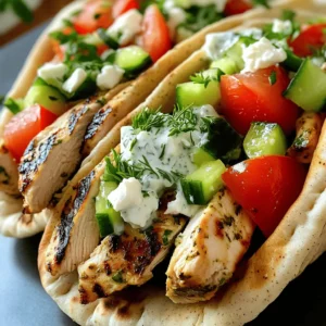 For a tasty Greek chicken gyro, you need specific ingredients. Here’s what you'll need: - 2 large chicken breasts, thinly sliced - 2 tablespoons olive oil - 2 teaspoons dried oregano - 1 teaspoon garlic powder - 1 teaspoon paprika - Salt and pepper to taste - 4 whole wheat pita bread - 1 cup Greek yogurt - 1 tablespoon lemon juice - 1 tablespoon fresh dill, chopped - 1 cucumber, diced - 1 tomato, diced - 1/2 red onion, thinly sliced - Feta cheese, crumbled (optional) - Fresh parsley for garnish Fresh produce is key in this dish. It brings out the flavors. Fresh herbs and vegetables add brightness. They make each bite feel fresh and vibrant. You can customize your gyros with extra ingredients. Here are some fun add-ins: - Sliced olives for a briny kick - Bell peppers for added crunch - Avocado for creaminess Herbs and spices can take your gyro to the next level. Fresh mint or cilantro can add a burst of flavor. A sprinkle of sumac can give a tangy twist. Use your favorite herbs to make the dish your own. For the complete recipe, check out the Full Recipe section. To start, you need to marinate the chicken. This step is key for flavor. In a large bowl, mix the sliced chicken with olive oil, oregano, garlic powder, paprika, salt, and pepper. Make sure every piece is well-coated. Let the chicken sit in the fridge for at least 30 minutes. This time helps the flavors soak in deeply. For perfect seasoning, use fresh spices whenever you can. They provide a bright taste. Adjust the salt based on your preference. If you like it spicy, add a pinch of cayenne pepper or chili flakes to the mix. Now, it’s time to cook the chicken. Preheat your grill or grill pan to medium-high heat. Once hot, add the marinated chicken slices. Grill them for about 5-7 minutes on each side. You want them golden brown and fully cooked. To check for doneness, cut a piece in the thickest part. If the juices run clear, it’s ready. Another visual cue is the nice char marks on the chicken. Once cooked, take the chicken off the heat and let it rest for a few minutes. This resting time keeps it juicy. Assembling your gyros is fun and easy. Start with a warmed pita. Place a good amount of grilled chicken in the center. Next, add diced tomatoes, red onions, and a generous dollop of tzatziki sauce. For a mess-free experience, fold the pita gently. Wrap it in parchment paper if you'd like. This wrap keeps everything together and makes it easier to eat. Enjoy your Greek Chicken Gyro! For the full recipe, check out the section above. For the best flavor, marinate the chicken for at least 30 minutes. If you have time, marinate for up to 2 hours. This allows the spices to soak in. Store marinated chicken in the fridge. Make sure to cover it well to keep out air and moisture. You can grill the chicken or bake it in the oven. If you bake, set the oven to 400°F. Place the chicken on a baking sheet and cook for 20-25 minutes. For chicken thighs, check for 165°F to ensure it's done. If you want to use different cuts, adjust the cooking time. Thicker pieces need more time to cook through. Greek Chicken Gyros go great with side dishes like Greek salad or roasted veggies. You can also serve them with crispy fries for a fun twist. For drinks, consider pairing with lemonade or a light white wine. These drinks complement the flavors well and make your meal complete. For the full recipe, check out the Mediterranean Greek Chicken Gyro . {{image_2}} You can easily swap chicken for plant-based foods. Tofu or seitan works great. They absorb flavors well and give a nice texture. When making tzatziki, use coconut yogurt or cashew cream. This keeps it creamy and flavorful. Add lemon juice and fresh herbs for a tasty twist. Spices can change the taste of your gyro. Try adding cumin or coriander for warmth. These spices give a unique flavor that pairs well with chicken. In Greece, gyros vary by region. In some areas, they use different meats or spices. Each region has its own special touch, so feel free to explore. Get creative with local ingredients. If you have fresh mango or pineapple, add those for a sweet touch. You can also use different types of bread, like naan or lavash. Fusion ideas can add fun to your meal. How about a BBQ chicken gyro? Use barbecue sauce instead of tzatziki for a smoky flavor. This makes your gyro unique and exciting. For the complete recipe, check out the Full Recipe. To keep your Greek Chicken Gyros fresh, store them in airtight containers. This helps prevent drying out. Wrap each gyro tightly in foil or parchment paper. Place them in the fridge for best results. Greek Chicken Gyros last about three days in the fridge. After that, they may lose flavor and texture. You can freeze the chicken and tzatziki sauce separately. For freezing, let the chicken cool completely first. Then place it in freezer bags, removing as much air as possible. For tzatziki, use a container with a tight lid. Your gyro components can stay fresh in the freezer for up to three months. To thaw, move them to the fridge overnight. Reheat the chicken in a skillet over medium heat for the best taste. Prepare ingredients ahead of time for busy nights. Marinate the chicken one day before cooking. You can also chop veggies and store them in separate containers. This saves time and makes assembly easier. When ready to eat, just warm the pita and fill it with your prepped ingredients. This way, you can enjoy a fresh Greek Chicken Gyro in minutes. For the full experience, check the Full Recipe for details. To make tzatziki sauce, you need a few simple ingredients. You will need: - 1 cup Greek yogurt - 1 tablespoon lemon juice - 1 tablespoon fresh dill, chopped - 1 cucumber, diced - A pinch of salt Start by mixing the Greek yogurt and lemon juice in a bowl. Then add the chopped dill and diced cucumber. Stir everything well. If you want a stronger flavor, add more lemon juice or dill. Adjust the salt to your taste. This sauce is fresh and creamy, perfect for gyros. Yes, you can use store-bought pita bread. It saves time and effort. However, homemade pita can taste better. Store-bought pita can be a bit dry, so here are some tips: - Warm the pita on a grill or in a skillet. This makes it soft and pliable. - Brush with olive oil before heating for extra flavor. - Sprinkle a little water on the pita before wrapping it in foil and heating it. This keeps it moist. These tricks can help you enjoy store-bought pita more. You can find great gyros at many restaurants and food trucks. Look for places that focus on Greek cuisine. Popular spots often have long lines. This shows that people love their food. Some places may even offer unique flavors. Homemade gyros can taste just as good as restaurant versions. You control the ingredients and flavors. You can also make them to your liking. Gyros have a rich history in Greek cuisine. They come from the Greek word “gyros,” which means “turn.” This name refers to the way meat cooks on a vertical rotisserie. Gyros became popular in Greece during the 1920s. They reflect the mix of cultures in Greek food. Gyros are more than just a meal. They represent Greek street food culture. Today, you can find gyros all over the world. Each place might add its twist. Overall, gyros show how food connects people and traditions. Greek Chicken Gyros offer a tasty meal filled with fresh flavors and spices. We explored essential ingredients and options to customize your gyros. I shared steps to prepare, cook, and assemble them perfectly. Don't forget the tips for marinating and serving for a fantastic dining experience. Whether you enjoy classic chicken or try a vegan twist, there's something for everyone. With these methods, you can bring the taste of Greece to your kitchen. Now, it's time to make your own gyros and delight in each bite!