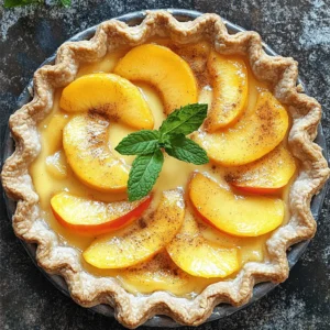 To make a fresh peach custard pie, gather these ingredients: - 4 ripe peaches, peeled, pitted, and sliced - 1 pre-baked 9-inch pie crust (store-bought or homemade) - 1 cup heavy cream - 1 cup whole milk - 3 large eggs - 3/4 cup granulated sugar - 1 teaspoon vanilla extract - 1/4 teaspoon salt - 1 tablespoon cornstarch - 1/2 teaspoon ground cinnamon - 1 tablespoon butter, diced - Fresh mint leaves for garnish (optional) Using ripe peaches is key. They should be firm yet slightly soft to the touch. This ensures your pie has a great flavor and texture. The heavy cream and whole milk give the custard a rich, creamy base. The eggs help set the custard and hold everything together. You can use a store-bought pie crust for convenience or make your own for a homemade touch. Cornstarch helps thicken the custard, while cinnamon adds a lovely warm spice. A bit of butter on top makes the pie even more delicious. This pie is a true celebration of summer. The combination of fresh peaches and creamy custard is hard to beat. You can find the full recipe for this delightful pie in the section above. Enjoy! To make this fresh peach custard pie, follow these easy steps. 1. Preheat your oven and prepare the custard: Set your oven to 375°F (190°C). In a medium bowl, whisk together the heavy cream, whole milk, eggs, granulated sugar, vanilla extract, salt, and cornstarch. Mix until smooth. This custard gives the pie its rich and creamy texture. 2. Arrange the peaches and pour the custard mixture: Peel, pit, and slice the peaches. Place them evenly in the bottom of your pre-baked pie crust. Sprinkle ground cinnamon over the peaches for added flavor. Next, pour the custard mixture over the peaches, making sure they are fully covered. This step infuses the peaches with custard goodness. 3. Baking time and cooling process: Bake your pie in the preheated oven for 45-50 minutes. Look for the custard to be set and the top lightly golden. Once done, remove the pie from the oven and let it cool at room temperature for at least one hour. This cooling time helps the filling firm up. After that, refrigerate the pie for at least two hours before serving. This wait enhances the flavors and texture. For the full recipe, check out the details above. Enjoy your baking! When picking fresh peaches, look for these traits: - Color: Choose peaches that are a golden-yellow color. Avoid green spots. - Feel: Gently squeeze the peach. It should give slightly but not be too soft. - Fragrance: Ripe peaches have a sweet smell. If they smell good, they are likely ready. If your peaches are still hard, you can ripen them quickly. Place them in a paper bag at room temperature. This traps the ethylene gas, speeding up ripening. Check daily until they are soft and fragrant. One common problem is a soggy crust. To avoid this, blind bake your crust. This means baking it before adding the filling. Use pie weights to help keep the crust in shape. Another issue is custard that doesn’t set. If your custard is runny, it could mean it didn’t bake long enough. Make sure to bake until the edges are firm and the center is slightly jiggly. It will set more as it cools. For serving, slice the pie into wedges. Each slice looks great with a sprig of fresh mint on top. This adds a nice touch of color. Serve with a dollop of whipped cream on the side. This adds creaminess and makes every bite even better. Enjoy your beautiful and tasty pie! For a complete recipe, check out the Full Recipe. {{image_2}} You can switch out peaches for other stone fruits. Nectarines add a nice twist. Their flavor is sweet and juicy, just like peaches. You can also try plums. Plums bring a tart taste that balances well with the sweet custard. If you want more fun, mix several fruits together. Combine peaches, nectarines, and plums for a flavor explosion. Each fruit adds its unique touch. This mix makes each bite an adventure. To make this pie even better, think about adding spices. Nutmeg gives a warm, cozy taste. Just a pinch can elevate the pie. Cardamom adds a hint of spice and sweetness. Both spices work well with peaches. You might also like to add chocolate or caramel. Swirls of chocolate can create a rich flavor. Caramel adds sweetness and a sticky texture. These enhancements can turn a simple pie into a dessert masterpiece. For the full recipe, check out the [Full Recipe]. To store leftover pie in the fridge, first cover it with plastic wrap or aluminum foil. This keeps the pie fresh and prevents it from drying out. You can also use an airtight container if you prefer. For the best taste, eat the pie within three to four days. After that, the texture and flavor may start to fade. If you want to freeze the pie, wait until it cools completely. Wrap the pie tightly in plastic wrap, then cover it with aluminum foil. This double layer helps prevent freezer burn. You can keep it frozen for up to three months. When you're ready to enjoy it, take the pie out of the freezer and let it thaw in the fridge overnight. For the best texture, warm it in the oven at 350°F (175°C) for about 15 minutes before serving. This way, the custard will regain its creamy delight. Yes, you can use canned peaches. Canned peaches save time and are easy to find. However, they often have added sugar. Fresh peaches have a better taste and texture. When using canned peaches, drain them well to avoid excess liquid. This helps prevent a soggy pie. If you choose fresh, look for ripe ones. They should feel soft but not mushy. Using fresh gives your pie a bright flavor. The pie lasts about three to four days in the fridge. For the best taste, cover it with plastic wrap or foil. This keeps it fresh. If you leave the pie at room temperature, eat it within two hours. Bacteria can grow quickly in warm conditions. To enjoy it later, refrigerate right after it cools. You can make the custard a day in advance. Store it in the fridge in an airtight container. When you're ready, pour the custard over the peaches in the pie crust. Just remember, the custard may thicken a bit. Whisk it gently before using. This helps it return to a smooth consistency. If your custard doesn’t set, it could be because of undercooked eggs. Make sure you bake it long enough. The custard should be firm yet slightly jiggly in the center. Another reason could be too much liquid. Follow the recipe closely, especially with cream and milk. If it doesn't set, you can try to bake it a bit longer. If all else fails, you can turn it into a delicious parfait! This blog post guides you through making a peach pie that shines. We covered the ingredients, step-by-step instructions, tips on selecting ripe peaches, and how to avoid common issues. You learned ways to present and store your pie, plus some fun variations. As you bake, remember that fresh ingredients and careful techniques matter. Enjoy your peach pie, and share it with others. Happy baking!