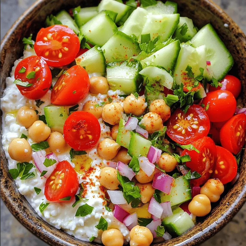 Cottage Cheese and Chickpea Salad Bowl Fresh Delight