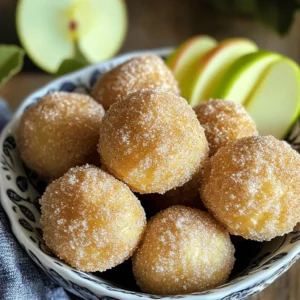 - 1 cup apple cider - 2 cups all-purpose flour - 1 cup granulated sugar - 1/2 cup unsweetened applesauce - 1 large egg - 1/4 cup unsalted butter, melted and cooled The main ingredients create a base for these doughnut holes. Apple cider adds a sweet, tangy flavor. All-purpose flour provides structure. Sugar gives them sweetness, while applesauce keeps them moist. The egg binds the mixture. Melted butter adds richness and flavor. - 2 teaspoons baking powder - 1 teaspoon baking soda - 1 teaspoon ground cinnamon - 1/2 teaspoon nutmeg - 1/2 teaspoon salt These spices and leavening agents are key for taste and texture. Baking powder and soda help the doughnut holes rise. Cinnamon adds warmth, and nutmeg gives a hint of spice. Salt balances the sweetness and enhances flavors. - 1/2 cup granulated sugar (for rolling) - 1 tablespoon ground cinnamon (for rolling) The coating makes these doughnut holes special. Rolling them in sugar and cinnamon creates a sweet crust. This adds a delightful crunch that contrasts with the soft inside. Each bite bursts with flavor, making them irresistible. Try the Full Recipe for all the steps to create these delicious treats! 1. Preheat your oven to 350°F (175°C). Lightly grease a mini muffin pan or use a silicone mold. 2. In a small saucepan, boil the apple cider over medium heat. Then, reduce it to a simmer. Let it cook down to about 1/2 cup. This takes about 10-15 minutes. Once done, let it cool slightly. 3. In a large mixing bowl, whisk together the flour, 1 cup sugar, baking powder, baking soda, cinnamon, nutmeg, and salt. Make sure these dry ingredients mix well. 4. In another bowl, mix the applesauce, egg, vanilla extract, and melted butter. Once your apple cider cools a bit, stir it into this mixture. 5. Now, combine the wet and dry ingredients. Stir gently until just mixed. It's okay if a few lumps remain. Do not overmix. 6. Using a small cookie scoop or spoon, fill each mold about 2/3 full with the batter. 7. Bake for 10-12 minutes. Check for doneness with a toothpick. If it comes out clean, they are ready. Allow them to cool in the pan for about 5 minutes. Then, transfer them to a wire rack. 8. In a shallow bowl, mix the remaining 1/2 cup of sugar with 1 tablespoon of ground cinnamon. 9. While still warm, roll each doughnut hole in the cinnamon-sugar mixture. Ensure they are well coated. 10. Serve warm or let them cool completely on the rack. Enjoy your delicious treats! For the full recipe, check out the details above. To make your doughnut holes perfect, avoid overmixing the batter. When you mix, do it gently. A few lumps are okay. Overmixing can make them tough and chewy. You want them light and fluffy. Checking for doneness is also key. Bake them for 10 to 12 minutes. Use a toothpick to test. Insert it into the center. If it comes out clean, they are ready. If it has batter on it, bake for a few more minutes. When serving, make them look great! Arrange the doughnut holes in a pretty bowl or on a plate. You can dust them with extra cinnamon sugar for a nice touch. Adding apple slices makes it festive and colorful. The best way to enjoy these doughnut holes is warm. They taste great fresh from the oven. You can also let them cool and enjoy them later. For drinks, apple cider pairs wonderfully with these doughnut holes. A hot cup of cider warms you up. You can also serve them with a glass of milk for a classic treat. For dips, try caramel sauce or chocolate sauce. These add a fun twist. You can also serve them with a sweet cream cheese dip. This will make your treats even more delightful. For the full recipe, check out the details provided earlier. {{image_2}} You can enhance the flavor of your doughnut holes. Try adding spices like ginger or cardamom. These spices bring warmth and depth to each bite. They add a nice twist to the classic cinnamon flavor. You can also mix in chocolate chips or nuts. Chocolate chips give a sweet surprise, while nuts add crunch. These additions make every doughnut hole unique. If you need gluten-free options, almond flour works great. It keeps the doughnut holes light and fluffy. For a sugar-free version, use a sugar substitute. There are many good options on the market today. These changes let everyone enjoy these treats without worry. You can adapt your doughnut holes for the seasons. For fall, consider a pumpkin spice version. Just add pumpkin puree and pumpkin spice to the mix. It brings a cozy flavor perfect for autumn. You can also swap out the apples for other fruits. Try using pears or cranberries for a fun twist. Each fruit adds its own special taste, keeping things fresh and exciting. For the full recipe, check out the [Full Recipe]. To keep your baked cinnamon sugar apple cider doughnut holes fresh, place them in an airtight container. This helps lock in moisture and flavor. You can also use a resealable plastic bag. Make sure to cool them completely before storing. If you leave them out at room temperature, they will stay fresh for about 2 days. If you want to save some for later, you can freeze them! First, let the doughnut holes cool fully. Then, place them in a single layer on a baking sheet. Freeze them for about 1 hour. Once frozen, transfer them into a freezer bag. Squeeze out excess air before sealing. To reheat, just pop them in the oven at 350°F (175°C) for about 10 minutes. They will taste fresh again! At room temperature, these doughnut holes last about 2 days. In the fridge, they can last up to a week. The cold air helps keep them fresh longer. But, they may lose some softness. For the best taste and texture, enjoy them fresh or within a few days. For the full recipe, check out the details above! To check for doneness, use a toothpick. Insert it into the center of a doughnut hole. If it comes out clean, they are ready. The baking time is about 10-12 minutes. Keep an eye on them. Overbaking can make them dry. Yes, you can prep these doughnut holes in advance. Mix the dry ingredients and the wet ones separately. Store each in airtight containers. You can also bake them a day ahead. Just let them cool completely before storing. To reheat, preheat your oven to 350°F. Place the doughnut holes on a baking sheet. Heat for about 5-7 minutes. This keeps them warm and soft. You can also microwave them for about 10 seconds. However, the oven gives better results. Yes, you can use regular doughnut pans. Just adjust the baking time. Larger doughnuts may need 12-15 minutes to bake. Check them with a toothpick, as mentioned before. Enjoy your delicious baked cinnamon sugar apple cider doughnut holes! For the full recipe, check the main section. You learned how to make delicious doughnut holes with simple ingredients and steps. By following our easy recipe, you can create a tasty treat everyone will love. Remember to check for doneness and avoid overmixing. Get creative with flavors or modifications to suit your tastes. Storing them right keeps them fresh longer. Enjoy your baking journey, and don’t forget to share these treats with friends! You might just inspire others to bake too. Happy baking!