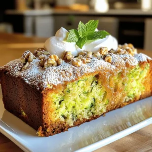 To make this easy zucchini cake, gather these items: - 2 cups grated zucchini (about 2 medium zucchinis) - 1 ½ cups all-purpose flour - 1 cup granulated sugar - ½ cup vegetable oil - 3 large eggs - 1 teaspoon vanilla extract - 1 teaspoon baking soda - 1 teaspoon baking powder - ½ teaspoon salt - 2 teaspoons ground cinnamon You can add these for more taste: - ½ cup chopped walnuts - Zest of 1 lemon - 1 tablespoon lemon juice When picking zucchini, look for these signs: - Firm and smooth skin without blemishes. - Bright green color for freshness. - Smaller zucchinis tend to be sweeter. - Avoid large zucchinis as they may be bitter. Using fresh zucchini makes a big difference in taste. Grating the zucchini helps it blend well in the cake. Plus, it adds moisture, keeping the cake soft and delicious. If you follow the full recipe, your cake will shine with flavor and texture! Start by preheating your oven to 350°F (175°C). This step is key for even baking. While the oven heats, prepare your pan. Grease a 9x5-inch loaf pan with butter or oil. You can also use parchment paper for easy removal later. In a large mixing bowl, add 2 cups of grated zucchini, 1 cup of granulated sugar, and ½ cup of vegetable oil. Use a fork or whisk to mix these ingredients well. Make sure they are fully combined. Now, crack in 3 large eggs. Add 1 teaspoon of vanilla extract, the zest of 1 lemon, and 1 tablespoon of lemon juice. Whisk everything together until the mixture is smooth and creamy. In a separate bowl, gather your dry ingredients. Combine 1 ½ cups of all-purpose flour, 1 teaspoon of baking soda, 1 teaspoon of baking powder, ½ teaspoon of salt, and 2 teaspoons of ground cinnamon. Use a whisk to mix these dry ingredients until they are well blended. Now, it’s time to mix the wet and dry ingredients. Gradually add the dry mixture to the wet ingredients. Stir gently until just combined. Be careful not to overmix, as this can make the cake tough. If you want a nice crunch, fold in ½ cup of chopped walnuts. Pour the batter into your prepared loaf pan. Spread it evenly with a spatula. Bake in your preheated oven for 50-60 minutes. Check if it's done by inserting a toothpick in the center. If it comes out clean, your cake is ready! Let it cool in the pan for about 10 minutes, then transfer to a wire rack to cool completely. For the full recipe, follow the steps above! To keep your zucchini cake moist, make sure to use fresh zucchini. Grating it adds moisture. You can also squeeze out some water, but leave some in for flavor. Using oil instead of butter helps too. It keeps the cake tender and soft. Don't overbake! Check the cake with a toothpick. If it comes out clean, take it out right away. One common mistake is overmixing the batter. Mix until just combined. Overmixing can make the cake tough. Another mistake is using too much flour. Measure correctly, and don’t pack the flour down. Also, don’t skip the lemon zest. It adds a bright flavor that makes the cake pop. Serve your zucchini cake with a light dusting of powdered sugar on top. A sprig of mint adds a nice touch. For extra indulgence, add a dollop of whipped cream or a scoop of vanilla ice cream. It pairs well with a cup of tea or coffee. Enjoy it warm or at room temperature. You can even toast slices for a unique twist! For the full recipe, check the section above. {{image_2}} You can add more flavor to your zucchini cake by using spices. Ground cinnamon is a great start. It gives warmth and depth. You can also try nutmeg or ginger for a different twist. A pinch of cardamom adds a nice touch too. Mix and match spices to find your favorite flavor blend. If you have dietary needs, you can change some ingredients. For a gluten-free cake, use almond or coconut flour. You can replace sugar with honey or maple syrup for a natural sweetener. If you want a dairy-free option, use coconut oil instead of vegetable oil. This keeps the cake moist and tasty. Toppings can make your zucchini cake shine. A simple dusting of powdered sugar looks nice. You can also add whipped cream for a light touch. Cream cheese frosting is a sweet and rich option. Try a lemon glaze made with lemon juice and powdered sugar for a zesty finish. You can even top it with fresh fruits or nuts for extra flavor and texture. For the full recipe, check out the Zesty Zucchini Delight Cake 🥒. To keep your zucchini cake fresh, wrap it well in plastic wrap. You can also place it in an airtight container. This helps prevent it from drying out. Store it in a cool, dry place like your kitchen counter. If you live in a warm area, the fridge is a better choice. Always let the cake cool completely before storing it. When stored properly, zucchini cake lasts about 3 to 5 days at room temperature. In the fridge, it can stay fresh for about a week. If you notice any signs of mold or an off smell, it’s best to toss it. Always use your senses to check if it’s still good to eat. For long-term storage, freezing is a great option. To freeze, slice the cake first. Wrap each slice tightly in plastic wrap. Then place the wrapped slices in a freezer bag. This helps keep them fresh for up to 3 months. When you’re ready to enjoy it, simply thaw in the fridge overnight. You can also warm it in the microwave for a quick treat. For the full recipe, check back to see how to make this delightful cake! Yes, you can use frozen zucchini. Thaw it first and drain excess water. Frozen zucchini works well in cakes. It gives moisture and flavor. Just make sure to squeeze out the water. This keeps your cake from being too wet. No, peeling zucchini is not necessary. The skin adds color and nutrients. It also helps the cake stay moist. If you prefer a smoother texture, you can peel it. But, I recommend keeping the skin for the best flavor. To make this cake gluten-free, use a gluten-free flour blend. Look for one that measures cup-for-cup. This makes it easy to substitute without adjusting the other ingredients. You can also use almond flour or coconut flour. Just watch the texture and moisture. You can replace eggs with applesauce or mashed bananas. Use 1/4 cup of either for each egg. This adds moisture and a slight sweetness. You can also use flaxseed meal. Mix 1 tablespoon of flaxseed with 2.5 tablespoons of water. Let it sit for a few minutes to thicken before adding it to the batter. This blog post covered all you need for a great zucchini cake. We talked about ingredients, step-by-step instructions, and tips to make it the best. You found ways to add flavor and smart storage tips. Remember, fresh zucchini is key for taste and texture. With these insights, you'll bake confidently. Enjoy your delicious creation, and don’t hesitate to experiment with variations. Your zucchini cake will impress everyone!