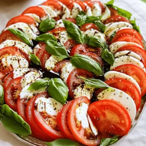 - 4 ripe tomatoes, sliced - 1 cup fresh basil leaves - 8 ounces fresh mozzarella, sliced - 1/4 cup balsamic glaze - 2 tablespoons extra virgin olive oil - Salt and pepper to taste The heart of a Caprese salad lies in fresh ingredients. I love using ripe tomatoes. They should be juicy and sweet. Look for tomatoes that are firm but give slightly when you squeeze them. This ensures they have great flavor. Next, I always choose fresh basil leaves. The aroma of basil adds a special touch to the dish. You can tear the leaves for a rustic look or place them whole for a burst of flavor. Fresh mozzarella is a must for this salad. It should be soft and creamy. The texture of the cheese complements the tomatoes perfectly. To dress the salad, I use balsamic glaze. It adds a sweet and tangy flavor. Extra virgin olive oil brings richness to the dish. A sprinkle of salt and pepper enhances all the flavors. These ingredients come together to create a simple yet elegant dish. For the full recipe, check out the instructions above. Start by arranging alternate slices of tomato and mozzarella on a large plate. Overlap them slightly for a nice look. This step makes your salad vibrant and inviting. Next, tuck fresh basil leaves between the layers. The aroma of basil adds a fresh twist. Now, drizzle the olive oil all over the salad. This step enhances the fresh flavors of the tomatoes and cheese. Then, take the balsamic glaze and drizzle it in a zigzag pattern. This adds a beautiful finish and a touch of sweetness. Season your salad lightly with salt and pepper. This small step amplifies the taste of each ingredient. Allow the salad to rest for about five minutes. This lets the flavors mix and become even more delicious. For the complete recipe, check the Full Recipe section. When making Caprese salad, you need ripe tomatoes. Look for tomatoes that feel heavy and firm. Their color should be vibrant, signaling ripeness. A great choice is the heirloom variety. These tomatoes are juicy and sweet. Next, opt for high-quality mozzarella. Fresh mozzarella is best for this dish. It should feel soft but not mushy. Look for mozzarella packed in water for extra freshness. The creaminess of the cheese pairs well with the tomatoes. For plating, arrange the tomato and mozzarella slices in a circle. Overlap them slightly to create a beautiful pattern. You can also stack them vertically for a fun twist. Use a large white plate to let the colors pop. When garnishing, sprinkle fresh basil leaves on top. You can also add a few whole leaves around the plate. This adds color and freshness to your dish. A drizzle of balsamic glaze creates an eye-catching finish. To season your salad, use a pinch of salt. This brings out the natural sweetness of the tomatoes. Freshly cracked black pepper adds a nice kick. If you want to add more toppings, consider avocado or pine nuts. These add creaminess and crunch. You could also try a sprinkle of crushed red pepper for some heat. For the full recipe, check here: [Full Recipe]. {{image_2}} You can easily change the classic Caprese salad for more flavor. Adding avocado gives a creamy texture. Just slice ripe avocado and layer it with the tomatoes and mozzarella. Another great option is arugula. Its peppery taste adds a nice kick. Toss in a handful of arugula between the layers for a fresh twist. You might also try using burrata cheese instead of mozzarella. Burrata has a rich, creamy center that melts in your mouth. It takes the salad to a new level of indulgence. You can enhance the flavors of your Caprese salad with a splash of lemon juice. Squeeze fresh lemon juice over the top right before serving. The acidity brightens all the flavors. You can also experiment with flavored balsamic vinegars. There are many types available, like fig or raspberry. Each adds a unique taste and sweetness to your dish. Try swapping the regular balsamic for these options to surprise your guests. If you're looking to make a vegan-friendly version, simply replace mozzarella with a plant-based cheese. There are many great options on the market today. You can also make it gluten-free by ensuring your balsamic glaze has no additives. Most balsamic glazes are gluten-free, but check the label to be sure. These small changes can make the salad fit various diets without losing its delicious charm. To keep your Caprese salad fresh, store it in an airtight container. This method locks in the flavors. Place it in the fridge right after you make it. The salad stays fresh for about 1 to 2 days. After that, the tomatoes may get mushy. Freezing Caprese salad is not ideal. The cheese and tomatoes do not freeze well. However, you can freeze the balsamic glaze. Pour it into ice cube trays. Once frozen, transfer the cubes to a bag. They last for about 3 months. When ready to use, thaw the glaze in the fridge overnight. To avoid sogginess, store each ingredient separately. Keep tomatoes, cheese, and basil apart. This method helps retain their textures. For basil, wrap it in a damp paper towel. Then, place it in a plastic bag. This keeps it fresh for longer. Caprese Salad hails from Italy, specifically the island of Capri. This dish celebrates fresh, local ingredients. The classic blend of tomatoes, mozzarella, and basil represents the colors of the Italian flag. It first appeared in the early 20th century. Locals enjoyed it as a simple, refreshing meal. Today, many people love it worldwide. Yes, you can prepare parts of the salad in advance. Slice the tomatoes and mozzarella a few hours before serving. Keep them in the fridge to stay fresh. However, wait to add the basil until just before serving. It looks best when fresh. Drizzle the olive oil and balsamic glaze right before you eat. This way, the flavors stay bright and lively. If you don’t have balsamic glaze, try these options: - Balsamic vinegar: Use it straight or mix with a bit of honey. - Red wine vinegar: This adds a tangy kick. - Honey mustard dressing: It gives a sweet and tangy flavor. - Ranch dressing: A creamier option that pairs well with the salad. These alternatives change the taste but still enhance your salad. In this article, we explored the fresh ingredients and steps for making a Caprese salad. We covered how to arrange ripe tomatoes and mozzarella, add basil, and enhance flavors with olive oil and balsamic glaze. I shared tips for choosing the best produce and creative ways to present your dish. Remember to store leftovers properly to keep them fresh. Caprese salad is a simple, tasty dish that you can customize. Enjoy making your own version of this classic salad!