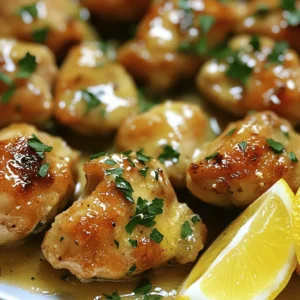 - 1 lb (450g) chicken breast - 4 tablespoons unsalted butter - 4 cloves garlic - 1 teaspoon dried oregano - 1 teaspoon dried thyme - 1 teaspoon paprika - Salt and pepper to taste - 2 tablespoons fresh parsley, chopped (for garnish) - Lemon wedges (for serving) In this dish, chicken is the star. Chicken breast is best for its tenderness. I love using fresh garlic; it gives the best flavor. Unsalted butter adds richness and helps the garlic shine. Let’s talk about seasonings. Dried oregano and thyme add earthy notes. A sprinkle of paprika gives a warm kick. Salt and pepper enhance all the flavors. Don’t forget the parsley! It adds a fresh pop of color. Lemon wedges are important too. They bring a zesty brightness that makes each bite sing. These simple ingredients come together to create a flavor explosion. Find the Full Recipe to see how to make it all come together. First, we need to season the chicken. Take your 1 lb of chicken breast and cut it into bite-sized pieces. Sprinkle salt, pepper, paprika, and a pinch of dried oregano all over the chicken. Mix it well so every piece is coated with the spices. This step builds a lot of flavor for your bites. Next, melt the butter. Grab a large skillet and place it over medium heat. Add 4 tablespoons of unsalted butter. Watch it closely as it melts and foams. You want it to melt without turning brown. This butter will give your chicken a rich taste. Now, let’s sauté the garlic. Add 4 minced cloves of garlic to the melted butter. Stir it for about 1-2 minutes until it smells amazing. Be careful not to let the garlic burn, as burnt garlic can taste bitter. Then, it’s time to cook the chicken. Place the seasoned chicken pieces into the skillet. Cook them for about 5-7 minutes, stirring often. You want them to turn golden brown and be fully cooked. This is when the chicken absorbs all the garlic butter goodness. After the chicken is cooked, add herbs for extra flavor. Sprinkle 1 teaspoon of dried thyme and the remaining oregano over the chicken. Stir it well so the herbs mix in, creating a lovely aroma and taste. Now for the fun part—plating the chicken bites. Carefully transfer the golden chicken bites to a serving plate. This is where you can make it look pretty. For the final touch, garnish with fresh parsley. Take 2 tablespoons of chopped parsley and sprinkle it over the chicken. It adds a pop of color. Serve with lemon wedges on the side for a zesty kick. Enjoy every bite of your garlic butter chicken bites! For the full recipe, check out the details above. - Best practices for sautéing garlic Sauté garlic over medium heat. Use unsalted butter for a rich taste. Keep an eye on it. Stir often, and don’t let it brown. Burnt garlic can taste bitter. - How to achieve juicy chicken bites Cut chicken into even pieces. This ensures they cook at the same rate. Season well with salt, pepper, and paprika for flavor. Sauté chicken until golden brown, about 5-7 minutes. Don’t overcrowd the pan; it can steam instead of sear. - Adjusting flavors to suit your taste Feel free to tweak the seasonings. Add more oregano or thyme if you love herbs. For a kick, try adding chili flakes. Taste as you go to find your perfect blend. - Alternatives to traditional herbs and spices If you want a twist, use fresh herbs like basil or cilantro. You can also try lemon zest for a bright flavor. Get creative with spices like cumin or curry powder. Each change can lead to a new flavor explosion! For the full recipe and guidance on making these bites, check out the Full Recipe. {{image_2}} You can make this dish healthier with a few swaps. - Using chicken thighs instead of breasts: Chicken thighs have more flavor. They stay juicy, even with cooking. If you want a richer taste, thighs are a great choice. - Low-fat butter substitutes: You can use olive oil or a light butter spread. These options cut fat but keep the dish tasty. Want to kick up the taste? Here are some fun ways to add flavor. - Adding chili flakes for spice: If you like heat, sprinkle in some chili flakes. This simple addition makes the bites pop with flavor. Adjust the amount based on your spice level. - Incorporating different herbs like basil or cilantro: Fresh herbs brighten up the dish. You can mix in basil, cilantro, or even thyme for a twist. Experiment with your favorite herbs to find a blend you love. How you serve the chicken bites can change the meal. - Pairing garlic butter chicken bites with sides: Consider serving these bites with rice, veggies, or a fresh salad. Each side adds a nice touch and balances the meal. - Transforming into a chicken pasta dish: You can also toss the chicken bites with pasta. Add some cream or a light sauce for a full meal. This twist takes the dish to a new level. Explore the Full Recipe for more ways to enjoy these garlic butter chicken bites! You can prepare the chicken bites in advance. Season the chicken and store it in the fridge. This keeps the flavors fresh. You can make them up to a day ahead of time. If you cook the chicken, it stays good in the fridge for about 3 to 4 days. Make sure to seal it in an airtight container. Freezing chicken bites is easy. Let them cool completely before freezing. Place them in a single layer on a baking sheet. Freeze them for a few hours until solid. Then, transfer them to a freezer bag. Remove as much air as possible to avoid freezer burn. When you're ready to eat, reheating is key. You can use an oven or a skillet. For the oven, preheat it to 350°F (175°C). Bake for about 15 minutes. For a skillet, heat a little butter over medium heat and cook until warmed through. This keeps the chicken bites tasty and juicy. Garlic butter chicken bites last about 3 to 4 days in the fridge. To keep them fresh, store them in an airtight container. This helps prevent them from drying out. Reheat them in a skillet for the best flavor. Yes, you can use frozen chicken for this recipe. Just make sure to thaw it completely before cooking. This helps the chicken cook evenly and absorb all the tasty garlic butter flavor. Several sides pair well with garlic butter chicken bites. Here are some great options: - Steamed vegetables like broccoli or green beans - Garlic bread for a crunchy contrast - A fresh salad for a light touch - Rice or quinoa to soak up the garlic butter To make this recipe dairy-free, swap the unsalted butter with a dairy-free alternative. You can use olive oil or plant-based butter. Both will still keep the chicken juicy and tasty. The Full Recipe details are easy to follow. Gather these ingredients: - 1 lb (450g) chicken breast, cut into bite-sized pieces - 4 tablespoons unsalted butter - 4 cloves garlic, minced - 1 teaspoon dried oregano - 1 teaspoon dried thyme - 1 teaspoon paprika - Salt and pepper to taste - 2 tablespoons fresh parsley, chopped (for garnish) - Lemon wedges (for serving) This dish is quick to prepare and full of flavor. Enjoy making it! In this article, we explored how to make garlic butter chicken bites. We covered key ingredients, from chicken to spices. You learned step-by-step instructions for preparing and cooking. I provided tips for juicy results and creative flavor variations. Remember, this dish is versatile and easy to adjust to your taste. Enjoy experimenting with sides and storage options. Your next meal will impress with these tasty chicken bites!