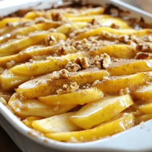 To make an Easy Apple Casserole, you need a few simple ingredients. Here’s a list to help you gather what you need: - 4 medium apples, peeled and sliced - 1 cup oats - 1 cup brown sugar - 1 teaspoon ground cinnamon - ½ teaspoon nutmeg - ½ cup walnuts or pecans, chopped (optional) - ½ cup unsalted butter, melted - 1 cup milk - 1 teaspoon vanilla extract These ingredients create a warm, cozy dish that bursts with flavor. The apples bring sweetness and tang, while the oats add a nice texture. Brown sugar gives it that rich taste, and the spices make it truly special. If you want a little crunch, add some nuts. They give a great contrast to the soft apples. You can find the full recipe detailed later in the article. It’s an easy way to whip up a delicious dessert or side dish that everyone will love. Plus, it’s perfect for sharing! Start by peeling and slicing the apples. You want them thin so they cook evenly. Granny Smith or Honeycrisp apples work best. In a large bowl, combine the sliced apples with oats, brown sugar, ground cinnamon, nutmeg, and chopped nuts if you choose to use them. Mix well to coat the apples evenly with the dry ingredients. Next, in another bowl, whisk together the melted butter, milk, and vanilla extract. This mixture adds moisture and flavor to the casserole. Pour this wet mixture over the apple and oat mix. Stir gently to combine everything without breaking the apples. Choose a 9x13-inch baking dish for this recipe. Grease the dish well to prevent sticking. Preheat your oven to 350°F (175°C). Once your oven is ready, pour the apple mixture into the greased dish. Spread everything evenly for even baking. Bake in the preheated oven for 40 to 45 minutes. You want the apples to be tender and the top to turn golden brown. Keep an eye on it towards the end. Let the casserole cool for about 10 minutes after baking. This helps the flavors settle and makes it easier to serve. You can enjoy it warm on its own or add a scoop of vanilla ice cream on top for extra yum! To make the best apple casserole, choose the right apples. I recommend using Granny Smith or Honeycrisp apples. They hold their shape well and add a nice tart flavor. Granny Smith apples are crisp and tart, while Honeycrisp apples are sweet and juicy. Mixing these varieties can give you a great balance of taste and texture. One key to a great casserole is avoiding a soggy bottom. To do this, make sure to drain excess juice from the apples. You can also place the casserole on a baking sheet to catch any spills. When it comes to spices, balance is important. Stick with cinnamon and nutmeg for warm flavors. Too much spice can overpower the apples. Serving your casserole warm with ice cream is a must. Vanilla ice cream complements the flavors nicely. You can also add toppings like whipped cream or chopped nuts. For a fun twist, drizzle caramel sauce over the top. This adds sweetness and makes your dish look stunning. Enjoy your delicious creation! {{image_2}} You can easily make this apple casserole gluten-free. Simply substitute the oats with gluten-free oats. Many brands offer these, so check the label. This swap keeps the texture while making it safe for those avoiding gluten. For sweeteners, try alternatives like maple syrup or coconut sugar. These options add a unique flavor and keep the dish healthy. Adjust the amount to your taste. Want to jazz up your casserole? Add dried fruits like raisins or cranberries. These fruits bring a chewy texture and a sweet burst. You can also sprinkle in chocolate chips for a fun twist. The chocolate melts into gooey pockets, adding rich flavor with each bite. Seasonal fruits are a great way to change this casserole. Try adding ripe pears or juicy peaches. They blend well with apples and bring a fresh taste. For holidays, think about cranberries. Their tartness will balance the sweetness and add a festive touch. These variations keep the recipe lively and fun. Explore these options to find your favorite! For the full recipe, check the recipe section above. To keep your easy apple casserole fresh, use airtight containers. Glass or plastic containers work well. Make sure the casserole is cool before covering it. This step helps prevent moisture build-up. If you leave it uncovered, it can dry out quickly. You can reheat your casserole in the oven or microwave. The oven is best for even heating. Preheat it to 350°F (175°C) and place the casserole inside for about 15 minutes. If you use a microwave, heat it in short bursts. Start with 30 seconds, then check. Stir in between to warm it evenly. In the fridge, your apple casserole lasts about 3 to 4 days. Make sure it's in an airtight container. If you want to keep it longer, you can freeze it. Wrap it tightly in plastic wrap and then foil. It can last up to 3 months in the freezer. When you are ready to eat, thaw it overnight in the fridge. Then, reheat it as mentioned above. For the full recipe, check the earlier sections! Yes, you can swap apples for other fruits. Try using pears or peaches for a change. You can also mix fruits for a fun twist. A blend of apples and berries adds great taste and color. Experimenting with different fruits keeps this dish fresh. To prepare this dish in advance, slice your apples and mix them with other dry ingredients. You can store this mixture in the fridge. Cover it well to keep it fresh. On baking day, just add the wet ingredients and bake. This makes it easy to enjoy later. You can serve this casserole warm or at room temperature. Pair it with vanilla ice cream for a creamy touch. For special occasions, add whipped cream or caramel sauce. This dish shines at potlucks, family dinners, or holiday gatherings. It's a crowd-pleaser every time. Making an Easy Apple Casserole is fun and rewarding. You gathered the right ingredients like apples, oats, and spices. You learned how to prepare and bake it, ensuring a perfect finish. We discussed tips for selecting apples and keeping the right texture. Variations and storage options add more ways to enjoy your dish. In the end, this casserole is not just a recipe; it’s a chance to create lasting memories with loved ones. Enjoy experimenting with flavors and sharing your delicious creation. Happy baking!