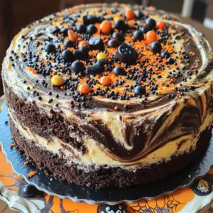 Here are the ingredients you need for the spooky Halloween marble cake: - 2 cups all-purpose flour - 1 ½ cups granulated sugar - ½ cup unsalted butter, softened - 1 cup whole milk - 3 large eggs - 2 teaspoons baking powder - 1 teaspoon vanilla extract - ¼ teaspoon salt - ½ cup unsweetened cocoa powder - 1 cup black and orange sprinkles (for decoration) - 1 cup Halloween-themed candy (optional for layering) These ingredients help create a deliciously moist and flavorful cake. The blend of vanilla and chocolate batters gives it a fun, spooky vibe. The sprinkles add a festive touch, making the cake perfect for Halloween gatherings. You can also layer candy inside for a sweet surprise! This cake is easy to make and will impress your friends and family. For detailed steps, check the full recipe. - Preheat your oven to 350°F (175°C). - Grease and flour a 9x5-inch loaf pan. - In a large bowl, cream together the softened butter and sugar until fluffy. - Beat in the eggs one at a time, mixing well after each addition. Add the vanilla extract. - In a separate bowl, whisk together the dry ingredients: flour, baking powder, and salt. - Gradually combine the wet and dry mixtures, alternating with the milk. Stir until just mixed. - Divide the batter into two bowls: one for vanilla and one for chocolate. Stir cocoa powder into the chocolate batter. - Spoon the vanilla and chocolate batters alternately into the prepared pan. - Use a knife to swirl the batters together for a marbled design. - If you want, layer some Halloween-themed candy in the center for a fun surprise. Bake the cake for 45-55 minutes. Check with a toothpick to see if it is done. For more details, check the Full Recipe. To create an even swirl, start by alternating spoonfuls of vanilla and chocolate batter. Use a knife to gently swirl the batters together. Aim for a figure-eight motion to blend without losing the distinct layers. This method gives a great look and taste. If you want more intricate designs, use a skewer. Dip it into the batter and make small circles or zig-zags. This adds a fun twist to your marble cake. Experiment with different patterns to find what you like best! Sprinkles add a festive touch. Use black and orange sprinkles to match the Halloween theme. Scatter them on top right before baking for a fun look. You can also add them after the cake cools for a brighter pop. For creative ghost and pumpkin icing, use white and orange frosting. Pipe little ghost shapes or pumpkin faces on top. This not only makes the cake fun but also adds a sweet layer of flavor. Get creative, and let your Halloween spirit shine through! To ensure the cake is cooked through, keep an eye on the time. Start checking at 45 minutes. The edges should pull away from the pan slightly, and the top should be firm. Use a toothpick to check if the cake is done. Insert it into the center; it should come out clean or with a few crumbs. If it’s wet with batter, bake a bit longer. This simple tip guarantees a perfectly baked cake every time. {{image_2}} You can change the flavor of your spooky Halloween marble cake. Adding extracts like almond or orange gives it a new twist. These flavors bring a unique taste to your cake. You can also mix in spices like cinnamon or nutmeg. These spices add warmth and depth, perfect for the fall season. Get creative with your cake toppings! Chocolate ganache can add a rich layer. Simply melt chocolate and mix it with cream for a smooth finish. You can also use fruit-based decorations. Fresh berries or spooky fruit shapes can brighten the cake. These options can make your cake stand out at any Halloween party. If you need a gluten-free cake, there are great flour substitutes. Almond flour or coconut flour works well. Just remember to adjust your wet ingredients. You may need to add a bit more liquid to keep the batter moist. This way, everyone can enjoy a slice of your spooky Halloween marble cake. For the full recipe, check out the [Full Recipe]. To keep your spooky Halloween marble cake fresh, wrap it tightly in plastic wrap. This helps keep the moisture in. You can also store it in an airtight container. Place it in the fridge if you plan to eat it within a week. For longer storage, freeze the cake. Slice it first for easy thawing. Wrap each slice in plastic wrap, then put them in a freezer bag. When you want to enjoy a slice, take it out and let it sit at room temperature for about an hour. Your spooky Halloween marble cake stays fresh for about five days in the fridge. In the freezer, it can last up to three months. Check for signs that the cake has spoiled. If you see mold or a strange smell, it's best to toss it. A dry or hard texture also means it’s time to say goodbye. Enjoy this festive treat while it’s fresh! For the full recipe, check out the recipe section. To make your spooky Halloween marble cake extra festive, think of fun mix-ins and toppings. Here are some ideas: - Mini chocolate chips for a sweet surprise - Crushed Halloween-themed cookies for crunch - Chopped nuts for added texture - Edible glitter for a magical touch - Whipped cream ghosts or pumpkin icing for decoration - Extra black and orange sprinkles on top for more flair These additions can make your cake not only tastier but also more visually fun. Kids and adults alike will love the spooky surprise! Yes, you can make this cake ahead of time! Here are some tips for prepping: - Bake the cake a day or two before your event. - Let it cool completely before wrapping it in plastic wrap. - Store the wrapped cake in the fridge to keep it fresh. - You can also freeze the cake for up to three months. - Thaw it in the fridge overnight before serving. Making it in advance can save you time, so you can focus on other fun Halloween tasks! To ensure your cake rises well, follow these tips: - Make sure your baking powder is fresh. - Room temperature ingredients help the cake mix better. - Don’t overmix the batter; mix until just combined. - Check your oven temperature with an oven thermometer. - Place the cake in the center of the oven for even baking. Avoiding these common pitfalls will give you a fluffy and delicious cake! For the full recipe, refer to the Spooky Halloween Marble Cake. This blog post covered a delicious marble cake recipe just in time for Halloween. We explored the key ingredients, easy preparation steps, and tips for a perfect marble effect. You learned how to add festive touches and alternative options. As you bake and decorate, remember to have fun and get creative. This cake can be a delightful treat for any gathering, year-round. With practice, you’ll master each layer and impress everyone with your skills. Enjoy your baking journey!