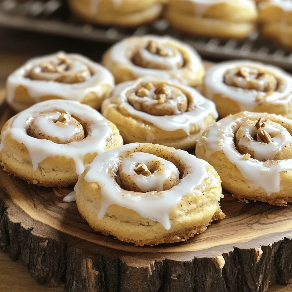 - 2 cups all-purpose flour - 1 cup brown sugar, packed - 1/2 cup granulated sugar - 1/2 cup unsalted butter, softened - 2 large eggs - 1 tablespoon vanilla extract - 1 teaspoon baking powder - 1 teaspoon baking soda - 1/2 teaspoon salt - 2 tablespoons ground cinnamon - 1 cup powdered sugar (for glaze) - 2 tablespoons milk (for glaze) - Optional: chopped pecans or walnuts for added crunch When I create these soft cinnamon roll cookies, I always use the freshest ingredients. The all-purpose flour gives the cookies structure. Brown sugar adds a deep, rich flavor, while granulated sugar gives the perfect sweetness. Softened butter makes the dough creamy and smooth. The eggs bring moisture and help with binding. I love adding vanilla extract for a warm, comforting taste. Baking powder and baking soda help the cookies rise, while salt balances the sweetness. Ground cinnamon is key, giving that classic cinnamon roll flavor. For the glaze, I mix powdered sugar with milk until smooth. This simple glaze adds a sweet finish. If you want a little crunch, add chopped pecans or walnuts. These ingredients work together to create the best soft cinnamon roll cookies. You can find the full recipe [here](#). Preheat your oven to 350°F (175°C). This step is crucial for even baking. Line two baking sheets with parchment paper. The paper helps prevent sticking and makes cleanup easy. Start by creaming the butter and sugars. In a large bowl, beat the softened butter, brown sugar, and granulated sugar together until light and fluffy. This takes about 2-3 minutes. Next, mix in the eggs, adding them one at a time. Stir in the vanilla extract until everything is well combined. In a separate bowl, whisk together the dry ingredients. Combine the flour, baking powder, baking soda, salt, and ground cinnamon. Gradually add this dry mix to the wet mixture. Stir gently until just combined. If you want some crunch, fold in chopped nuts at this stage. Using a cookie scoop or a tablespoon, drop dough onto the prepared baking sheets. Make sure to space them about 2 inches apart. Bake for 10-12 minutes. The edges should be lightly golden, while the centers will look soft. They will firm up as they cool. While the cookies are baking, prepare the glaze. In a bowl, whisk together the powdered sugar and milk until smooth. Adjust the thickness by adding more milk if needed. Once the cookies cool slightly, drizzle the glaze over the warm cookies. Let them cool completely on a wire rack. Enjoy your delicious soft cinnamon roll cookies! For the complete recipe, check out [Full Recipe]. To get that soft and chewy texture, focus on mixing. Start by creaming the butter and sugars well. This step adds air, making your cookies light. Mix until fluffy, but stop there. Over-mixing can make cookies tough. Just combine the wet and dry ingredients gently. This way, you keep that soft bite. For even baking, space the cookies apart on the sheet. This helps hot air flow around them. I like to use parchment paper to prevent sticking. Bake the cookies for 10 to 12 minutes. They should be golden around the edges but soft in the middle. Let them cool a bit before moving them. They will set up nicely as they cool. The right glaze adds a sweet finish. Mix powdered sugar and milk until smooth. If it’s too thick, add a bit more milk. To drizzle the glaze, use a fork or a squeeze bottle. Start in the center of each cookie and work your way out. This makes a pretty pattern and adds flavor. Enjoy your cookies with this sweet touch! {{image_2}} You can make these cookies even more fun by adding tasty extras. - Chocolate chips: These make the cookie sweeter. You can mix in a cup for a rich treat. - Pumpkin spice: This gives a warm, seasonal taste. Just add a teaspoon to the dough for a fall twist. If you have special diet needs, I have options for you! - Gluten-free version: Use almond flour instead of all-purpose flour. This keeps the cookies soft and tasty. - Vegan substitutes: Swap the butter for coconut oil and use flax eggs in place of regular eggs. This keeps the flavor but fits vegan diets. Think about how to serve these cookies. - Pairing with coffee or tea: These cookies go great with a hot drink. The sweet cinnamon flavor adds joy to your sip. - Ideas for holiday presentations: Dress them up! Place cookies on a festive plate. You can even sprinkle powdered sugar on top for a snowy look. For the full recipe, check out [Full Recipe]. Enjoy your baking! To keep your cookies fresh, place them in an airtight container. This will help them stay soft and moist. You can also add a slice of bread to the container. The bread keeps the cookies soft by adding moisture. Make sure to store them at room temperature. Avoid refrigerating them, as this can make them hard. You can freeze the cookie dough or the baked cookies. For the dough, scoop the dough onto a baking sheet and freeze until firm. Once frozen, transfer the dough balls to a freezer bag. They can stay there for up to three months. To bake from frozen, add a few extra minutes to your baking time. If you freeze baked cookies, wrap them in plastic wrap and place them in a freezer bag. Thaw them at room temperature before enjoying. These cookies last about a week at room temperature. If you refrigerate them, they may last a bit longer but will lose some softness. For the best taste and texture, eat them fresh within the first few days. Storing them in a cool, dry place helps maintain their flavor and softness. These cookies stand out because they blend the warm spice of cinnamon with a soft, chewy texture. Unlike regular cookies, these have a soft, cake-like feel. The rich brown sugar adds depth and a hint of caramel flavor. This recipe uses butter for richness and eggs for moisture, ensuring a soft bite. The glaze gives a sweet finish that ties everything together. You will find that they are perfect for any occasion, from casual snacks to festive gatherings. Yes, you can make these cookies ahead. You can prepare the dough and chill it for up to 24 hours. Just wrap the dough tightly in plastic wrap. This helps the flavors meld and makes the dough easier to scoop. You can also freeze the dough for up to three months. When ready to bake, just thaw in the fridge overnight. Then, scoop and bake as usual. This makes it easy to have fresh cookies on hand. To avoid overbaking, watch for a few signs. The edges should be lightly golden, while the center looks soft. If the cookies start to crack on top, they might be overbaked. You can also check the bottom; it should be golden and not dark brown. Remember, cookies will firm up as they cool, so take them out a bit early if unsure. Keeping an eye on them helps ensure a soft, delicious treat. These soft cinnamon roll cookies are easy to make and full of flavor. We covered the main ingredients, step-by-step instructions, and helpful tips to ensure perfect results. Add your favorite mix-ins for a unique twist. Don't forget about storage and freezing techniques to keep your cookies fresh. With these simple ideas, you can create delicious treats that everyone will enjoy. So, gather your ingredients and start baking! You will love the warm, sweet smell of these cookies filling your home.