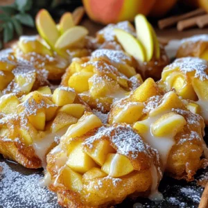 - 2 large apples (preferably Granny Smith or Honeycrisp) - 1 cup all-purpose flour - 1/2 cup rolled oats - 1/4 cup brown sugar - 2 teaspoons baking powder - 1 teaspoon ground cinnamon - 1/2 teaspoon salt - 1/4 teaspoon nutmeg - 1/2 cup unsweetened applesauce - 1/4 cup milk (dairy or non-dairy) - 1 large egg - 1 teaspoon vanilla extract - 1/2 cup powdered sugar (for glaze) - 1-2 tablespoons milk (for glaze) You will need fresh apples for this recipe. Granny Smith apples are tart and hold up well. Honeycrisp apples are sweet and juicy. Both options work great for a balanced taste. The flour gives structure to the fritters, while the oats add a nice texture. Brown sugar adds sweetness, and baking powder helps the fritters rise. Ground cinnamon and nutmeg bring warmth and flavor. Unsweetened applesauce keeps the fritters moist. Milk helps bind the ingredients together. The egg adds richness and helps the fritters hold their shape. Lastly, vanilla extract enhances the overall sweetness. For the glaze, powdered sugar mixes with milk for a smooth finish. Adjust the milk amount to get the right thickness for your glaze. For the full recipe, including the baking instructions, check the Baked Apple Fritters section. - Preheat the oven to 375°F (190°C). - Line a baking sheet with parchment paper. This helps prevent sticking and makes cleanup easy. - Toss diced apples with cinnamon. This adds flavor and brings out the apples’ natural sweetness. - Whisk together flour, oats, brown sugar, baking powder, cinnamon, salt, and nutmeg. Mixing dry ingredients first ensures an even spread of flavors. - Mix applesauce, milk, egg, and vanilla extract in a bowl. This mixture will keep the fritters moist and tasty. - Fold the wet mixture into the dry ingredients gently. - Add the cinnamon-coated apples into the batter. - Scoop the batter onto the prepared baking sheet, spacing them about 2 inches apart. - Bake for 15-18 minutes. Look for a golden brown color and a clean toothpick. - Whisk powdered sugar and milk in a small bowl until smooth. - Drizzle the glaze over the warm fritters after they bake. This makes them look great and adds a sweet touch. For the full recipe, check out the detailed instructions above! - Use fresh, crisp apples for best flavor. I enjoy Granny Smith or Honeycrisp. - Don’t over-mix the batter to maintain fluffiness. Fold gently until just combined. - Serve warm with a dusting of powdered sugar. It makes them look lovely! - Pair with vanilla ice cream or whipped cream. This adds a nice creaminess. - Adjust the glaze consistency for desired thickness. Add milk little by little. - Drizzle glaze while fritters are warm for better adherence. This helps it stick well. For the full recipe, check out the preparation steps shared earlier. {{image_2}} If you need a gluten-free option, use gluten-free flour instead of all-purpose flour. This swap keeps the fritters light and tasty. You can also replace applesauce with mashed bananas or pureed pumpkin. This change adds a fun twist and keeps the fritters moist. To give your fritters a nutty crunch, add chopped nuts like walnuts or pecans to the batter. This adds texture and flavor. You can also mix in dried fruits, such as raisins or cranberries. These fruits bring extra sweetness and chewiness to each bite. Toppings can change the whole dish. Try drizzling chocolate or caramel sauce over your fritters for a sweet finish. For a warm spice kick, sprinkle a bit of nutmeg or cardamom into the glaze. This extra flavor makes your fritters stand out and taste even better. Store your baked apple fritters in an airtight container at room temperature. This keeps them soft and tasty. If you want them to last longer, refrigerate them. The cool air helps maintain freshness for a few extra days. When you feel like having a fritter, you can warm it in the oven for a few minutes. This way, they regain their nice, soft texture. If you’re in a hurry, pop one in the microwave for about 20-30 seconds. It’s quick and easy! To freeze fritters, first, lay them in a single layer on a baking sheet. This helps avoid sticking. Once frozen, transfer them to a storage bag for longer storage. You can enjoy your fritters later without losing their flavor or texture. Yes, you can prepare the batter and refrigerate it before baking. This helps save time on busy mornings. Just make sure to let the batter warm up a bit before you bake. This way, your fritters will bake evenly and stay fluffy. Granny Smith and Honeycrisp are ideal for a balance of flavor and texture. Granny Smith adds a nice tartness, while Honeycrisp gives sweetness and crunch. You can mix them for a richer taste. Trust me, this combo makes your fritters pop! They should be golden brown. A toothpick inserted in the center should come out clean. If it has batter on it, give them a few more minutes. This simple test helps ensure you get perfectly baked fritters every time. Yes, pears or ripe peaches can be used as alternatives. Both fruits add their own unique sweetness. Just make sure to chop them small, like the apples. This will help them cook well and blend nicely into the batter. They pair well with vanilla ice cream, whipped cream, or a drizzle of caramel sauce. Each option adds a nice touch of sweetness. You can even serve them warm for a cozy treat. Enjoy experimenting with your favorite toppings! Making Baked Apple Fritters is simple and fun. We gathered fresh apples, mixed dry and wet ingredients, then baked to perfection. Remember to serve warm with a sweet glaze for the best taste. You can also get creative with toppings and flavors. These fritters are perfect for breakfast or dessert and easy to adapt to your tastes. Enjoy making and sharing these tasty treats with friends and family. Happy baking!