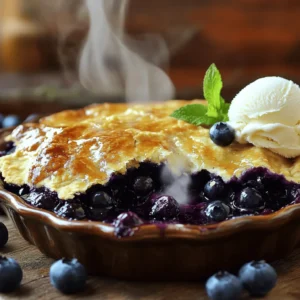To make this 4 Ingredient Blueberry Cobbler, you need just four simple items. This recipe gives you a sweet and fruity dessert that is quick and easy. You will love how few things you need to create this tasty treat. Here’s what you will need: - 2 cups fresh blueberries - 1 cup all-purpose flour - 1 cup granulated sugar - 1 cup milk These ingredients create a perfect blend for a sweet cobbler. The blueberries give it a burst of flavor. The flour and sugar make a nice base, while the milk brings it all together. If you don’t have fresh blueberries, you can use frozen ones. Just make sure to thaw and drain them first. If you need a sugar alternative, try using honey or maple syrup. You can also swap all-purpose flour for almond or coconut flour if you prefer a gluten-free option. These swaps will still give you a yummy cobbler. You can find the full recipe in the section above. First, we need to get ready for our cobbler. Start by preheating your oven to 350°F (175°C). This step is important for even baking. Next, grab a 9x9-inch baking dish or a round pie dish and grease it. This will help prevent sticking. Now, in a medium bowl, mix together 1 cup of all-purpose flour and 1 cup of granulated sugar. Stir until they blend well. This mixture is the base of our cobbler. Gradually add in 1 cup of milk. Make sure to stir slowly, so you get a smooth batter. There should be no lumps. The batter needs to be pourable, so adjust if needed. Now it is time to bake! Pour the batter evenly into your greased baking dish. Do not stir it once it's in the dish. This is key to getting that classic cobbler texture. Next, sprinkle 2 cups of fresh blueberries over the top. Again, do not stir. This will help the blueberries sink as it bakes. Place the dish in the oven and let it bake for about 45-50 minutes. Keep an eye on it! You want it golden brown. To check if it’s done, insert a toothpick in the center. If it comes out clean, it’s ready! For the best texture, use fresh blueberries. They should be firm and plump. If you want to add a little crunch, you can sprinkle a bit of sugar on top before baking. This will create a nice crust. Make sure your oven is fully preheated. If it is not, the batter may not rise as well. Let the cobbler cool slightly before serving. This helps it set up and makes it easier to cut. Enjoy your cobbler warm, and consider adding a scoop of vanilla ice cream or whipped cream on top for a tasty treat. For the full recipe, you can refer back to the earlier section. When picking blueberries, look for plump, firm berries. They should be deep blue and have a slight sheen. Avoid berries that are mushy or have green spots. Fresh blueberries taste better and add more flavor to your cobbler. If you can, buy organic blueberries. They often have a richer taste. One common mistake is stirring the blueberries into the batter. This can ruin the cobbler effect. Always sprinkle them on top instead. Another mistake is using old or squishy blueberries. They can make your cobbler taste bland. Make sure you measure your ingredients correctly, too. Too much flour can make your cobbler dry. After baking, let your cobbler cool for about 10 minutes. This helps it set up and makes it easier to serve. For a tasty treat, serve it warm with a scoop of vanilla ice cream. You can also add whipped cream on top. For a fun touch, garnish with fresh blueberries or a sprig of mint. This will make your dish look and taste great! {{image_2}} You can easily change the flavor of this cobbler. Try adding a splash of vanilla extract. Just one teaspoon will give it a warm, sweet note. You can also mix in some lemon zest. This adds a bright, fresh taste that pairs well with blueberries. For a special twist, add a pinch of cinnamon. This spice brings warmth and depth to each bite. While blueberries shine in this recipe, other fruits work great too! Raspberries, blackberries, or peaches can be used instead. You can even mix different fruits for a fun medley. When using different fruits, just make sure they are ripe. Ripe fruit will give a better flavor and texture. Adjust the sugar based on the sweetness of the fruit you choose. If you need a gluten-free option, use a gluten-free flour blend. Many blends work well in this recipe. For a dairy-free version, substitute the milk with almond milk or coconut milk. Both alternatives provide a nice flavor without dairy. Just make sure to check labels for any added sugars or ingredients. You can enjoy this cobbler no matter your dietary needs! To keep your cobbler fresh, let it cool first. Then cover it with plastic wrap or foil. Store it in the fridge for up to three days. If you want to keep it longer, freezing is a better option. Always store it in an airtight container to prevent freezer burn. When you want to enjoy your leftover cobbler, preheat your oven to 350°F (175°C). Place the cobbler in a baking dish. Heat for about 15-20 minutes, or until warm. You can also use a microwave for quick reheating. Just heat in short bursts, checking to avoid overheating. If you want to freeze the cobbler, make sure it is completely cool. Cut it into portions and wrap each piece tightly in plastic wrap. Place the wrapped pieces in a freezer-safe bag. This way, you can enjoy your cobbler later. It will keep well for up to three months. Just thaw in the fridge overnight before reheating. For more details, check the Full Recipe for guidance. Yes, you can use frozen blueberries. They will work well in this recipe. Just make sure to thaw them first. Drain any excess liquid to avoid a soggy cobbler. Frozen blueberries may take a bit longer to bake. Keep an eye on it to ensure it cooks evenly. The cobbler lasts about 3 to 4 days in the fridge. Store it in an airtight container. If you want to keep it fresh longer, you can freeze it. To reheat, warm it in the oven at a low temperature. This will help it regain its texture. I love to serve this cobbler warm with vanilla ice cream. Whipped cream also adds a nice touch. You can sprinkle some fresh mint on top for color and flavor. It pairs nicely with a cup of tea or coffee, making it a perfect treat. For the full recipe, check the earlier section. In this blog post, we covered how to make a delicious blueberry cobbler. We explored the key ingredients and substitutions, plus step-by-step baking instructions. I shared tips for the best texture and how to choose blueberries. We also looked at variations, storage tips, and answered common questions. Enjoy this simple recipe, and don't hesitate to get creative with flavors. Happy baking!