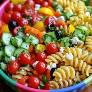- 2 cups rotini pasta - 1 cup cherry tomatoes, halved - 1 cup cucumber, diced - 1/2 cup carrots, grated - 1/2 cup bell peppers (red, yellow, green), diced - 1/4 cup black olives, sliced - 1/4 cup feta cheese, crumbled - 1/4 cup Italian dressing - 1 tablespoon olive oil - Salt and pepper to taste - Fresh parsley, chopped (for garnish) Kids' pasta salad is a fun dish you can make together. The first step is to gather your ingredients. I love using rotini pasta because it holds the flavors well. You can choose any colorful vegetables you have. Cherry tomatoes add brightness, while cucumbers give a nice crunch. Grated carrots bring sweetness, and diced bell peppers add more color. Adding feta cheese makes the salad creamy and tasty. If your kids like olives, add some sliced black olives for extra flavor. For the dressing, I recommend using Italian dressing. It’s tangy and pairs well with the veggies. A drizzle of olive oil adds a smooth touch. Make sure to have salt and pepper for seasoning. Fresh parsley gives a nice pop of green as a garnish. This mix of ingredients helps create a salad that is not only tasty but also visually appealing. For the full recipe, check out the details. Start by boiling 2 cups of rotini pasta. Follow the package instructions for cooking time. Make sure the pasta is al dente, which means it should be firm but cooked through. Once the pasta is done, drain it in a colander. Rinse the pasta under cold water to cool it off. This helps stop the cooking process and keeps the pasta fresh. Chop your colorful veggies while the pasta cooks. Use cherry tomatoes, cucumber, carrots, and bell peppers. Aim for small, bite-sized pieces. This makes them easy for kids to eat. Kids love bright colors, so mix red, yellow, and green bell peppers. Each veggie adds fun and flavor to the salad. In a large mixing bowl, combine the cooled pasta and chopped vegetables. Add sliced black olives and crumbled feta cheese for extra taste. In a separate small bowl, whisk together 1/4 cup of Italian dressing and 1 tablespoon of olive oil. Pour the dressing over the pasta and veggies. Gently toss everything together until coated. Taste the salad and add salt and pepper as needed. Chill the pasta salad for at least 30 minutes. This helps the flavors blend. Serve it in colorful bowls for a fun meal. Check the [Full Recipe] for more details! Involving kids in the kitchen makes cooking fun. Let them help wash the veggies. They can stir the pasta, too! Kids love to be part of the process. You can also ask them to pick out their favorite colors of vegetables. This adds a fun twist to the meal. To make the pasta salad look great, use lots of colors. Use bright cherry tomatoes, green cucumbers, and orange carrots. When kids see a rainbow on their plate, they get excited. You can even shape the vegetables into fun designs. This makes eating more enjoyable! Kids often prefer milder flavors. Start with less dressing, then let them taste it. If they want more flavor, you can add a bit more dressing. Keep the seasoning simple. You can use a pinch of salt or pepper, but avoid anything too spicy. Consider adding ingredients like sweet corn or peas. These are usually a hit with kids. You can also include small pieces of cooked chicken or turkey. These proteins make the salad more filling and tasty. Serving pasta salad in colorful bowls makes it more fun. Look for bowls in bright colors or fun shapes. This makes the meal look appealing. You can also serve the salad in cups for a snack. Garnishing adds a special touch. Try sprinkling fresh parsley on top. You can also use a few extra pieces of chopped veggies. This adds color and makes it look fancy. Kids love to eat what looks good! {{image_2}} You can switch up the pasta shape for fun. Try shapes like bows, shells, or spirals. Each one adds a new twist. You can also use whole wheat pasta for more fiber. Changing the cheese can add flavor too. Instead of feta, use mozzarella or cheddar. You can even try a dairy-free cheese. For dressing, experiment with ranch or a yogurt-based option. Each change can create a new taste adventure. Adding protein makes the salad hearty. You can mix in cooked chicken or turkey for a filling meal. Beans like chickpeas or black beans work great too. They add texture and protein. For kids who prefer meatless options, try tofu or veggie sausage. These proteins are fun and tasty, making the salad more balanced. Themed pasta salads are great for parties or holidays. For Halloween, add black olives and orange bell peppers. For Christmas, use red tomatoes and green spinach. In spring, try fresh peas and asparagus for a bright look. Each season brings special veggies. These salads can reflect the time of year and make meals more festive. To keep your kids' pasta salad fresh, store it in a sealed container. Make sure the container is airtight to prevent moisture loss. Place it in the refrigerator right after serving. Pasta salad typically lasts up to three days in the fridge. If you notice any change in smell or color, it’s best to toss it out. You can freeze pasta salad, but it may change the texture. To freeze, use a freezer-safe container and leave some space at the top. This allows for expansion. When you want to eat it, move it to the fridge to thaw overnight. Avoid refreezing after thawing, as it can spoil the taste and texture. For best results, serve leftovers cold. If you prefer it warm, heat it gently in a pan over low heat. Add a splash of olive oil to maintain moisture. Avoid using a microwave as it can make the pasta mushy. Always check the taste and texture before serving. For kids, I recommend rotini or farfalle pasta. These shapes are fun and easy to eat. Their twists and bows catch the dressing and flavors well. Kids enjoy these shapes because they look playful on the plate. Plus, they hold onto the veggies and dressing, making every bite tasty. Yes, you can! Making pasta salad ahead of time is a great idea. I suggest preparing it a few hours before serving. This allows the flavors to blend nicely. Just keep it in the fridge. If you make it the night before, it will still taste fresh. Just give it a good stir before serving! Sneaking in veggies can be simple. Try grating or finely chopping them. Carrots, zucchini, or spinach can blend in well. You can also use small amounts of pureed veggies in the dressing. Mixing in colorful veggies like bell peppers can make it look fun. Kids love bright colors, which can distract them from what’s in there! While Italian dressing is tasty, there are other options. Try ranch, honey mustard, or a light vinaigrette. Kids often enjoy sweeter dressings. You can also mix plain yogurt with herbs for a creamy twist. Just like the main dish, dressings can be fun to explore! This pasta salad combines rotini, colorful veggies, and tasty dressings. You can easily make it a fun meal with your kids. Engage them in prepping and mixing ingredients. Try new pasta shapes or swap in different cheeses. Don't forget about storage! Keep leftovers for later or freeze them for a quick meal. With these tips, your pasta salad will keep kids excited at mealtime. This simple dish can adapt for any occasion while still being healthy and fun. Enjoy creating a dish that your family will love!