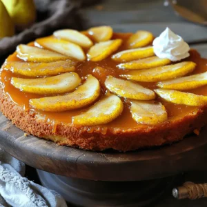 The ingredients for Caramel Pear Upside Down Cake are simple and fresh. Here’s what you need: - 3 ripe pears, peeled, cored, and sliced - 1 cup brown sugar - 1/2 cup unsalted butter (1 stick) - 1 cup all-purpose flour - 1 teaspoon baking powder - 1/4 teaspoon salt - 1/2 cup granulated sugar - 2 large eggs - 1 teaspoon vanilla extract - 1/2 cup milk - 1 teaspoon ground cinnamon - Optional: whipped cream for serving Gathering these ingredients is easy. Choose ripe pears for the best flavor. Brown sugar adds rich sweetness. The butter gives the cake a nice, moist texture. All-purpose flour and baking powder help the cake rise. Eggs and milk bring everything together. Ground cinnamon adds warmth. You can top it with whipped cream for extra delight. You can find the full recipe to create this cake easily. - Melt 1/2 cup unsalted butter and 1 cup brown sugar in a saucepan. - Stir the mixture until the sugar dissolves completely to form a smooth caramel. - Pour the warm caramel into a greased 9-inch round cake pan. - Create a circular pattern with 3 sliced pears on top of the caramel, slightly overlapping them. - In a bowl, whisk together 1 cup all-purpose flour, 1 teaspoon baking powder, 1/4 teaspoon salt, and 1 teaspoon ground cinnamon. - In a separate bowl, cream together 1/2 cup granulated sugar and the remaining 1/2 cup butter until light and fluffy. - Beat in 2 large eggs one at a time, mixing well after each addition, and stir in 1 teaspoon vanilla extract. - Gradually combine the dry and wet ingredients, alternating with 1/2 cup milk, starting and ending with the flour mixture. - Pour the batter over the arranged pears in the cake pan, spreading it evenly over the fruit. You can find the Full Recipe for more detailed steps and timing. - Preheat your oven to 350°F (175°C). This helps the cake rise evenly. - Bake for 35-40 minutes. This timing works well for a moist cake. - Check doneness with a toothpick. Insert it in the center; it should come out clean. - Serve the cake warm for the best flavor. - Top with whipped cream for a creamy touch. - Pair with vanilla ice cream for a delightful dessert. - If the cake sinks, it may need more baking time. - Use a toothpick to check if the center is fully baked. - A round cake pan works best for even cooking. - A rubber spatula helps spread batter smoothly. - Let the cake cool for 10 minutes before flipping. This helps it release easily. For the complete recipe, refer to the [Full Recipe]. {{image_2}} You can easily swap out pears for other fruits. Try using ripe apples or sweet peaches for a change. These fruits will add their own special twist to the cake. If you prefer, you can also use canned fruit. Just drain them well before arranging them in the pan. For those watching sugar intake, consider using alternative sweeteners. You might try honey, maple syrup, or a sugar substitute. Each option will bring a different flavor to the cake. Make sure to adjust the amount based on sweetness levels. Want to add unique flavors? Try mixing in spices or extracts. A pinch of nutmeg or a splash of almond extract can elevate the taste. You can also experiment with different spices to find your favorite blend. Adding nuts or chocolate can enhance the cake's texture and taste. Chopped walnuts or pecans create a nice crunch. If you love chocolate, fold in some chocolate chips into the batter for a rich surprise. If you need gluten-free options, use gluten-free flour. Many blends work well in this recipe, maintaining the cake's texture. Just ensure your baking powder is gluten-free too. For a vegan version, substitute eggs with flaxseed meal or applesauce. You can replace milk with almond or coconut milk. Use a plant-based butter for the caramel. These swaps make this cake suitable for many diets. For the full recipe, check out the Caramel Pear Upside Down Cake section above. To keep your caramel pear upside down cake fresh, wrap it tightly in plastic wrap. You can also place it in an airtight container. Store it in the fridge. It stays good for up to four days. This method helps keep the cake moist and flavorful. When you want to enjoy your cake again, gently reheat it. Use the microwave for about 15-20 seconds per slice. If you prefer the oven, preheat it to 350°F (175°C). Place the cake on a baking sheet and heat for about 10 minutes. This keeps the texture soft and tasty. To freeze your cake, slice it first. Wrap each slice in plastic wrap and then in foil. Place the slices in a freezer-safe bag. They can last for up to three months in the freezer. When you are ready to eat, thaw the slices in the fridge overnight for the best flavor. The cake lasts about 3 to 5 days in the fridge. Store it in an airtight container. You can freeze the cake for up to 3 months. Wrap it well in plastic wrap and foil for best results. Yes, you can make the cake a day in advance. Bake and cool the cake, then cover it. Keep it in the fridge until you're ready to serve. This adds flavor since the cake sits. Your cake might stick due to not greasing the pan well. Always grease the pan with butter or oil. Use parchment paper for extra protection. Also, let the cake cool before flipping it. In this post, we covered how to make a delicious caramel pear upside-down cake. You learned about key ingredients and followed step-by-step instructions for the perfect bake. We shared baking tips, serving ideas, and ways to modify the recipe. I hope you feel confident to try it yourself. Remember, baking is fun, and it can be a tasty treat for yourself or guests. Enjoy every slice, and happy baking!