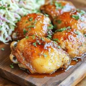 - 4 boneless, skinless chicken thighs - 1 cup buttermilk - 1 cup all-purpose flour - Seasonings: - 1 teaspoon garlic powder - 1 teaspoon onion powder - 1 teaspoon smoked paprika - 1 teaspoon cayenne pepper (adjust for spice level) - 1 teaspoon salt - 1/2 teaspoon black pepper - 1/2 cup hot honey - 1 tablespoon olive oil - Fresh parsley for garnish Baked Crunchy Hot Honey Chicken has an amazing taste. The buttermilk makes the chicken tender and juicy. The coating holds onto the chicken well. The mix of spices adds warmth and flavor. Cayenne gives a nice kick, but you can change it to your liking. The hot honey glaze ties everything together. It adds sweetness and spice. Drizzling it on during the last few minutes of baking creates a sticky finish. Fresh parsley brings color and freshness to the dish. For the full recipe, check the link above. This dish is great for family dinners or a fun gathering. You will love how easy it is to make. Plus, it looks beautiful on the plate! To start, grab a medium bowl and pour in 1 cup of buttermilk. Add the 4 boneless, skinless chicken thighs, making sure they are fully submerged. Cover the bowl with plastic wrap and place it in the fridge. For the best flavor, marinate the chicken for at least 1 hour. If you have time, marinating overnight gives even better results. Next, preheat your oven to 425°F (220°C). This temperature is key for a crispy texture. While the oven heats, line a baking sheet with parchment paper. This step keeps the chicken from sticking and makes cleanup easier. Now, let’s make the coating. In a large bowl, mix together 1 cup of all-purpose flour with the seasonings. You will need 1 teaspoon each of garlic powder, onion powder, smoked paprika, and cayenne pepper. Also, add 1 teaspoon of salt and 1/2 teaspoon of black pepper. Whisk these ingredients until they are well combined. Once your chicken is marinated, it’s time to coat it. Remove the chicken from the buttermilk, letting any extra drip off. Dredge each piece in the flour mixture, pressing down to create a thick coating. Place the chicken on your prepared baking sheet. Drizzle 1 tablespoon of olive oil over the chicken. Bake it in the preheated oven for 25-30 minutes. You want it golden brown and crispy. Always check that the internal temperature reaches 165°F (74°C) for safe eating. In the last 5 minutes of baking, drizzle the hot honey over the chicken. This step is important because it allows the glaze to caramelize. This caramelization adds a sweet and spicy layer to the chicken that is hard to resist. Make sure to watch it closely to avoid burning. For the full recipe, check out the complete instructions above. Enjoy your delicious Baked Crunchy Hot Honey Chicken! To get a great crunch, start with dry chicken. Pat the chicken with paper towels before marinating. This helps the coating stick well. When you coat the chicken, press firmly into the flour mix. This step ensures a thick, crunchy layer. If you like heat, use more cayenne pepper. Start with one teaspoon and taste. You can always add more, but you can't take it out! If you want less heat, use half a teaspoon. You can also swap cayenne for smoked paprika for a milder flavor. For sides, try creamy coleslaw or roasted veggies. These add color and texture to your plate. Serve the chicken on a rustic platter. Drizzle extra hot honey on top for a sweet touch. Fresh parsley adds a nice pop of green and makes the dish look appealing. For the full recipe, check out the complete guide above. {{image_2}} You can switch chicken thighs for breasts if you want a leaner option. Chicken breasts will cook faster but may be less juicy. If you don't have buttermilk, mix milk with vinegar or lemon juice. This creates a similar tangy flavor for marinating. Want to boost the taste? Add herbs like thyme or rosemary to your coating mix. You can also spice it up with cayenne or paprika. For honey, try mixing different types like clover or wildflower. Each honey brings a unique flavor to the dish. If you want a crisper texture, try air frying. It uses less oil and cooks faster. Baking gives a tender chicken, while grilling adds a nice smoky taste. Use a grill pan for the stovetop if you prefer indoors. Each method offers a tasty twist on this dish. To keep your Baked Crunchy Hot Honey Chicken fresh, start by letting it cool. Place the chicken in an airtight container. This helps lock in moisture. You can store it in the fridge for up to four days. If you want to keep it longer, consider freezing it. Use a freezer-safe container or heavy-duty freezer bags for best results. When you're ready to enjoy leftovers, you want them crispy again. The oven works best for this. Preheat your oven to 375°F (190°C). Place the chicken on a baking sheet lined with parchment paper. Heat for about 15-20 minutes. This method helps keep the chicken crunchy. Avoid microwaving, as it can make the chicken soggy. If you must use a microwave, place a paper towel on top to help absorb moisture. Yes, you can freeze Baked Crunchy Hot Honey Chicken! Start by wrapping each piece in plastic wrap. Then, put them in a freezer-safe bag or container. Make sure to squeeze out air before sealing. The chicken can last in the freezer for up to three months. When you're ready to eat, thaw it overnight in the fridge. Reheat in the oven for that crunchy texture you love. Yes, you can prep this dish ahead of time. Start by marinating the chicken in buttermilk. This step adds flavor and keeps the meat moist. You can marinate for up to 24 hours. After marinating, coat the chicken but do not bake it yet. You can store the coated chicken in the fridge for a few hours before baking. Just allow it to sit at room temperature for about 15 minutes before putting it in the oven. This helps with even cooking. Great sides make this dish even better. Here are some popular options: - Creamy coleslaw - Garlic mashed potatoes - Roasted vegetables - Baked beans - Cornbread These sides add nice flavors and textures. They also balance the spicy sweetness of the chicken. The key to juicy chicken is checking the internal temperature. Chicken should reach 165°F (74°C) for safe eating. Use a meat thermometer to check the thickest part of the chicken. If you don’t have one, cut into the chicken. The juices should run clear, and the meat should not be pink. Always check multiple pieces to be sure. Enjoy your Baked Crunchy Hot Honey Chicken with confidence! For the full recipe, check out the main article. Baked Crunchy Hot Honey Chicken combines simple ingredients, flavors, and techniques. You learned about marinating, coating, and baking to get the perfect crispy dish. We discussed tips to adjust spice levels and enhance flavors, plus ideas for sides. This dish is both fun and easy, making it great for any meal. With these steps and insights, you can create a tasty favorite that everyone will love. Enjoy your cooking adventure and make it your own!