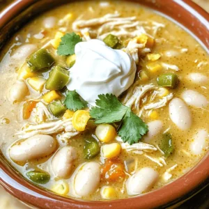 To make Creamy Crockpot White Chicken Chili, you need some simple, fresh ingredients. Here’s what you’ll need: - 2 lbs boneless, skinless chicken breasts - 1 medium onion, diced - 3 cloves garlic, minced - 3 cans white beans (cannellini or great northern), drained and rinsed - 1 can diced green chilies - 1 cup corn (fresh or frozen) - 4 cups chicken broth - 1 teaspoon cumin - 1 teaspoon chili powder - ½ teaspoon oregano - 1 cup sour cream - 1 cup cream cheese, softened - Salt and pepper to taste - Fresh cilantro for garnish (optional) Each ingredient plays a key role in the dish. The chicken provides protein and heartiness. The beans add fiber and creaminess. The spices bring warmth and flavor. The sour cream and cream cheese create that rich, creamy texture we all love. Don't forget, fresh cilantro brightens everything up with a pop of flavor. For the full recipe, check out the detailed instructions that follow. Start by placing the boneless, skinless chicken breasts at the bottom of your crockpot. This helps the chicken cook evenly. Next, layer the diced onion, minced garlic, and the three cans of white beans. I prefer cannellini beans for their creamy texture. Then, add the can of diced green chilies and the cup of corn. Pour in the chicken broth, and sprinkle the cumin, chili powder, oregano, salt, and pepper. Stir gently to mix everything. It’s important to ensure the chicken is submerged to keep it moist during cooking. You can cook this chili on low heat for 6-7 hours or on high for 4 hours. Both methods work well; just choose the one that fits your schedule. When the chicken is fully cooked and tender, it’s time to shred it. About 30 minutes before serving, take the chicken breasts out of the pot. Use two forks to shred the chicken into bite-sized pieces. This step adds texture and flavor to the chili when you return it to the pot. Once the chicken is back in the pot, it’s time to make it creamy. Stir in the softened cream cheese and sour cream. This will give the chili its rich, creamy texture. Mix until fully blended. Before serving, taste your chili and adjust the seasoning as needed. You can add more salt, pepper, or spices for extra flavor. This creamy crockpot white chicken chili is now ready to serve! For the full recipe, check out the earlier section. To make your creamy crockpot white chicken chili pop with taste, focus on spices. Adding spices like cumin and chili powder helps build layers of flavor. Use fresh ingredients whenever you can. Fresh onion and garlic bring a bright taste that dried versions can't match. Adjust the cooking time based on the size of your chicken breasts. Larger pieces may need extra time to cook through. If you use frozen corn, you can toss it in directly. Fresh corn adds a sweet crunch, so choose what fits your taste. Garnish your chili with fresh cilantro for a vibrant touch. A dollop of sour cream adds creaminess and balance. For some crunch, serve with crushed tortilla chips. Pair your chili with warm bread or a side salad for a complete meal. Don’t forget to check out the Full Recipe for more details! {{image_2}} To make this chili a bit lighter, try using low-fat cream cheese. This change cuts down on calories but keeps the creamy texture. You can also boost the veggie content. Add more corn or toss in some chopped bell peppers and zucchini. This adds flavor and nutrients. If you want a change from chicken, use turkey instead. Rotisserie chicken is another great option. It saves time and adds a rich flavor. For a vegetarian twist, skip the meat altogether. Use extra white beans or add lentils for protein. You still get a hearty meal without meat. For those who love heat, adding jalapeños can spice things up. You can chop them finely and mix them in. Other peppers work well too, like poblano or serrano. If you prefer a simple boost, incorporate a few dashes of hot sauce. This gives your chili a kick without being too overwhelming. Don’t forget to check the [Full Recipe] for all the details! To store leftovers of your creamy crockpot white chicken chili, let it cool first. Then, pack it in an airtight container. You can keep it in the fridge for about 3 to 4 days. Make sure to label it with the date. This helps you know when to eat it. If you want to freeze your chili, use freezer-safe containers. Leave some space at the top, as liquids expand when frozen. Your chili can last up to 3 months in the freezer. When you're ready to eat it, move it to the fridge to thaw overnight. You can reheat your chili on the stovetop or in the microwave. For stovetop, heat it in a pot over medium heat until hot. Stir often to avoid sticking. In the microwave, place chili in a bowl and cover it. Heat in 1-minute bursts, stirring in between. If it looks too thick, add a little broth or water to adjust the consistency. Yes, you can use frozen chicken. It saves time and is convenient. Just make sure your crockpot is large enough. Cooking frozen chicken may take a bit longer. The chicken will be safe to eat once it reaches 165°F. Don't skip the shredding step; it helps blend flavors. If you want a thicker chili, try these methods: - Add a cornstarch slurry: Mix cornstarch with water and stir it in. - Mash some beans: Use a fork to mash a few beans against the side of the pot. - Simmer uncovered: Let it cook without the lid for a bit to reduce liquid. Serving this chili is fun and easy! Here are some ideas: - Serve it in bowls, and top with fresh cilantro. - Add a dollop of sour cream for creaminess. - For some crunch, sprinkle crushed tortilla chips on top. - Pair it with warm cornbread or a side salad for a complete meal. Absolutely! Meal prep makes life easier. Here are some tips: - Prep your ingredients the night before and store them in the fridge. - Cook the chili and let it cool before storing it in airtight containers. - You can freeze leftovers for up to three months. Just thaw in the fridge before reheating. This blog post covered a tasty recipe for Creamy Crockpot White Chicken Chili. We explored the essential ingredients, step-by-step instructions, and tips to enhance flavor. I shared variations to suit different diets and preferences, along with storage and reheating tips. Remember, this dish is versatile and easy to tweak. Get creative with spices or add your favorite toppings. Enjoy making this chili, and share it with friends and family for a warming meal!