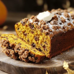 In this section, we will break down the ingredients needed for the Pumpkin Chocolate Chip Streusel Bread. Each part plays a key role in creating a delightful loaf. For the dry mix, gather these items: - 1 ½ cups all-purpose flour - 1 teaspoon baking powder - 1 teaspoon baking soda - ½ teaspoon salt - 1 teaspoon ground cinnamon - ½ teaspoon ground nutmeg - ½ teaspoon ground ginger These ingredients create the base of the bread. The spices add warmth and flavor, while the flour provides structure. Next, we combine the wet ingredients: - ½ cup granulated sugar - ½ cup brown sugar, packed - ½ cup vegetable oil - 1 cup pumpkin puree - 2 large eggs - 1 teaspoon vanilla extract The sugars sweeten the bread and keep it moist. Pumpkin puree adds richness and a lovely color. Eggs help bind everything together. Finally, we need the chocolate chips and streusel topping: - 1 cup chocolate chips - ¼ cup all-purpose flour - ¼ cup brown sugar, packed - 2 tablespoons cold butter, diced - ½ teaspoon ground cinnamon The chocolate chips bring sweetness and a fun touch. The streusel topping adds a crunchy layer on top, making each bite even better. To get the full recipe with steps, just follow the link for the Full Recipe. - Preheat the oven to 350°F (175°C). - Grease a 9x5 inch loaf pan and set aside. Start by preheating your oven. This step is key for even baking. Greasing the pan helps the bread slide out easily after baking. - Whisk together dry ingredients in a medium bowl. - Combine sugar and oil in a large bowl; mix until blended. In a medium bowl, mix the dry ingredients. This includes flour, baking powder, baking soda, salt, and spices like cinnamon, nutmeg, and ginger. In a larger bowl, combine granulated sugar, brown sugar, and oil. Mix well until it looks smooth. - Add pumpkin, eggs, and vanilla to the sugar mixture; beat until smooth. - Gradually fold in dry ingredients; avoid overmixing. - Gently fold in chocolate chips. Next, add pumpkin puree, eggs, and vanilla to the sugar mix. Beat it until smooth. Then, slowly fold in the dry ingredients. Be careful not to mix too much; this keeps the bread soft. Finally, fold in the chocolate chips, making sure they are evenly spread out. Now you are ready to bake the Pumpkin Chocolate Chip Streusel Bread! For the full recipe, check out the complete instructions. - Avoid overmixing the batter. It makes the bread tough. - Let the bread cool before slicing. This keeps it moist and flavorful. - Add nuts or spices for extra flavor. Walnuts or pecans work well. - Adjust sugar levels based on your taste. The sweetness of pumpkin can vary. - Use an oven thermometer. It helps ensure the right baking temperature. - Check doneness with a toothpick. Insert it in the center; it should come out clean. For the full recipe, check out the detailed instructions above. Enjoy your baking! {{image_2}} You can change the Pumpkin Chocolate Chip Streusel Bread to suit your taste. Here are some fun ideas. Add chopped walnuts or pecans to the batter. This gives your bread a nice crunch. Nuts also add protein and healthy fats. I love how they make each bite more interesting. Just fold in about half a cup of your favorite nuts before baking. For a healthier option, swap whole wheat flour for all-purpose flour. Whole wheat flour gives more fiber. You can also use coconut oil instead of vegetable oil. Coconut oil adds a subtle flavor and is a great fat choice. This change makes the bread moist and satisfying. Try using cardamom or allspice to change the flavor. These spices add warmth and depth. You can use them instead of, or alongside, cinnamon and nutmeg. Experimenting with spices can lead to amazing new flavors. You might find a combination that you love even more! You can store your Pumpkin Chocolate Chip Streusel Bread at room temperature. Use an airtight container and keep it for up to 3 days. This keeps the bread fresh and moist. For longer storage, refrigerate the bread. It stays good for up to a week. If you want to keep it even longer, you can freeze it. Wrap the bread tightly in plastic wrap and then in foil. This helps prevent freezer burn. When you're ready to enjoy your bread, warm it up. Toast slices in a toaster or oven for a few minutes. This brings back that fresh-baked taste and smell. It's a delightful way to enjoy this sweet treat again! For the full recipe, check out the detailed steps above. Yes, make sure it's pureed and prepared correctly. Fresh pumpkin gives a nice, bright flavor. To use fresh pumpkin, cook it until soft, then blend it until smooth. This step is key for smooth batter and great taste. Try butterscotch chips, white chocolate, or dried fruits. Each choice adds a new twist. If you want a fun flavor, use peanut butter chips. Get creative and mix your favorites! Yes, use a gluten-free flour blend. Many brands offer great options that work well in baking. Make sure to check that all other ingredients are also gluten-free. This way, everyone can enjoy this tasty bread. Insert a toothpick in the center; it should come out clean when the bread is finished. If it has batter on it, give it a few more minutes. The top should be golden brown and spring back when touched. Yes, adjust the baking time accordingly. Mini loaves bake faster, taking about 30-40 minutes. Check for doneness with a toothpick. This way, you can share with friends or save some for later! This blog post explored the steps to create a moist, delicious pumpkin chocolate chip bread. We covered dry and wet ingredients, with tips to ensure perfect texture and flavor. You can add nuts or adjust spices for a unique twist. Storing and reheating methods keep your bread fresh. I hope these insights help you bake with joy. Enjoy the delightful taste of this easy recipe!