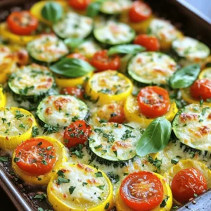 - 2 medium zucchini, sliced into ¼-inch rounds - 2 medium yellow squash, sliced into ¼-inch rounds - 1 cup cherry tomatoes, halved - 1 cup shredded mozzarella cheese - 1/2 cup grated Parmesan cheese - 3 cloves garlic, minced - 2 tablespoons olive oil - 1 teaspoon dried oregano - 1 teaspoon dried basil - Salt and pepper to taste - Fresh basil leaves for garnish When I prepare baked zucchini and yellow squash, I focus on fresh produce. The zucchini and yellow squash should be firm and bright. Slice them into ¼-inch rounds for a lovely texture. Cherry tomatoes bring a pop of color and flavor. Halving them allows their sweetness to shine through. For the dairy, mozzarella melts beautifully, while Parmesan adds a sharp taste. These cheeses work together to create a rich, creamy layer on top. The seasonings are key to flavor. I use minced garlic for a bold taste. Olive oil helps the veggies cook without sticking. Dried oregano and basil add an herby touch. Don’t forget to season with salt and pepper to bring out all the flavors. You can find the full recipe at the end of this article, and I recommend you gather these ingredients. Enjoy the cooking process! - Preheat the oven to 400°F (200°C). - In a large bowl, combine sliced zucchini, yellow squash, cherry tomatoes, and garlic. First, I love the bright colors of zucchini and yellow squash. They make any dish pop with flavor and look great on the table. I slice them into ¼-inch rounds. This helps them cook evenly. I add halved cherry tomatoes and minced garlic for extra taste. Mixing these fresh veggies is the fun part. - Add olive oil, oregano, basil, salt, and pepper; toss to coat the vegetables. Next, I drizzle olive oil over my veggies. This oil helps them roast nicely in the oven. Then, I add dried oregano and basil for a tasty kick. A sprinkle of salt and pepper brings all the flavors together. I toss everything until each piece is well-coated. This step makes sure every bite is delicious. - Grease the baking dish and spread the vegetable mixture evenly. - Sprinkle mozzarella and Parmesan cheese on top and bake for 25-30 minutes. I grease a large baking dish with olive oil to prevent sticking. Then, I spread the veggie mix evenly across the dish. Now, for the best part! I sprinkle shredded mozzarella and grated Parmesan cheese on top. This cheese melts and becomes golden. I bake it in the preheated oven for 25-30 minutes. The aroma fills the kitchen, and I can hardly wait to taste it. For the full recipe, you can check out the details above. To avoid soggy vegetables, slice your zucchini and yellow squash evenly. Use a sharp knife to cut them into ¼-inch rounds. This size helps them cook through without turning mushy. Make sure you don’t crowd your baking dish. If the veggies sit too close, they steam instead of bake. Spread them out for a nice, roasted texture. Herbs can boost the taste of your dish. I often add fresh or dried herbs like oregano and basil. They bring a depth of flavor that makes each bite special. You can also try adding a pinch of red pepper flakes for heat or a squeeze of lemon juice for brightness. This can elevate the dish and make it more exciting. Garnish your baked dish with fresh basil leaves. They add a pop of color and a fresh aroma. Serve the dish warm with crusty bread or over a bed of rice for a complete meal. This makes it fun and inviting for everyone at the table. For a fancier touch, drizzle olive oil over the top just before serving. For the full recipe, check the detailed instructions above. {{image_2}} You can add proteins to your baked zucchini and yellow squash for more flavor. If you enjoy meat, try adding cooked chicken or sausage. Just slice them and mix them in before baking. It gives the dish a hearty touch. For a vegetarian option, use beans. Canned black beans or chickpeas work well. Rinse and drain them, then add them to the veggie mix. This boosts protein and adds texture. If you're not a fan of mozzarella, there are great substitutes. Try provolone or gouda for a different flavor. Both melt well and add richness. If you're looking for vegan options, consider almond or cashew cheese. They melt too but keep the dish dairy-free. Nutritional yeast can also add a cheesy flavor without dairy. Adding seasonal veggies can enhance your dish. Bell peppers or spinach pair well with zucchini and yellow squash. Chop them up and toss them in for added color and nutrients. You can also use whatever vegetables are fresh at the market. Seasonal produce not only tastes better but also supports local farmers. It's a win-win for your meal and the planet. To store leftover baked zucchini and yellow squash, first let it cool. Once cool, place the dish in an airtight container. This keeps the flavors fresh. You should eat it within 3 to 4 days. The veggies will stay tasty, but the texture might change slightly. If you want to save some for later, freezing is a great option. Cut the leftovers into single servings. Wrap each portion tightly in plastic wrap or foil. Place them in a freezer-safe bag or container. This helps prevent freezer burn. When you’re ready to eat, thaw them in the fridge overnight. When reheating, the oven is best to keep the texture nice. Preheat the oven to 350°F (175°C) and place your dish inside for about 15-20 minutes. This keeps the cheese melty and the veggies firm. Using a microwave is quick but can make the squash a bit soft. If you use the microwave, heat it for short bursts. Check and stir often to avoid overcooking. For more details on making baked zucchini and yellow squash, check the Full Recipe. Yes, you can make this dish ahead of time. To do this, prepare the vegetables and mix them with the seasonings. Place them in the baking dish but do not add cheese yet. Cover the dish and store it in the fridge for up to 24 hours. When ready to cook, add the cheese and bake. This saves time on busy days while keeping flavors fresh. Baked zucchini and yellow squash pair well with many dishes. Here are some ideas: - Grilled chicken or fish for protein. - A fresh green salad for crunch. - Quinoa or rice to soak up flavors. - Garlic bread for a tasty side. To make this dish gluten-free, ensure all ingredients are free from gluten. Use gluten-free breadcrumbs if you want a crunchy top. You can also skip the breadcrumbs and focus on the veggies and cheese. This keeps the dish light and tasty. Baked zucchini and yellow squash offer many health benefits. They are low in calories but high in vitamins A and C. The dish is also rich in fiber, which helps digestion. The mozzarella and Parmesan provide calcium and protein. This makes it a healthy option for any meal. Enjoy this wholesome dish as part of a balanced diet. This post covered how to create a delicious baked zucchini and yellow squash dish. We discussed fresh produce, dairy, seasonings, and step-by-step baking instructions. I also shared tips on texture, flavor, and presentation. You can even modify the recipe with proteins and alternative cheeses. Remember, proper storage keeps leftovers fresh. With these insights, you will enjoy making this dish at home. A mix of flavors and textures awaits your table, so get cooking!