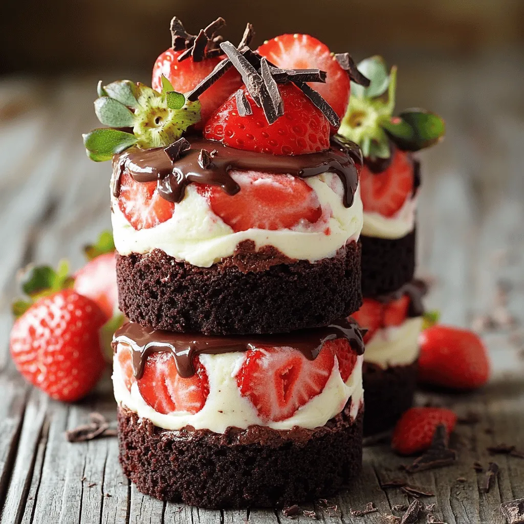 For this fun treat, you will need these key ingredients: - 1 cup all-purpose flour - 1/2 cup unsweetened cocoa powder - 1 teaspoon baking powder - 1/2 teaspoon baking soda - 1/4 teaspoon salt - 1/2 cup unsalted butter, softened - 1 cup granulated sugar - 2 large eggs - 1 teaspoon vanilla extract - 1/2 cup buttermilk - 1/2 cup strawberries, pureed (fresh or frozen) - 1/2 cup heavy cream - 2 tablespoons powdered sugar - Chocolate ganache (1/2 cup chopped chocolate and 1/2 cup heavy cream) These ingredients work together to create the rich layers and flavors in your cakes. You can make your cakes extra special with these optional garnishes: - Fresh strawberries - Chocolate shavings These garnishes add color and texture, making your mini cakes even more appealing. To get the best outcome, follow these tips: - Use room temperature butter and eggs for a smooth batter. - Sift the cocoa powder and flour to avoid lumps. - For a richer chocolate taste, use high-quality cocoa powder. - Chill the heavy cream before whipping for better volume. - Ensure the brownie layers are fully cool before stacking. These simple tips will help you create perfect mini stacked cakes. Check out the Full Recipe for detailed instructions and enjoy the process! First, I preheat the oven to 350°F (175°C). I grease a mini cake pan or a muffin tin. In a bowl, I sift together the all-purpose flour, cocoa powder, baking powder, baking soda, and salt. This step helps to mix the dry ingredients evenly and avoids lumps. Next, I prepare the brownie batter. I combine the softened butter and granulated sugar in another bowl. I mix them until they are light and fluffy. Then, I add the eggs one at a time, mixing well after each. I stir in the vanilla extract for extra flavor. To finish the brownie layer, I alternate adding the flour mixture and buttermilk to the butter mixture. I start and end with the dry ingredients. I mix just until combined, ensuring I do not overmix the batter. Now, it’s time to bake the brownie layer. I pour the batter into the prepared mini cake pan. I bake for about 12 to 15 minutes. I check if a toothpick comes out clean. Once baked, I let them cool for 10 minutes before moving them to a wire rack. While the brownie layers cool, I whip the heavy cream with powdered sugar in a separate bowl. I mix until soft peaks form. Then, I gently fold in the strawberry puree. This creates a light and tasty strawberry cream that pairs well with the brownie layers. Once the brownie layers cool completely, I cut them into equal rounds. I take one brownie layer and spread a tablespoon of strawberry cream on top. Then, I stack another layer and drizzle it with warm chocolate ganache. I repeat this process until I have a mini stacked cake. For the ganache, I heat heavy cream until it simmers. I pour it over chopped chocolate in a bowl and let it sit for five minutes. After that, I stir until smooth and glossy. To finish, I top the mini cakes with a dollop of the remaining strawberry cream, fresh strawberries, and chocolate shavings. This adds a lovely touch that makes these cakes look as good as they taste! One common mistake is overmixing the batter. This can make your cakes tough. Mix until just combined. Another issue is not cooling the brownie layers completely. If they are warm, the cream will melt. Always let them cool on a wire rack. Lastly, be careful with ganache. If it cools too much, it won't drizzle well. Keep it warm for the best results. For these mini cakes, you need a few key tools: - Mini cake pan or muffin tin - Mixing bowls of various sizes - Whisk or electric mixer - Rubber spatula - Wire rack for cooling - Small saucepan for ganache Having these tools makes the process smooth and fun. To get rich flavor, use high-quality cocoa powder and fresh strawberries. This makes a big difference. For texture, ensure your butter is soft. This helps create a fluffy batter. Also, whip the cream until soft peaks form. This gives a nice lightness to the cream layer. Lastly, stack the cakes gently. This keeps them from toppling over and looks neat. For the full recipe, check out [Full Recipe]. {{image_2}} You can change flavors easily. For the brownie layer, swap cocoa powder for vanilla. This gives a light, sweet layer. For a fruity twist, try using lemon zest in the cake batter. It adds a nice zing. You can also replace strawberry puree with raspberry or even mango. These swaps keep the recipe fresh and fun. Decorations can match any event. For birthdays, add colorful sprinkles on top. They bring joy and color. For holidays, use seasonal fruits like cranberries or slices of oranges. They look great and taste awesome too. For a wedding, try light pastel colors. Adding edible flowers can make them classy and elegant. Explore different fillings and frostings. Instead of strawberry cream, try whipped coconut cream. It gives a nice tropical taste. For frosting, use cream cheese frosting for a tangy touch. You can also layer in fruit jams, like apricot or blueberry. Each choice can change the cake's vibe and taste. To keep your mini stacked Neapolitan cakes fresh, wrap each cake in plastic wrap. Place them in an airtight container. Store them at room temperature for up to three days. If you want to keep them longer, refrigerate them. The cakes will stay fresh for about a week in the fridge. If you need to store the cakes for more than a week, freezing is a great option. First, wrap each mini cake tightly in plastic wrap. Then, place them in a freezer-safe bag or container. You can freeze the cakes for up to three months. When you are ready to enjoy them, simply thaw them in the fridge overnight. When you are ready to serve the cakes, you can enjoy them cold or warm them up. To warm them, remove the plastic wrap and place them in a preheated oven at 350°F (175°C) for about 5-10 minutes. This helps to restore their soft texture. If you prefer them cold, simply serve them straight from the fridge. Either way, they taste delicious! You can find the Full Recipe for more details. Mini stacked Neapolitan cakes stay fresh for about three days. Store them in an airtight container. Keep them in the fridge to maintain their flavor and texture. If left out, they may dry out quickly. Yes, you can make these cakes ahead of time. Bake the layers and store them separately. Wrap them in plastic wrap and keep them in the fridge. Assemble the cakes on the day you plan to serve. This keeps the cream fresh and delicious. To stack mini cakes without collapsing, ensure each layer is completely cool. Use a sturdy filling, like the strawberry cream or ganache. Add a small amount of filling between layers to help them stick. You can also chill the cakes after stacking. This helps set the layers and keeps your mini cakes stable. For more details, check the Full Recipe. In this post, we explored how to create Mini Stacked Neapolitan Cakes. We covered the main ingredients, tips for success, and step-by-step assembly. I shared ideas for variations, storage, and answered common questions. These tasty cakes are fun to make and share. Use your creativity with flavors and designs. Follow the tips to avoid mistakes. Enjoy baking and impressing your friends and family with these delightful treats!