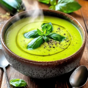 - 4 medium zucchinis, diced - 2 cups vegetable broth - 1 cup coconut milk - 1 large onion, chopped - 3 cloves garlic, minced Zucchini is the star of this soup. It gives the dish a fresh, light taste. Use good-quality vegetable broth for flavor. Coconut milk adds creaminess without dairy. Onions and garlic make a strong base for the soup. - Herbs (thyme, basil) - Spices - Additional vegetables You can enhance the soup with herbs. Fresh thyme or basil adds depth. Feel free to add spices like paprika or cumin for warmth. You can also toss in other veggies, like carrots or bell peppers. - Large pot - Immersion blender - Measuring cups and spoons A large pot is key for cooking. It lets the flavors blend well. An immersion blender makes puréeing easy. You can also use a regular blender, but be careful. Measuring cups and spoons help keep everything precise. For the full recipe, check out the detailed instructions. 1. Start by heating olive oil in a large pot over medium heat. 2. Add the chopped onion to the pot. Sauté until soft and translucent, about 5 minutes. 3. Stir in minced garlic and dried thyme. Cook for another minute until fragrant. 1. Dice the zucchinis into small pieces. 2. Add the diced zucchini to the pot. Stir well to mix with the onion and garlic. 3. Cook for 5-7 minutes until the zucchinis begin to soften. This step is key for a smooth texture later. 1. Pour in the vegetable broth. Bring the mixture to a boil. 2. Reduce the heat to low and let it simmer for 15 minutes. The zucchinis should be very soft. 3. Remove the pot from heat and let it cool slightly. 4. Use an immersion blender to purée the soup until it is smooth. If using a regular blender, do this in batches. 5. Return the soup to the pot and stir in coconut milk and lemon zest. 6. Season with salt and pepper to taste. Heat gently over low heat until warmed through. 7. Serve hot, garnished with fresh basil leaves. For the full recipe, check out the Creamy Zucchini Bliss Soup. Cooking zucchinis well gives your soup a smooth feel. Start by cutting them into small pieces. This helps them cook evenly. Sauté them gently until they are soft. Use an immersion blender for a creamy texture. If you don’t have one, a regular blender works too. Just be careful when transferring hot soup. Blend until it is silky and smooth. Fresh herbs make a big difference. I love adding thyme and basil to my soup. These herbs give it a fresh taste. You can add them while cooking for a strong flavor. For a subtle hint, sprinkle them on top when serving. Adjust the salt and pepper to your liking. Taste as you go to find the perfect balance. Garnishing makes your soup look pretty. Fresh basil leaves add a pop of color. You can also drizzle some coconut milk on top for a nice touch. Serve the soup in warm bowls. This keeps it hot longer. Pair it with crusty bread for a hearty meal. Enjoy the creamy goodness! {{image_2}} You can make your zucchini soup even creamier by adding dairy options. Heavy cream gives a rich texture. You can also use sour cream for a tangy twist. Both choices bring a smooth mouthfeel. If you want to try different types of milk, consider whole milk or almond milk. These can change the flavor a bit. Each milk has its unique taste. Coconut milk, which we use in the Full Recipe, adds a hint of sweetness and creaminess. To make a vegan version of this soup, simply remove the dairy. You can replace the coconut milk with cashew cream. This adds a rich flavor without dairy. For a low-carb option, skip the potatoes or other starchy vegetables. Instead, use cauliflower. It blends well and adds creaminess without extra carbs. You can also explore alternative thickeners. Chia seeds or ground flaxseed work well. They can help thicken without changing the taste. To change up the flavor, think about adding different vegetables. Carrots or bell peppers can brighten your soup. They add both color and taste. You might also try spinach or kale for a green boost. If you like things spicy, consider adding a pinch of red pepper flakes. This will give your soup a warm kick. You can also explore savory twists like adding smoked paprika. It gives a smoky depth to the flavor. These variations let you make zucchini soup that suits your taste. To keep your zucchini soup fresh, use airtight containers. Glass jars or plastic containers work well. Make sure to cool the soup before sealing. This helps prevent moisture buildup. Your soup stays fresh in the fridge for about 3 to 5 days. If you want to freeze the soup, pour it into freezer-safe containers. Leave some space at the top for expansion. Zucchini soup can last in the freezer for about 2 to 3 months. When you’re ready to eat it, thaw it in the fridge overnight. For reheating, pour the soup into a pot. Heat on low, stirring often. You can also use a microwave, but stir it halfway through. This helps it heat evenly. You can use leftover zucchini soup in many ways. Try adding it to pasta for a creamy sauce. You can also use it as a base for risotto. Another fun idea is to mix it into a vegetable stew. It adds flavor and richness to any dish. To thicken your zucchini soup, you can try a few easy methods: - Add more vegetables: Cooked potatoes or carrots can help. - Use a starch: Mix in a little cornstarch or flour to the soup. - Blend less: If you blend everything, leave some chunky pieces. - Simmer longer: Let it cook longer to reduce liquid and get a thicker texture. These tips will make your soup rich and hearty. Yes, you can use frozen zucchini! Just remember: - Thaw first: Before cooking, let the zucchini thaw to prevent excess water. - Adjust cooking time: Frozen zucchini may need a few extra minutes to cook through. This way, you can enjoy zucchini soup anytime, even off-season. Zucchini soup offers many health benefits: - Low in calories: It’s a great way to enjoy a filling meal without a lot of calories. - Rich in vitamins: Zucchini is high in vitamin C and potassium. - Good for digestion: It contains fiber, which helps your gut health. These benefits make zucchini soup a smart choice for your meals. Absolutely! Zucchini soup is perfect for meal prep: - Make in batches: You can prepare a large pot and store it. - Easy to freeze: Just pour into containers and freeze for later. - Quick reheating: Warm it on the stove or in the microwave. This makes it easy to have a healthy meal ready when you need it. Zucchini soup pairs well with many dishes: - Crusty bread: A slice of fresh bread complements the soup nicely. - Salad: A light salad adds a fresh contrast. - Cheese: Grated cheese on top adds a nice flavor. These options enhance your meal and make it more enjoyable. Zucchini soup is easy to make and delicious. We covered the main ingredients like zucchini, broth, and coconut milk. I shared steps to sauté, cook, and blend your soup perfectly. You learned tips for texture and flavor that can brighten your dish. Variations, storage, and leftover ideas ensure you enjoy this soup in many ways. With these insights, you can create a meal that warms your soul. Dive into this zucchini soup adventure and enjoy every spoonful of goodness.
