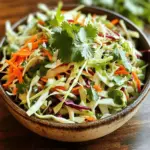 - 4 cups green cabbage, finely shredded - 1 cup red cabbage, finely shredded - 1 large carrot, grated - 1/2 red bell pepper, thinly sliced - 1/4 cup fresh cilantro, chopped - 2 tablespoons lime juice - 1 tablespoon olive oil - 1 teaspoon honey (or agave syrup) - 1/2 teaspoon cumin - Salt and pepper to taste Gather these fresh ingredients. The crispness of the cabbage and the brightness of the lime juice create a perfect balance. I love how the colors pop in this slaw. The green and red cabbages add crunch and sweetness. The grated carrot brings a nice orange hue and a bit of earthiness. The cilantro adds an herbaceous kick that rounds out the flavors. For the dressing, lime juice is the star. It brightens each bite. Olive oil adds a smooth texture, while honey gives a hint of sweetness. Cumin adds warmth and depth, making each mouthful exciting. This slaw is not just pretty; it’s tasty too! You can serve it as a side dish or on top of tacos. It pairs well with many meals. For the full recipe, check out the Zesty Cilantro Lime Slaw. - In a large mixing bowl, combine shredded green cabbage, red cabbage, grated carrot, and sliced red bell pepper. This mix gives a great crunch and flavor. - In a separate bowl, whisk together lime juice, olive oil, honey, cumin, salt, and pepper. This dressing adds zesty brightness to the slaw. - Pour the dressing over the cabbage mixture. Add chopped cilantro for a fresh burst of flavor. - Toss everything together gently. Make sure the vegetables are well coated in the dressing. - Allow the slaw to sit for 10-15 minutes. This helps the flavors meld and develop. - Serve chilled or at room temperature. It pairs well with tacos or as a refreshing side dish. For the full recipe, check out the details above. - Freshness of produce: Always pick fresh vegetables. Look for bright colors and crisp textures. Fresh green and red cabbage make a huge difference in taste. You want your slaw to be vibrant and crunchy. - Opting for organic ingredients: Whenever possible, choose organic options. They are free from harmful pesticides. Organic veggies also often taste better and are more nutritious. Supporting local farms is a great bonus! - Adding crunch with nuts or seeds: For an extra crunch, try adding nuts or seeds. Toasted pumpkin seeds or slivered almonds work well. They give your slaw a nice texture and boost the flavor. - Adjusting sweetness with honey/agave: You can tweak the sweetness to your liking. A teaspoon of honey or agave syrup can balance the tart lime juice. Just mix it well into your dressing for a smooth flavor. - How to toss slaw without bruising vegetables: When you mix your slaw, be gentle. Use a large spoon to fold the veggies rather than stirring hard. This keeps your cabbage crisp and prevents it from wilting. - Serving suggestions for tacos and as a side dish: Cilantro lime slaw shines as a topping for tacos. It adds freshness and zest to every bite. You can also serve it as a side dish with grilled meats or fish. Enjoy the bright flavors any time! For a detailed preparation method, check out the Full Recipe. {{image_2}} You can use different types of cabbage in your slaw. Green cabbage is crunchy and mild. Napa cabbage is softer and sweeter. Mixing the two can add nice textures. Adding purple cabbage gives your slaw a pop of color. It also brings extra nutrients. Feel free to add other veggies to your slaw. Radishes bring a nice crunch and spice. Cucumbers add freshness and coolness. For a creamy twist, try adding avocado. It makes the slaw rich and smooth. These additions make your slaw even more exciting. You can change the flavors of your slaw easily. For a spicy kick, add jalapeños to the mix. They give a great heat that pairs well with lime. If you prefer sweet, try adding chunks of mango. The sweetness of mango balances the tangy lime. Each variation makes your slaw unique and delicious. You can find the full recipe at the beginning of the article. To keep your cilantro lime slaw fresh, store it in airtight containers. Glass or plastic containers work well. They help block air and moisture. This way, your slaw stays crisp longer. To preserve freshness, place a paper towel in the container. This absorbs extra moisture. It prevents sogginess. Always store your slaw in the fridge. Cilantro lime slaw lasts about 3 to 5 days in the refrigerator. After this time, the texture changes. You may notice the veggies look wilted. They might also lose their bright color. Signs that the slaw has gone bad include a sour smell or slimy texture. If you see any mold, throw it away. Trust your senses; they guide you well. You can get creative with leftover slaw. Mix it into tacos for extra crunch. It also works great in sandwiches. Just layer it on your favorite bread. You can add slaw to salads as a topping. It boosts flavor and adds color. You can even use it as a garnish for grilled meats. These ideas help avoid waste while enjoying delicious meals. For the complete recipe, check out the Full Recipe. Yes, you can make Cilantro Lime Slaw ahead of time. I recommend making it 1 to 2 hours before you serve it. This gives the flavors time to blend well. However, if you make it too early, the cabbage may lose its crunch. Keep it in the fridge until you are ready to serve. If you want a substitute for honey, try maple syrup or agave syrup. Both options add sweetness without changing the flavor much. They work well in the dressing. You can use the same amount as the honey called for in the recipe. Yes, Cilantro Lime Slaw is gluten-free. All the ingredients in this slaw are safe for a gluten-free diet. Just make sure to check any packaged ingredients, like the olive oil or spices, to confirm they are gluten-free. Enjoy this slaw without worry! Cilantro lime slaw is fresh and easy to make. You learned about its main ingredients, dressing, and preparation steps. Choosing fresh produce and adding nuts or seeds can boost texture and flavor. You can also mix in different veggies for a twist. Store it right to keep it fresh. With this recipe, you can enjoy a tasty side dish that brightens any meal. Try it with tacos or in salads for added crunch and flavor. Your slaw will impress everyone at the table. Enjoy making and sharing this slaw!
