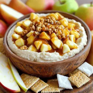 To make Caramel Apple Cheesecake Dip, you need: - 8 oz cream cheese, softened - 1/2 cup powdered sugar - 1 tsp vanilla extract - 1/2 cup sour cream - 1/2 tsp cinnamon - 1 cup apples, diced (preferably Granny Smith for tartness) - 1/2 cup caramel sauce (store-bought or homemade) - 1/4 cup chopped walnuts (optional) - Sliced apples, graham crackers, or vanilla wafers for dipping You can change the dip to fit your taste. Try using: - Different apples like Honeycrisp or Fuji for sweetness. - A flavored cream cheese, like caramel or pumpkin spice. - Pecans or almonds instead of walnuts for a different crunch. - Chocolate sauce instead of caramel for a fun twist. If you lack some ingredients, here are some swaps: - Use Greek yogurt in place of sour cream for a tangy taste. - Swap powdered sugar with brown sugar for a richer flavor. - If you don’t have vanilla extract, use almond extract for a unique touch. - Replace chopped walnuts with sunflower seeds for a nut-free option. Making Caramel Apple Cheesecake Dip is quick and easy. You will need just 15 minutes. Gather your ingredients first. You will need cream cheese, powdered sugar, vanilla extract, sour cream, cinnamon, apples, caramel sauce, and optional walnuts. 1. Start with a large mixing bowl. 2. Use an electric mixer to beat the softened cream cheese until smooth and creamy. 3. Gradually add 1/2 cup of powdered sugar. Mix until well combined. 4. Pour in 1 teaspoon of vanilla extract and 1/2 cup of sour cream. Mix until creamy. 5. Add 1/2 teaspoon of cinnamon and 1 cup of diced apples. Gently fold them in. 6. Transfer the mixture to a serving bowl. Drizzle 1/2 cup of caramel sauce on top. 7. If you like, sprinkle 1/4 cup of chopped walnuts over the caramel layer. 8. Serve right away with sliced apples, graham crackers, or vanilla wafers for dipping. This dip is perfect for parties or cozy nights. You can serve it in a fun bowl. You can also add extra caramel on top for a sweeter touch. Experiment with different dippers like pretzels for a salty crunch. Enjoy the mix of flavors! To get a smooth and creamy dip, start with softened cream cheese. If it’s too cold, it won’t blend well. Beat it well with an electric mixer until it’s fluffy. Add the powdered sugar slowly to help mix it in. Mix the vanilla and sour cream next. This keeps the texture light. When adding the apples and cinnamon, fold them in gently. This way, you keep the creaminess intact. Caramel apple cheesecake dip is perfect for many events. Serve it at parties, game days, or family gatherings. For a fun twist, set up a dipping station. Include sliced apples, graham crackers, and vanilla wafers. You can also use it as a snack for movie nights. Just put it in a bowl and let everyone dive in. Dippers make this dip even better! Try using sliced Granny Smith apples for a tart taste. Graham crackers add a sweet crunch, while vanilla wafers are a classic choice. If you want something different, consider pretzel sticks. They add a salty touch that pairs well with the sweet dip. You can also try using fresh strawberries for a fruity twist. {{image_2}} You can change the flavor of your dip easily. Adding chocolate is a fun twist. Just mix in mini chocolate chips or a swirl of chocolate sauce. You can also use spices like nutmeg or ginger for a warm touch. These flavors mix well with the apples and caramel. Seasonal flavors can make your dip even more special. For fall, try adding pumpkin puree. Just mix in about half a cup with the cream cheese. You can also sprinkle in pumpkin spice for extra warmth. In the spring or summer, fresh berries work great. Use diced strawberries or blueberries to brighten the dip. For a healthier version, swap the cream cheese for Greek yogurt. It gives the dip a nice tang and cuts some fat. You can also use honey instead of powdered sugar for sweetness. This change keeps the flavor rich while being better for you. Choose low-fat sour cream for a lighter touch. To keep your Caramel Apple Cheesecake Dip fresh, cover it well. I use plastic wrap or a lid. This helps avoid drying out. Store it in the fridge. Make sure to keep it cold. It’s best to eat it within three days. I recommend using airtight containers. They keep the dip fresh longer. Glass containers work great. They do not absorb odors. You can also use plastic containers with tight lids. Make sure they are clean and dry before putting in the dip. Caramel Apple Cheesecake Dip lasts about three days in the fridge. If you want to freeze it, you can. Place it in a freezer-safe container. It freezes well for about a month. When you are ready to eat it, thaw it in the fridge overnight. Mix it well before serving. Yes, you can make this dip ahead of time. Prepare it and store it in the fridge. Cover it tightly to keep it fresh. When you’re ready to serve, just add the caramel and walnuts on top. This dip tastes great after chilling for a few hours. If you want a substitute for cream cheese, use Greek yogurt. It adds creaminess and a nice tang. You can also use mascarpone cheese for a richer flavor. Both options will still give you a tasty dip. To make this dip gluten-free, choose gluten-free dippers. Sliced apples and vanilla wafers can work well. Just check the labels to ensure they are safe. The dip itself is already gluten-free, so you can enjoy it worry-free! You now have all the tools to make a great Caramel Apple Cheesecake Dip. We covered the important ingredients and how to pick the best ones. You learned simple steps to prepare it and serve for any event. I shared tips for a creamy texture and how to pair it with dippers. Plus, the variations and storage tips ensure your dip stays fresh. Remember, you can tweak flavors and make it your own. Enjoy your creamy delight, and share it with friends and family!
