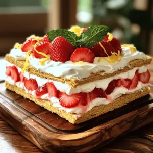 For this cake, use 2 cups of fresh strawberries. Make sure to hull and slice them. This step helps release their sweet juices. I like to sprinkle 1 tablespoon of sugar over the strawberries. Let them sit for 15 to 20 minutes. This makes them juicy and flavorful. You will need 2 cups of heavy whipping cream. This cream gives the cake its rich, fluffy texture. Use a mixer to whip the cream until it thickens. The goal is to create soft peaks. This will help the cake hold its shape. You will also need a few key ingredients: - 1 teaspoon vanilla extract - 1/2 cup powdered sugar - 1 package of graham crackers (14-16 sheets) - Zest of 1 lemon The vanilla extract adds a nice flavor. The powdered sugar sweetens the cream. The graham crackers form the cake's base. The lemon zest gives a fresh twist. Optionally, you can add mint leaves for garnish. This adds color and a hint of freshness. First, wash and hull the strawberries. Slice them into small pieces. Place the sliced strawberries in a medium bowl. Add 1 tablespoon of sugar to the bowl. Toss the strawberries gently to coat them. Set the bowl aside for 15 to 20 minutes. This step helps the strawberries release their sweet juices. Next, take a clean bowl and pour in 2 cups of heavy whipping cream. Use an electric mixer on medium speed. Beat the cream until it starts to thicken. Add 1 teaspoon of vanilla extract to the cream. Gradually mix in 1/2 cup of powdered sugar. Keep whipping until you see soft peaks form. Finally, fold in the zest of 1 lemon gently. This adds a bright flavor to the cream. Now, grab a 9x13 inch baking dish. Start with a layer of graham crackers at the bottom. Spread half of the whipped cream over the crackers evenly. Next, spoon half of the prepared strawberries on top. Make sure to drizzle some of their juices over the cream. Repeat this layering process. Add another layer of graham crackers, then the rest of the whipped cream, and finish with the remaining strawberries. Cover the dish tightly with plastic wrap. Place it in the fridge for at least 4 hours or overnight. This waiting time allows all the flavors to blend beautifully. To get the best whipped cream, start with cold cream. Use heavy whipping cream for a rich taste. Whip it on medium speed until it thickens. Then, add vanilla and powdered sugar slowly. Keep whipping until soft peaks form. Be careful not to over-whip it. If you do, it can turn grainy. Layering is key to a great icebox cake. Start with a flat layer of graham crackers. Use enough cream to cover the crackers fully. Spread the cream evenly for a nice look. When adding strawberries, make sure to include their juices. This adds flavor and moisture to the cake. Repeat the layers until you reach the top. Finish with whipped cream and strawberries for a beautiful look. For serving, cut the cake into neat squares. A sharp knife helps with clean cuts. You can serve it on a nice platter or in cups. Adding mint leaves on top gives it a fresh look. Drizzle extra strawberry juice around the cake for color. This not only looks appealing but also adds flavor. {{image_2}} You can switch up the fruit for this cake. Try using peaches, blueberries, or raspberries. Each fruit has its own taste and adds a fun twist. For example, peaches give a sweet, juicy flavor. Blueberries add a nice pop of color and tartness. Raspberries bring a lovely tartness that pairs well with the cream. Mix and match these fruits to find your favorite combo! If you need a gluten-free option, substitute graham crackers with gluten-free cookies. Look for cookies made from almond flour or rice flour. They work well and will still taste great. You can also use gluten-free sponge cake for a different texture. Just ensure all other ingredients are gluten-free, too. Add more flavor to your cake by mixing in some citrus zest. Lime or orange zest can brighten the taste. You can also fold in a bit of cocoa powder for a chocolate twist. Use chocolate graham crackers for an even richer flavor. Another fun addition is a splash of almond extract in the whipped cream for a hint of nuttiness. Store your strawberry shortcake icebox cake in the fridge. Cover it tightly with plastic wrap or a lid. This keeps it fresh and prevents it from drying out. It’s best to chill the cake for at least 4 hours before serving. The longer it sits, the better the flavors blend. You can freeze this cake, but it’s not the best option. Freezing changes the texture of the whipped cream and strawberries. If you must freeze it, slice it first for easy thawing. Wrap each piece in plastic wrap, then place them in an airtight container. This way, you can enjoy a slice anytime. In the fridge, the cake lasts about 3-4 days. After that, the graham crackers may get too soggy. If frozen, it can last up to 2 months. Remember to thaw it in the fridge overnight for best results. Enjoy each bite of this delightful treat! You can swap graham crackers for vanilla wafers or digestive biscuits. Both options add a nice flavor and texture. If you want a nutty taste, try using crushed almonds or pecans mixed with oats. These choices create a unique base for your cake. Yes, you can make this cake a day ahead. The longer it sits, the better it tastes. Just cover it well with plastic wrap in the fridge. This allows the flavors to blend, and the crackers will soften nicely. To make this cake dairy-free, use coconut cream or almond milk cream. You can find dairy-free whipped toppings at the store too. For the cream, whip the coconut cream until it’s fluffy. This gives you a rich texture without dairy. This blog post covered the key ingredients, steps, and tips for making a delicious layered cake. We explored fresh strawberries, heavy cream, and other essentials. I shared how to prepare strawberries, whip cream, and layer the cake perfectly. Plus, you learned tricks for serving and variations using seasonal fruits. Remember to refrigerate leftovers and know how long it lasts. Making this cake can be fun and rewarding. Now, gather your ingredients and get started! Enjoy creating a treat that everyone will love.