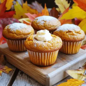 - 1 ½ cups all-purpose flour - 1 teaspoon baking soda - ½ teaspoon baking powder - 1 teaspoon ground cinnamon - ½ teaspoon ground nutmeg - ¼ teaspoon ground ginger - ½ teaspoon salt - ½ cup granulated sugar - ½ cup brown sugar, packed - 1 cup canned pumpkin puree - ½ cup vegetable oil - 2 large eggs - 1 teaspoon vanilla extract - 4 oz cream cheese, softened - 2 tablespoons powdered sugar - 1 tablespoon lemon juice (optional for flavor) The key to making these pumpkin cream cheese muffins great is the balance of flavors. The dry ingredients mix spices like cinnamon and nutmeg with flour. These spices give the muffins warmth. The wet ingredients add sweetness and moistness. The canned pumpkin puree is essential. It keeps the muffins soft and rich. The cream cheese filling adds a fun surprise. It gives each muffin a creamy, tangy center. Mixing lemon juice with the cream cheese brightens the flavor. This step is optional but recommended. Gathering these ingredients is easy. You can find most in your kitchen or local store. The full recipe shows how to combine them for perfect muffins. Each bite will be soft, spiced, and delicious. - Preheat the oven to 350°F (175°C). - Line the muffin tin with paper liners or grease the cups. - In a medium bowl, combine the dry ingredients: flour, baking soda, baking powder, cinnamon, nutmeg, ginger, and salt. Set this aside for later. - In a large bowl, mix the wet ingredients: granulated sugar, brown sugar, pumpkin puree, vegetable oil, eggs, and vanilla extract. Stir until smooth. - Gradually add the dry mixture to the wet mixture. Stir gently until just combined. A few lumps are fine. - Fill each muffin cup halfway with the pumpkin batter. Add a teaspoon of the cream cheese filling in the center of each muffin. Then, cover with more pumpkin batter until the cups are about ¾ full. - Place your muffin tin in the preheated oven. Bake for 18-20 minutes. Check for doneness with a toothpick. It should come out clean. - Let the muffins cool in the pan for about 5 minutes. Then, transfer them to a wire rack to cool completely. These muffins are rich in flavor and perfect for any time of the day. You can find the full recipe for Pumpkin Cream Cheese Muffins in the previous section. To keep your muffins moist, mix carefully. Overmixing adds air, which can dry them out. Stir just until the dry ingredients blend with the wet ones. A few lumps are okay; they won't harm the final product. After baking, let the muffins cool in the pan for five minutes. This short wait allows the muffins to set and helps keep them soft. Accurate oven temperature is key. An oven that runs hot can burn your muffins. Use an oven thermometer to ensure accuracy. For even cooking, use a light-colored muffin tin. Dark pans can cause the bottoms to cook faster than the tops. To make your muffins look special, dust them with powdered sugar. Use a small sieve for a light touch. This adds a nice look and a hint of sweetness. Serve muffins warm on a rustic wooden board. Add fall leaves for a seasonal charm. This simple touch makes your muffins more inviting and festive. For the full recipe, refer to the previous sections to guide your baking journey! {{image_2}} You can make these muffins gluten-free with a few swaps. Use a gluten-free all-purpose flour blend. Look for one that includes xanthan gum, as it helps with texture. You can also substitute baking powder with baking soda and cream of tartar. This keeps the muffins light and fluffy. To make these muffins vegan, replace the eggs with flax eggs. Mix 1 tablespoon of ground flaxseed with 2.5 tablespoons of water. Let it sit for five minutes to thicken. For the cream cheese filling, use a dairy-free cream cheese. Almond or cashew cream cheese works well for this recipe. Want to spice things up? Add ½ cup of chopped nuts like walnuts or pecans. They add a nice crunch. You can also mix in chocolate chips for a sweet twist. Dark chocolate pairs well with pumpkin. Dried cranberries or raisins can add a fruity flavor too. For the complete recipe, check out the [Full Recipe]. To store your muffins at room temperature, place them in an airtight container. They stay fresh for two to three days. You can also wrap them in plastic wrap. This helps keep moisture in. Avoid leaving them in a warm place. Heat can make them dry out quickly. For long-term storage, freezing is your best option. First, let the muffins cool completely. Then, wrap each muffin in plastic wrap. After that, place them in a freezer bag. They can last for up to three months in the freezer. When you're ready to enjoy them, just take out what you need. To reheat muffins, you have a few options. The oven works great for even heating. Preheat it to 350°F (175°C) and bake for about 10 minutes. If you're in a hurry, the microwave is faster. Heat each muffin for about 15-20 seconds. Just be careful not to overheat. You want them warm, not hot! For the best taste, enjoy them fresh after reheating. For the full recipe, check the details above. To help your muffins rise, use fresh baking powder and baking soda. These ingredients create bubbles in the batter, which makes the muffins fluffy. Make sure you measure them correctly. Too much or too little can change everything. Also, mix your batter gently. Overmixing can make the muffins dense. Yes, you can use fresh pumpkin! Fresh pumpkin gives a nice taste. However, it takes more time to cook and prepare. Canned pumpkin is easy and quick. It also has a smooth texture that works well in baking. In the end, both options are tasty, but choose what fits your time. Look for a few signs to check if your muffins are done. First, the tops should be golden brown. Second, a toothpick inserted in the center should come out clean. Lastly, the muffins should spring back when you touch them lightly. Trust these signs to get perfect muffins every time. You can make these muffins healthier by reducing sugar and fat. Try using applesauce instead of some oil. This keeps them moist with less fat. You can also cut back on sugar. Using honey or maple syrup can add natural sweetness. These small changes will still keep your muffins delicious. You can find the complete recipe for Pumpkin Cream Cheese Muffins [here](#). You now have a simple guide to make delicious pumpkin cream cheese muffins. We covered essential ingredients, detailed steps, and tips to ensure they are moist and tasty. Don’t forget possible variations and storage tips, plus answers to common questions. These muffins are a great treat any time. By following this guide, you can impress your family and friends with your baking skills. Enjoy baking and tasting your tasty treats!