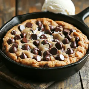 To make the ultimate chocolate chip skillet cookie, you need these key items: - 1 cup unsalted butter, softened - 1 cup brown sugar, packed - ½ cup granulated sugar - 2 large eggs - 2 teaspoons vanilla extract - 2 ½ cups all-purpose flour - 1 teaspoon baking soda - ½ teaspoon salt - 1 ½ cups semi-sweet chocolate chips - Sea salt for sprinkling You can change the flavor or texture by adding: - ½ cup chopped walnuts or pecans - A sprinkle of cinnamon for warmth - ½ cup peanut butter chips for a twist Using high-quality ingredients makes a big difference. Choose: - Fresh eggs for richness - Pure vanilla extract for flavor - High-grade chocolate chips for melting quality - Organic flour for a better texture Using these will help you create a cookie that is truly delightful. To start, preheat your oven to 350°F (175°C). While it heats, grab a 10-inch cast-iron skillet. Grease it well with butter or cooking spray. This step helps your cookie slide out easily later. In a large bowl, add 1 cup of softened butter, 1 cup of packed brown sugar, and ½ cup of granulated sugar. Use a hand mixer or a wooden spoon to blend until smooth. Next, crack in 2 large eggs, adding them one at a time. Mix well after each egg. Pour in 2 teaspoons of vanilla extract and blend until fully mixed. In another bowl, whisk together 2 ½ cups of all-purpose flour, 1 teaspoon of baking soda, and ½ teaspoon of salt. Gradually add this dry mix to the wet mix. Stir gently until just combined. Avoid overmixing. Finally, fold in 1 ½ cups of semi-sweet chocolate chips. If you like, add ½ cup of chopped walnuts or pecans for extra crunch. Now, pour your cookie dough into the greased skillet. Spread it out evenly with a spatula. For a touch of flavor, sprinkle a little sea salt on top. Bake your cookie in the preheated oven for 25-30 minutes. Look for golden edges and a slightly undercooked center. It will firm up as it cools. After baking, take it out and let it cool in the skillet for about 10-15 minutes. Then, slice it up and enjoy your warm, gooey cookie! To get the best texture, mix your butter and sugars until creamy. This step adds air, making your cookie light. Use room temperature butter, not melted. It helps the dough hold shape while baking. Don't overmix the flour in your batter. Stir until just combined. This keeps your cookie soft and chewy. One mistake is underbaking the cookie. The edges should be golden brown. The center can look undercooked, but it will firm up. Another common error is skipping the sea salt. A sprinkle on top makes the flavor pop. Lastly, remember to grease your skillet. This prevents sticking and helps with easy serving. For the best experience, serve your skillet cookie warm. A scoop of vanilla ice cream on top is a must. It melts and creates a gooey delight. You can also drizzle caramel sauce over it. This adds sweetness and richness. Cut into wedges or scoop it out with a spoon for fun. Enjoy it right from the skillet for a cozy treat! {{image_2}} You can easily make this cookie gluten-free. Swap the all-purpose flour for a gluten-free blend. Many brands work well, so find one that suits your taste. Make sure it has xanthan gum, which helps with texture. The cookie will still be soft and chewy, just like the original! Want to switch things up? Add some fun flavors! You can mix in peanut butter chips or butterscotch chips for a twist. Toss in some dried fruit like cranberries or cherries for a fruity taste. You can also sprinkle in spices like cinnamon for warmth. The options are endless! Looking for a healthier treat? You can reduce the sugar by using less brown sugar and granulated sugar. Try using coconut sugar for a lower glycemic index option. You can also swap some butter for applesauce to cut down on fat. Add oats for extra fiber and a chewy texture. These changes make the cookie a bit better for you! After enjoying your skillet cookie, store any leftovers properly. Let the cookie cool completely in the skillet. Cover it with plastic wrap or aluminum foil. You can also transfer slices to an airtight container. This keeps the cookie fresh for up to three days at room temperature. When you're ready to enjoy the cookie again, reheating is simple. Preheat your oven to 350°F (175°C). Place the leftover cookie in the oven for about 5-10 minutes. This warms it up and makes it soft again. If you want a quick fix, use the microwave. Heat it for 10-15 seconds. Be careful not to make it too hot. Freezing is a great option for saving your skillet cookie. Cut it into slices before freezing. Wrap each slice tightly in plastic wrap. Then, place them in a freezer-safe bag. This way, they stay fresh for up to three months. When you’re ready to eat, let it thaw in the fridge overnight. Reheat as mentioned before for a warm treat. The best skillet for a chocolate chip cookie is a 10-inch cast-iron skillet. It heats evenly and gives a nice crust. A heavy-duty, oven-safe skillet also works. Look for one that can handle high heat and is non-stick. This ensures easy removal and clean-up. Yes, you can make this cookie dough ahead of time. Once mixed, cover it and store it in the fridge for up to three days. This lets the flavors blend well. When you are ready, simply scoop it into the skillet and bake. If you want to store it longer, freeze the dough for up to three months. Just remember to thaw it before baking. To make the cookie less sweet, you can reduce the sugar. Try cutting the brown sugar and granulated sugar by a third. You can also use dark chocolate chips, which are less sweet than semi-sweet. Adding a pinch of sea salt can balance the sweetness too. Adjusting the sugar helps you enjoy a richer, deeper flavor. You learned about key ingredients for delicious treats and how to mix them well. I shared tips to avoid common mistakes and ways to customize your recipes. We also covered storage info and useful FAQs. Remember, great cooking is about trial and error. Use what you learned here to make tasty treats your way. Enjoy sharing your creations with family and friends! Your baking journey starts now!