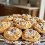 Crumbl Pumpkin Pie Cookies burst with warm fall flavors. You taste rich pumpkin, sweet brown sugar, and warm spices. The cinnamon, ginger, and nutmeg create a cozy blend. Each bite is soft and chewy with a slight crisp on the edge. If you add chocolate chips or nuts, they bring extra flavor. These cookies are great for sharing or enjoying alone. Crumbl often offers pumpkin pie cookies in the fall. This matches the pumpkin season, making them perfect for autumn gatherings. You might find special promotions during Halloween or Thanksgiving. Keep an eye on their website or social media for updates. They often share limited-time flavors, making each visit exciting. Crumbl Pumpkin Pie Cookies cost around $4 each. You can buy them as single cookies or in boxes. A box may contain 4 to 12 cookies. Check your local Crumbl store or order online for easy pickup. It's a fun treat for friends and family. To bake Crumbl pumpkin pie cookies, gather these key ingredients: - 1 cup unsalted butter, softened - 1 cup brown sugar, packed - 1/2 cup granulated sugar - 1 large egg - 1 teaspoon vanilla extract - 1 cup pure pumpkin puree - 2 1/2 cups all-purpose flour - 1 teaspoon baking soda - 1 teaspoon baking powder - 1 teaspoon ground cinnamon - 1/2 teaspoon ground ginger - 1/4 teaspoon ground nutmeg - 1/4 teaspoon salt - 1/2 cup chocolate chips (optional) - 1/2 cup chopped pecans or walnuts (optional) - Powdered sugar for dusting (optional) These ingredients blend to create a rich and flavorful cookie that captures the essence of fall. You can enhance your cookies with these optional add-ins: - 1/2 cup chocolate chips for sweetness - 1/2 cup chopped pecans or walnuts for crunch - A sprinkle of cinnamon sugar on top These add-ins add fun textures and flavors to each bite. If you need to make substitutions, consider these options: - Use coconut oil instead of butter for a dairy-free option. - Swap brown sugar for coconut sugar for a lower glycemic index. - Use almond flour or a gluten-free blend for a gluten-free version. These substitutions maintain the cookie's taste while meeting dietary needs. 1. Start by preheating your oven to 350°F (175°C). This ensures even baking. 2. Line a baking sheet with parchment paper. This helps cookies lift off easily. 3. In a large bowl, cream together 1 cup of softened unsalted butter, 1 cup of brown sugar, and 1/2 cup of granulated sugar. Beat until the mixture is light and fluffy. 4. Next, add in 1 large egg and 1 teaspoon of vanilla extract. Mix until the ingredients are well combined. 5. Stir in 1 cup of pure pumpkin puree. This gives the cookies their rich pumpkin flavor. 6. In another bowl, whisk together 2 1/2 cups of all-purpose flour, 1 teaspoon of baking soda, 1 teaspoon of baking powder, 1 teaspoon of ground cinnamon, 1/2 teaspoon of ground ginger, 1/4 teaspoon of ground nutmeg, and 1/4 teaspoon of salt. 7. Gradually add the dry mix to the wet ingredients. Stir just until combined. Avoid over-mixing to keep cookies soft. 8. If you want, fold in 1/2 cup of chocolate chips and 1/2 cup of chopped pecans or walnuts. These add great texture. 9. Use a cookie scoop or tablespoon to drop rounded balls of dough onto the lined baking sheet. Leave some space between each cookie. 10. Bake the cookies in your preheated oven for 12-15 minutes. Look for lightly golden edges. The centers should look soft but will firm up as they cool. 11. Let the cookies cool on the baking sheet for 5 minutes. This helps them set before moving. 12. Carefully transfer the cookies to a wire rack to cool completely. 13. If you like, dust the cooled cookies with powdered sugar for a festive look. 14. For a special touch, serve them with a dollop of whipped cream and a sprinkle of cinnamon. {{image_2}} To get the right dough, start with soft butter. Softened butter mixes well with sugars. This mix should be light and fluffy. When adding pumpkin, it adds moisture. If the dough feels too wet, add a bit more flour. Aim for a soft, but not sticky, dough. Ovens can vary, so check your cookies early. Start with 12 minutes. The edges should be golden, and the centers soft. If they look too wet, give them an extra minute or two. Remember, cookies firm up as they cool. To boost flavor, use fresh spices. Ground cinnamon, ginger, and nutmeg bring warmth. If you love spice, add more cinnamon and ginger. You can also try a pinch of cloves for depth. Mix these spices into the dry ingredients for even flavor. You can make Crumbl pumpkin pie cookies gluten-free with a simple swap. Use a gluten-free all-purpose flour blend instead of regular flour. Many blends work well, so choose one that you like. Make sure it has xanthan gum in it. This will help keep your cookies soft and chewy. To make these cookies vegan, swap the butter for a plant-based butter. Use a flax egg instead of a large egg. To make a flax egg, mix one tablespoon of ground flaxseed with three tablespoons of water. Let it sit for about five minutes until it thickens. You can also use maple syrup instead of granulated sugar for a touch of extra flavor. Mix your cookies up with different toppings and add-ins. Try adding chopped pecans or walnuts for crunch. You can also fold in chocolate chips for a sweet surprise. Dust the cookies with powdered sugar or drizzle with icing for a festive look. Add a sprinkle of cinnamon on top for that fall feel. Store your Crumbl Pumpkin Pie Cookies in an airtight container. This keeps them fresh. Place a piece of bread in the container to help keep the cookies soft. They last up to a week at room temperature. If you want to keep them longer, store them in the fridge. Just remember to let them come back to room temperature before enjoying. Yes, you can freeze the dough! Form the dough into balls and place them on a baking tray. Freeze them for about an hour, then transfer the balls into a freezer bag. This way, you can bake fresh cookies anytime. When you're ready, just bake from frozen. You may need to add a few extra minutes to the baking time. Crumbl Pumpkin Pie Cookies stand out for their rich flavors. They have a creamy texture thanks to the pumpkin puree. The blend of spices, like cinnamon, ginger, and nutmeg, gives them a warm, cozy taste. Adding chocolate chips or nuts adds a fun crunch. Lastly, the option to dust them with powdered sugar makes them look festive and special. The Crumbl Pumpkin Pie Cookies offer a cozy taste of fall. We explored their great flavors, textures, and seasonal perks. You learned how to make these treats from scratch, including key ingredients and fun add-ins. Plus, tips helped you bake them just right. Explore variations to suit your needs, like gluten-free or vegan options. In summary, these cookies are a delightful addition to any autumn gathering. Enjoy baking and sharing them with friends and family!