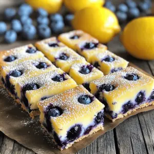 To make Lemon Blueberry Yogurt Bars, you need: - 1 cup Greek yogurt - 1/2 cup honey or maple syrup - 1/4 cup fresh lemon juice - Zest of 1 lemon - 1 teaspoon vanilla extract - 1 1/2 cups rolled oats - 1/2 cup almond flour - 1 teaspoon baking powder - 1/2 teaspoon salt - 1 cup fresh blueberries - Optional: powdered sugar for dusting These ingredients blend together to create a tasty treat. The Greek yogurt gives it a creamy texture. The lemon adds a bright flavor, while the blueberries bring sweetness. You can swap some ingredients if you need to. Here are some ideas: - Greek yogurt: Use dairy-free yogurt for a vegan option. - Honey: Maple syrup works well if you want a vegan sweetener. - Almond flour: You can use all-purpose flour if you don't have almond flour. - Rolled oats: Quick oats can replace rolled oats, but they may change the texture slightly. These changes will still yield delicious bars. It’s fun to experiment with what you have at home. These bars are not just tasty; they are healthy too. Here’s a quick look at what you gain from one bar: - Calories: About 150 - Protein: 5 grams - Fat: 4 grams - Carbohydrates: 25 grams - Fiber: 3 grams - Sugar: 6 grams The bars are a good source of protein and fiber. They can boost your energy without too much sugar. This makes them a great snack for kids and adults alike. First, set your oven to 350°F (175°C). This will ensure it heats up while you prepare the batter. Next, take an 8x8 inch baking dish. Line it with parchment paper. Make sure to leave some paper hanging over the sides. This makes it easy to lift the bars out later. In a large bowl, combine the Greek yogurt, honey, lemon juice, lemon zest, and vanilla extract. Use a whisk or a spatula to mix until smooth. Make sure everything is well blended. The mixture should look creamy and inviting. This is where the fresh lemon flavor starts to shine. In another bowl, mix the rolled oats, almond flour, baking powder, and salt. Stir these dry ingredients together until they are well combined. Now, slowly add the dry mix to the wet mixture. Use a spatula to fold gently. Be careful not to overmix. Once just combined, fold in the fresh blueberries. Make sure they spread evenly through the batter. Pour the batter into the prepared baking dish. Use a spatula to spread it evenly across the dish. Bake in your preheated oven for about 25-30 minutes. Keep an eye on it. The top should be lightly golden and set. To check if it’s done, insert a toothpick into the center. If it comes out clean, it’s ready! Once baked, let it cool in the pan for 10 minutes. After that, lift the bars out using the parchment paper. Place them on a wire rack to cool completely. After they cool, cut into squares or rectangles. If you like, dust with powdered sugar before serving. To mix the ingredients well, start with a large bowl. First, blend the Greek yogurt, honey, lemon juice, lemon zest, and vanilla. Use a whisk to make it smooth. Next, combine the dry items in another bowl. This includes oats, almond flour, baking powder, and salt. Mix well but do not overdo it. When adding dry to wet, fold gently. This helps keep the bars soft. To make sure the bars stay together, use both rolled oats and almond flour. These ingredients help give structure. Always mix well but avoid overmixing. This could make the bars tough. Once baked, let them cool well in the pan. The cooling process helps them firm up. If you want extra hold, try adding a bit more almond flour. These bars are perfect for snacks or breakfast. You can serve them plain or dust with powdered sugar. For a fun twist, add some fresh fruit on top. A dollop of yogurt makes a tasty addition too. Cut them into squares or rectangles for easy serving. They are great for sharing at picnics or parties! {{image_2}} You can switch up the sweeteners for your bars. Instead of honey, try maple syrup or agave nectar. Both will add a unique taste. You can also adjust the sweetness based on your preference. If you want a richer flavor, add a splash of almond or coconut extract. These flavors mix well with lemon and blueberry. If you need gluten-free bars, use certified gluten-free rolled oats. For a dairy-free version, swap Greek yogurt for coconut yogurt. This keeps the texture creamy and delicious. You can also use almond milk instead of yogurt in the mix, but the bars may be less thick. These bars are great with different fruits. In spring and summer, use strawberries or raspberries. In fall, try diced apples or pears for a cozy twist. You can even mix fruits for a rainbow effect. Each fruit brings its own taste, making your bars fun and fresh. To keep your Lemon Blueberry Yogurt Bars fresh, store them in an airtight container. Place parchment paper between layers if you stack them. This helps avoid sticking. The bars will stay fresh in the fridge for about five days. You can freeze these bars for future snacks. First, let them cool completely. Then, wrap each bar in plastic wrap or foil. Place them in a freezer-safe container or bag. They will last for up to three months. When ready to eat, thaw them in the fridge overnight. These bars have a good shelf life when stored properly. In the fridge, they last for five days. Frozen bars can last for three months. Always check for signs of spoilage, like an off smell or change in texture. Enjoying them fresh is best, but proper storage keeps them tasty longer. To make these bars vegan, swap Greek yogurt for a plant-based yogurt. Look for almond, coconut, or soy yogurt. Use maple syrup instead of honey. This keeps the sweetness and taste while staying plant-based. Yes, you can use frozen blueberries. Just add them straight from the freezer. They may release more juice, which can make the bars slightly wetter. You might want to reduce baking time by a few minutes to avoid overbaking. To cut the bars neatly, let them cool completely. Use a sharp knife for clean edges. Lightly score the bars before cutting all the way through. This helps guide your cuts and keeps them from falling apart. Lemon blueberry yogurt bars are simple to make and eat. We covered each step, from ingredients to baking. You learned about substitutions and storage tips, plus fun variations. These bars fit many diets and tastes. Remember, mixing well helps them hold together. Try adding your favorite fruits for a new twist. Enjoying these bars can be a healthy choice. Keep experimenting with flavors and storage methods to find what works best for you.
