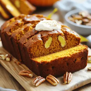 - Pumpkin puree: You can use canned or fresh pumpkin. Canned pumpkin is easy and saves time. Fresh pumpkin gives a unique flavor, but it takes more work. Choose what fits your needs best. - Oils and sugars: For this recipe, vegetable oil works well. It keeps the bread moist. Use brown sugar for richness and granulated sugar for sweetness. Both sugars add to the bread's flavor and texture. - Spices: You need ground cinnamon, nutmeg, and ginger. Cinnamon brings warmth. Nutmeg adds a hint of spice. Ginger gives a little kick. Together, they create a perfect fall flavor. - Nuts: Adding walnuts or pecans gives a nice crunch. Walnuts have a richer taste, while pecans are sweeter. Choose based on your taste. - Sweet additions: You can add chocolate chips or dried fruits. Chocolate chips make it sweeter and fun. Dried fruits, like raisins, add chewiness and flavor. - Mixing bowls and baking tools: Use medium and large bowls for mixing. A whisk or spatula helps combine ingredients well. - Specifics on loaf pan size and type: A 9x5 inch loaf pan is best. It allows the bread to bake evenly. Make sure it is greased and floured to prevent sticking. Follow the Full Recipe for detailed steps on making this delightful bread! First, I preheat the oven to 350°F (175°C). This step is key for baking. A hot oven helps the bread rise well and bake evenly. While the oven heats, I grease and flour a 9x5 inch loaf pan. This prevents the bread from sticking. Next, I mix the wet ingredients. In a large bowl, I whisk together the pumpkin puree, vegetable oil, brown sugar, granulated sugar, eggs, and vanilla extract. I aim for a smooth blend here. This mix will keep the bread moist and flavorful. Now, I sift the dry ingredients. In another bowl, I sift together the flour, baking soda, baking powder, salt, cinnamon, nutmeg, and ginger. Sifting is important. It adds air and helps the bread have a nice texture. After sifting, I combine the dry and wet mixes. I add the dry mix to the wet mix slowly. I stir gently until just combined. Overmixing can make the bread tough. I want a light and fluffy loaf. Now it’s time to bake! I pour the batter into the prepared loaf pan. I smooth the top with a spatula to make it nice. I place it in the oven and bake for 60-70 minutes. To check if it’s done, I use the toothpick test. I insert a toothpick in the center. If it comes out clean, the bread is ready. I take it out and let it cool in the pan for 10 minutes. Then, I transfer the bread to a wire rack. This step helps it cool completely. I can’t wait to enjoy my perfectly moist pumpkin bread! For the full recipe, check out the section above. To make pumpkin bread moist, the right oil and sugar ratios are key. I love using half vegetable oil and half brown sugar. This combo keeps the bread soft and flavorful. The oil adds richness, while the brown sugar brings moisture and depth. After mixing your batter, let it rest for about 15 minutes. This time allows the flavors to meld. It also helps the bread retain moisture while baking. Trust me, this little step makes a big difference! What if your bread turns out too dry? If this happens, try adding an extra egg or a splash of milk next time. This will add moisture and fat, making your bread softer. You can also reduce the baking time slightly. Keep a close eye on it! If your bread sinks in the middle, it may be due to overmixing. Always mix until just combined. You can also check your oven temperature. An oven that runs too hot can cause the bread to rise too quickly and then fall. For serving, slice the pumpkin bread and add a dollop of cream cheese spread on top. This pairing is delicious! You can also sprinkle a little cinnamon on top for a warm touch. Garnish with pecan halves or a dusting of powdered sugar. This adds visual appeal and makes each slice look fancy. Remember, we eat with our eyes first! Want to know how to make this bread? Check out the Full Recipe. {{image_2}} To make your pumpkin bread unique, try some fun tweaks. You can add more spices. For a stronger kick, use pumpkin pie spice instead of just cinnamon. You can also mix in seasonal fruits like cranberries or applesauce. These fruits add a burst of flavor and moisture. They make your bread even tastier. If you need gluten-free options, swap the all-purpose flour. You can use almond flour or oat flour instead. Both work well and keep the bread moist. For those looking for vegan options, replace the eggs with flaxseed meal or applesauce. You can also use coconut oil or avocado oil instead of vegetable oil. These changes help make the bread fit different diets. If you want smaller portions, try mini loaves or muffins. Adjust your baking time; mini loaves bake for about 30-40 minutes, while muffins take 20-25 minutes. For serving, you can stack mini loaves on a platter or arrange muffins in a basket. This makes a lovely display for any gathering. For the full recipe, check out the Perfectly Moist Pumpkin Bread recipe! Let your pumpkin bread cool on a wire rack for at least 10 minutes. This step helps prevent sogginess. After cooling, wrap the bread in plastic wrap or foil. You can also store it in an airtight container. This keeps it fresh and moist. To freeze pumpkin bread, cut it into slices or keep it whole. Wrap it well in plastic wrap, then in foil. This double wrap prevents freezer burn. Label the package with the date. When you want to eat it, thaw the bread in the fridge overnight. For best flavor, warm it in the oven for a few minutes. Pumpkin bread lasts about 3-5 days at room temperature. Keep it in a cool, dry place. If you see mold or notice a strange smell, toss it out. These are signs of spoilage. Always trust your senses when it comes to food safety. To make your pumpkin bread moist, add more oil or sugar. You can also use buttermilk or yogurt instead of some oil. These ingredients help keep the bread soft. Another tip is to mix the batter gently. Overmixing can make the bread tough. Letting the batter rest for a short time can also help. It allows the flour to absorb moisture, making the bread even softer. Yes, you can use fresh pumpkin! It gives a great flavor. First, you need to cook it. Cut the pumpkin, remove seeds, and roast or steam until soft. Then, mash it until smooth. Fresh pumpkin has more moisture than canned, so use a little less than the recipe calls for. This swap can change the taste, making it more unique. To store leftover pumpkin bread, let it cool completely. Wrap it tightly in plastic wrap or foil. You can also place it in an airtight container. This keeps it fresh for up to three days at room temperature. If you want to keep it longer, freeze it. Just slice it first, then wrap each piece. This way, you can enjoy a slice anytime! For more details, check the Full Recipe. In this post, we covered essential ingredients, step-by-step instructions, and tips to make perfect pumpkin bread. You learned about choosing the best pumpkin puree and oils, and how to mix ingredients for a smooth batter. I shared ways to avoid common baking issues and ideas to present your bread nicely. Pumpkin bread is flexible and fun. With these strategies, you can create a loaf that is moist and delicious. Enjoy the process, and make it your own!