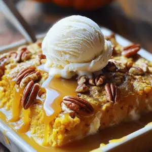 To make this delicious homemade pumpkin pecan cobbler, gather the following ingredients: - 1 cup canned pumpkin puree - 1/2 cup brown sugar - 1/2 cup granulated sugar - 1 teaspoon vanilla extract - 2 large eggs - 1 teaspoon ground cinnamon - 1/2 teaspoon ground nutmeg - 1/4 teaspoon ground ginger - 1/4 teaspoon salt - 1 cup milk - 1 cup all-purpose flour - 1 teaspoon baking powder - 1/2 cup pecans, chopped - 1/4 cup unsalted butter, melted Each ingredient plays a key role in creating a warm and cozy dessert. The pumpkin puree brings a smooth texture and rich flavor. The sugars add sweetness, while the spices bring warmth and depth. The eggs and milk help bind everything together, giving it a lovely custardy base. The flour and baking powder are the backbone, allowing the cobbler to rise and form a nice crust. Finally, the pecans add crunch and a nutty taste that pairs perfectly with the pumpkin. This mix of ingredients creates a delightfully comforting treat that captures the essence of fall. For the full recipe, check out the detailed instructions. 1. Preheating the Oven Start by preheating your oven to 350°F (175°C). This step is key for even baking. 2. Greasing the Baking Dish Next, grease a 9x9 inch baking dish. You can use butter or non-stick spray. This helps the cobbler come out easily. 3. Mixing Wet Ingredients and Dry Ingredients In a large mixing bowl, combine the pumpkin puree, brown sugar, granulated sugar, and vanilla extract. Mix until smooth. Then, add the eggs one at a time, beating well after each. Stir in the cinnamon, nutmeg, ginger, and salt until well blended. In another bowl, whisk together the milk, flour, and baking powder. Gradually add this to the pumpkin mix, stirring until just combined. 1. Pouring the Batter Pour the batter into your greased baking dish. Use a spatula to smooth the top gently. 2. Drizzling Butter Over the Top Now, drizzle melted butter over the top of the batter. Do not stir it in. The butter will help form a nice crust. 3. Adding Pecans Sprinkle the chopped pecans evenly over the batter. This adds a nice crunch and flavor. 4. Baking Time and Testing for Doneness Bake in your preheated oven for 35-40 minutes. The cobbler is ready when the top is golden brown. To test, insert a toothpick in the center. If it comes out clean, it’s done! You can find the full recipe details for homemade pumpkin pecan cobbler to make this delicious treat. Mixing is key for a great cobbler. You want a smooth batter. When you mix, do it gently. Overmixing can make the cobbler tough. Just stir until you see no dry flour. This makes it soft and fluffy. After baking, let your cobbler cool for a bit. Cooling helps it set. If you cut it too soon, it may fall apart. Wait about 10 to 15 minutes. This step is worth it for a nice slice. Toppings can make your cobbler even better. I love adding a scoop of vanilla ice cream. The creaminess balances the warm flavors. You can also add whipped cream for a light touch. Drizzle some caramel sauce on top for extra sweetness. This adds a nice finish and looks great, too. For a crunch, sprinkle more chopped pecans on top. It gives a nice texture and flavor. Enjoy your delicious pumpkin pecan cobbler! For the complete recipe, check out the Full Recipe. {{image_2}} If you want to switch up the nuts, try using walnuts or almonds. Walnuts add a rich, earthy taste. Almonds offer a nice crunch with a subtle sweet flavor. Both options will give your cobbler a unique twist. Just chop them up and sprinkle them on top, just like you would with pecans. You can easily boost the flavor of your cobbler. Adding chocolate chips brings a sweet surprise in every bite. They melt beautifully into the warm batter. Just mix in about a half cup for a rich touch. Using pumpkin spice mix is another great idea. It combines cinnamon, nutmeg, and ginger all in one. Swapping out the individual spices for this mix can save time and add depth. Just use the same amount as the total of the other spices. These simple changes can make your homemade pumpkin pecan cobbler truly special. For the full recipe, check the details above. Yes, you can use fresh pumpkin. Start by roasting a pumpkin until soft. Then, scoop out the flesh and blend it to make a puree. This gives a fresh taste but requires more time than using canned pumpkin. You can store homemade cobbler for up to four days in the fridge. Make sure to cover it well to keep it moist. If you want to save it longer, freeze it. It can last for about three months in the freezer. Yes, you can make this recipe gluten-free. Just replace all-purpose flour with a gluten-free flour blend. Make sure the blend has a good structure to hold the cobbler together. Yes, you can prepare the batter a day in advance. Just mix the wet and dry ingredients, then store it in the fridge. When you are ready to bake, stir in the pecans and pour it into the baking dish. This can save you time on baking day. For the full recipe, check out the details above. In this blog post, I shared a simple way to make a pumpkin cobbler. You learned about essential ingredients, like pumpkin puree and spices. I explained the step-by-step process, from preparation to baking. You also found tips for perfecting texture and serving suggestions. Don't forget to try variations with different nuts or add chocolate chips for fun. Remember, proper storage keeps your cobbler fresh. Enjoy your baking adventures and savor each delicious bite!